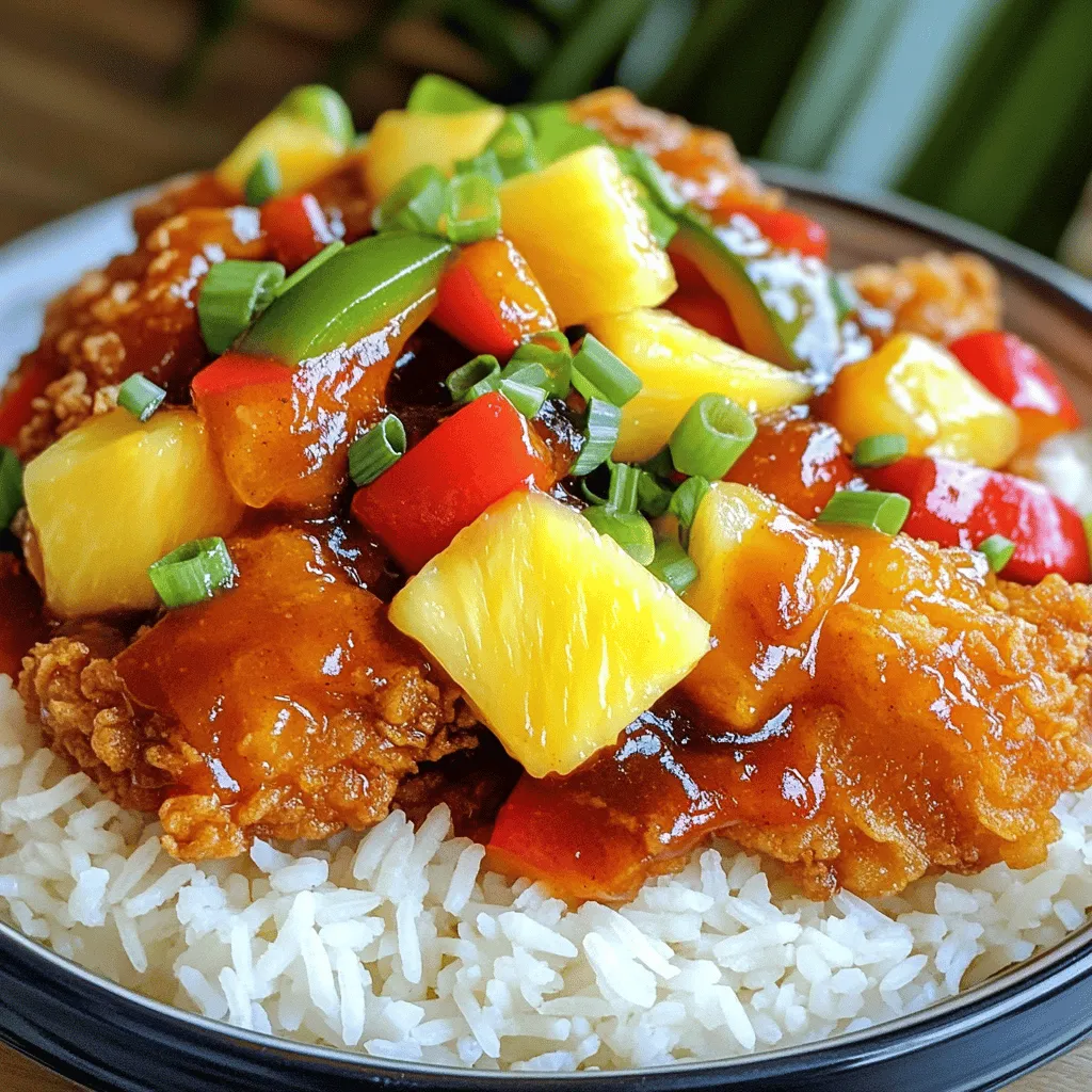 - 1 lb boneless, skinless chicken thighs, cut into bite-sized pieces - 1 cup cornstarch - 1/2 cup all-purpose flour - 2 large eggs, beaten - 1/2 teaspoon salt - 1/2 teaspoon black pepper - Vegetable oil for frying - 1/3 cup honey - 1/4 cup soy sauce - 2 tablespoons rice vinegar - 2 tablespoons sriracha (adjust according to your spice preference) - 1 tablespoon garlic, minced - 1 tablespoon ginger, grated - 1 teaspoon sesame oil - 1 tablespoon cornstarch mixed with 2 tablespoons water (for thickening) - 1 red bell pepper, diced - 1 green bell pepper, diced - 1 cup pineapple chunks (fresh or canned) - 2 green onions, thinly sliced for garnish When I make Panda Express Sweet Fire Chicken, I love the mix of sweet and spicy. The chicken is crispy and the sauce is thick and flavorful. You can find the full recipe above if you want to dive deeper into this dish. Each ingredient plays a role in creating layers of flavor. So, gather these ingredients and get ready for a fun cooking adventure! Start by gathering your ingredients. You will need 1 pound of boneless, skinless chicken thighs. Cut them into bite-sized pieces. In a large bowl, mix together 1 cup of cornstarch, 1/2 cup of flour, 1/2 teaspoon of salt, and 1/2 teaspoon of black pepper. This dry mix will help the chicken get crispy. Dip each chicken piece into 2 beaten eggs. Then, coat it in the dry mix until fully covered. In a separate saucepan, combine 1/3 cup of honey, 1/4 cup of soy sauce, 2 tablespoons of rice vinegar, and 2 tablespoons of sriracha. You can adjust the sriracha to match your spice level. Add 1 tablespoon of minced garlic and 1 tablespoon of grated ginger. Heat this mixture over medium heat until it simmers. Mix 1 tablespoon of cornstarch with 2 tablespoons of water until smooth. Add this to the sauce, stirring until it thickens. This will take about 2-3 minutes. In a deep skillet, heat vegetable oil over medium-high heat. You need enough oil to fry the chicken. Carefully add the chicken pieces in batches. Fry them for about 4-5 minutes until golden brown and crispy. Use a plate with paper towels to drain excess oil. Next, use the same skillet and add diced red and green bell peppers and pineapple chunks. Sauté for 2-3 minutes. Then, add your crispy chicken and pour the sweet fire sauce over everything. Toss until well coated. Let it cook for 2 more minutes. Serve it with sliced green onions on top. For the full recipe, check out the details above. To get that crunch you love, use cornstarch. Mixing it with flour makes a great coating. Dip each chicken piece in egg first. This helps the dry mix stick well. Fry the chicken in hot oil. Keep the heat high, but don’t overcrowd the pan. Fry in small batches. This way, each piece cooks evenly and gets crispy. The sweet fire sauce is key. It should taste sweet but also have a kick. Use honey for sweetness. Adjust the sriracha to control heat. If you want it spicier, add more sriracha. For a milder taste, cut back on it. Taste the sauce as you mix. Find the right balance that makes your taste buds happy. Presentation matters. Serve the Sweet Fire Chicken over jasmine rice for a nice touch. The white rice contrasts well with the colorful chicken and veggies. Add green onions on top for a fresh look. For extra flair, sprinkle sesame seeds. These small touches will impress family and friends. They'll love both the taste and the look of your dish. For the full recipe, check out the [Full Recipe]. {{image_4}} You can easily swap the chicken for other proteins. Try shrimp, tofu, or pork. Each protein brings its own flavor and texture. Shrimp cooks fast and adds a nice twist. Tofu is great for a plant-based option. If you use pork, choose tender cuts like loin. Adjust the cooking time based on what you choose. Feel free to load up on veggies. Broccoli, snap peas, or snow peas work well. You can also add carrots for a pop of color. Just cut them into bite-sized pieces. Sauté them with the bell peppers for added crunch. This boosts flavor and gives more nutrition. You can make it a complete meal with colorful veggies. Adjust the heat to suit your taste. If you love spice, add more sriracha. You can also use crushed red pepper flakes for extra heat. For milder flavors, cut back on the sriracha or use sweet chili sauce. Customize the heat to make this dish your own. You control the spice! Check out the Full Recipe for all the details and tips to create your own version. To store leftovers, let the Sweet Fire Chicken cool down first. Place it in an airtight container. This helps keep the chicken fresh. You can store it in the fridge for up to four days. Make sure to keep the sauce and chicken together. This keeps the flavors intact. When you're ready to eat your leftovers, reheating is easy. You can use a microwave or a skillet. If using a microwave, place the chicken in a bowl. Heat it for 1-2 minutes, stirring halfway. If using a skillet, add a little oil and heat on medium. Stir until it’s hot. This keeps the chicken crispy. You can also freeze Sweet Fire Chicken. Place cooled chicken in a freezer-safe bag. Squeeze out all the air before sealing. It can last up to three months in the freezer. When you’re ready to eat, thaw it in the fridge overnight. Then, reheat as mentioned before. Enjoy the flavors even after freezing! Panda Express Sweet Fire Chicken is a popular dish. It features crispy chicken tossed in a sweet and spicy sauce. The sauce has honey, soy sauce, and sriracha, giving it a unique flavor. You can enjoy this dish with bell peppers and pineapple for added crunch and sweetness. Many love its balance of heat and sweetness. You can make this recipe healthier by making a few easy swaps. First, use skinless chicken breast instead of thighs for less fat. You can also bake the chicken instead of frying. Instead of using white flour, try whole wheat flour or almond flour for more fiber. For the sauce, reduce the honey and use less sriracha to cut sugar and sodium. Adding more vegetables can also boost nutrients and flavor. Yes, you can create a vegetarian version of Sweet Fire Chicken. Use tofu or tempeh instead of chicken. Press and cube firm tofu to get the right texture. You can still follow the same steps for the batter and sauce. For added flavor, marinate the tofu in soy sauce before cooking. This will give you a tasty and satisfying meal without meat. This blog post explored the key ingredients for making sweet fire chicken. We covered how to prepare chicken, make the sauce, and fry it. Tips helped you achieve crispy chicken, balance flavors, and enhance your dish's look. Variations let you switch proteins, add veggies, or adjust heat. We also shared storage tips for leftovers and reheating. In the end, this tasty dish is fun to make and enjoy. Experiment with your favorite ingredients to create your unique version!