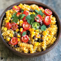 For Cowboy Pasta Salad, you need good pasta. I like rotini or fusilli. Both shapes hold the dressing well and add a fun twist. Next, gather fresh veggies. You will need: - 1 cup cherry tomatoes, halved - 1 cup corn kernels (fresh or frozen) - 1 red bell pepper, diced - 1/2 cup red onion, finely chopped We also include black beans for protein. They add a nice texture. For cheese, use 1 cup of cheddar, cubed. It brings creaminess to the dish. Lastly, we make a tasty dressing. You'll need: - 1/2 cup jalapeño ranch dressing - 1 tablespoon olive oil - 1 tablespoon fresh lime juice - 1 teaspoon ground cumin - Salt and pepper to taste Picking fresh produce is key. Look for bright, firm vegetables. They should smell good and feel crisp. For dressings, I recommend using high-quality brands. They enhance flavors. Opt for dressings that have natural ingredients without preservatives. When it comes to cheese, try sharp cheddar. It adds a strong flavor. You can also use pepper jack for a spicy kick. If you want to change up the protein, try grilled chicken or tofu. Both work great and add more flavor. Feel free to swap veggies. You can add cucumber or zucchini for a fresh twist. If you need gluten-free options, look for gluten-free pasta. Many good brands exist now. This way, everyone can enjoy the salad! To start, fill a large pot with water and add a good amount of salt. This helps the pasta taste better. Bring the water to a rolling boil. Add the rotini or fusilli pasta and cook it for about 8 to 10 minutes. You want the pasta to be al dente, which means it should be firm to the bite. Once the pasta is cooked, drain it in a colander. Rinse it under cold water for about 1 to 2 minutes. This stops the cooking and cools the pasta down quickly. Now, transfer the cooled pasta to a large mixing bowl. While your pasta cooks, wash your vegetables well. Use clean water to rinse off any dirt. For chopping, cut the cherry tomatoes in half, dice the red bell pepper, and finely chop the red onion. Try to make all your pieces about the same size. This way, they look nice and mix well. If you want, you can add even more veggies to make it colorful and tasty. After chopping, make sure to dry the veggies. Excess water can make the salad watery. In a small bowl, mix your dressing. Start with the jalapeño ranch dressing. Add olive oil, fresh lime juice, and ground cumin. Now, season it with salt and pepper. Use a whisk to blend them well. Make sure the dressing is smooth. Taste it to see if you need more salt or pepper. Adjust to your liking for the best flavor. Now it's time to combine everything! In the bowl with your cooled pasta, add the corn, black beans, diced red bell pepper, chopped onion, and cubed cheese. Carefully toss everything together. You want all the ingredients to be coated evenly with the dressing. Once mixed, cover the bowl with plastic wrap or a lid. Place it in the fridge for at least 30 minutes. This chilling time helps the flavors blend together nicely. Just before serving, give the salad a quick toss and garnish with fresh cilantro for a lovely finish. Enjoy your Cowboy Pasta Salad! For the Full Recipe, check out the complete details. Marinating the salad gives it a great taste. I suggest letting it chill for at least 30 minutes. This time allows all the flavors to mix well. If you want to add a twist, consider using spices like smoked paprika or fresh herbs like parsley. These can really brighten up the dish. To make your cowboy pasta salad stand out, use colorful garnishes. Fresh cilantro offers a nice green touch. You can also add lime wedges around the bowl. When serving, a large, bright bowl catches the eye. For potlucks, individual plates look great with an extra sprinkle of cilantro. Preparing for a crowd can be easy. Cook the pasta in a big pot so it’s ready quickly. Use a large mixing bowl for all the ingredients to save time. A spatula works well for mixing everything without breaking the pasta. If you need to transport the salad, a sealed container is best for easy serving. For the full recipe, check out the Cowboy Pasta Salad. {{image_4}} You can make Cowboy Pasta Salad lighter. Here are some ways to cut fat or calories: - Use whole wheat pasta instead of regular pasta. - Swap jalapeño ranch dressing for a light vinaigrette. - Add more vegetables to fill you up without adding many calories. You can also boost protein in this dish. Try these options: - Use chickpeas or kidney beans for plant-based protein. - Add grilled chicken or turkey for a meaty version. - Toss in some quinoa for a nutritious twist. Cowboy Pasta Salad can change based on where you are. You can try different dressings: - Use barbecue sauce for a smoky flavor. - A tangy vinaigrette can add a nice zing. You can also add local ingredients for a fun twist. Here are some ideas: - If you're in the South, add some diced pickles for crunch. - In the West, throw in roasted peppers or avocados. You can make Cowboy Pasta Salad fresh and fun by using seasonal veggies. Here are some suggestions: - In spring, add fresh peas and asparagus. - In summer, add ripe cucumbers and zucchini. - In fall, try roasted butternut squash and Brussels sprouts. Adjusting this recipe for seasonal flavors is easy. Feel free to change the spices too: - In winter, add some warm spices like paprika. - In summer, keep it light with herbs like basil or parsley. For the full recipe, check out the details above. Enjoy making this dish your own! To store your Cowboy Pasta Salad, use airtight containers. Glass or BPA-free plastic containers work well. Make sure the lid seals tightly to keep air out. This helps maintain freshness. Before storing, let the salad cool completely. If it's warm, it can create moisture inside the container. - Containers: Use glass or BPA-free plastic. - Cooling: Allow salad to cool before sealing. - Sealing: Ensure lids are tight to keep air out. In the fridge, Cowboy Pasta Salad lasts up to four days. Check it daily for any signs of spoilage. If you see any mold or strange odors, it’s best to throw it away. Fresh vegetables will start to lose their crunch after a couple of days. - Duration: Safe for up to four days in the fridge. - Signs of spoilage: Look for mold or bad smells. You can freeze portions of Cowboy Pasta Salad for later. Divide it into individual servings before freezing. Use freezer-safe containers to avoid freezer burn. When you're ready to eat, thaw it in the fridge overnight. Avoid microwaving it, as this can change the texture. - Freezing portions: Use individual containers for easy serving. - Thawing: Place in the fridge overnight for best texture. You can keep Cowboy Pasta Salad in the fridge for about 3 to 5 days. Make sure to store it in an airtight container. This helps keep the flavors fresh and prevents the salad from drying out. If you notice any off smells or changes in texture, it’s best to toss it. Yes, you can make this salad a day or two ahead. Prepare the salad and store it in the fridge. The flavors will blend nicely as it sits. If you want the best taste, add the dressing just before serving. This keeps the pasta from getting soggy. You have many options for protein. Grilled chicken adds a nice flavor and texture. You can also use canned tuna or shrimp. If you prefer plant-based proteins, try black beans or chickpeas. Each option makes the salad more filling and tasty. Yes, you can make Cowboy Pasta Salad gluten-free. Just choose gluten-free pasta, like rice or corn-based options. These alternatives work well without losing taste or texture. Always check the labels to ensure they are certified gluten-free. This blog post covered how to make a delicious Cowboy Pasta Salad. We explored key ingredients, cooking tips, and ways to customize the dish. Quality matters, so choose fresh produce and good dressings to enhance flavor. You can mix proteins and swap vegetables for your taste. Following the steps will help you create a salad that's not just tasty but also appealing. Finally, remember to store it properly and enjoy checking off meal prep goals with ease. Get creative with flavors, and share your salad adventures with others!
