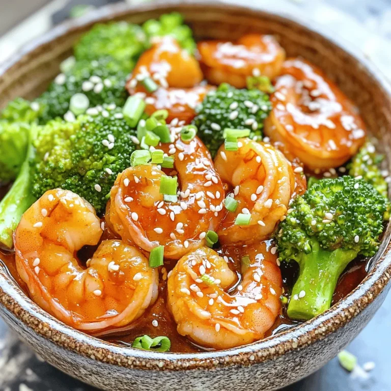 - 1 lb large shrimp, peeled and deveined - 2 cups fresh broccoli florets - 2 tablespoons soy sauce - 1 tablespoon Sriracha - 1 tablespoon honey - 1 teaspoon sesame oil - 1/2 teaspoon fresh ginger, grated - 1 tablespoon olive oil - 2 cloves garlic, finely minced - 1 tablespoon sesame seeds (for garnish) - 2 green onions, chopped (for garnish) The key to this dish is fresh, high-quality shrimp and vibrant broccoli. The shrimp should be large and juicy. I always choose shrimp that are peeled and deveined for ease. Fresh broccoli adds a nice crunch and color. The sauce brings it all together. The soy sauce gives umami, while Sriracha packs a punch. Honey balances the heat, and sesame oil adds depth. Grated ginger enhances the flavor, making it aromatic. You can also play with the ingredients. Add more Sriracha for heat or swap honey for maple syrup for a vegan option. My secret? A sprinkle of sesame seeds and green onions on top. They add a special touch that makes the dish shine. For the full recipe, check the section above. You’ll find all the steps to make this tasty dish. - Rinse shrimp and pat dry - Cut broccoli into bite-sized florets First, you need to rinse the shrimp well. Use cold water to wash off any grit. After rinsing, pat them dry with paper towels. This step helps the shrimp sear nicely. Next, take fresh broccoli and cut it into small, bite-sized florets. This makes it easy to eat and helps it cook evenly. - Steam broccoli for 3-4 minutes until bright green Now, let’s cook the broccoli. In a saucepan, bring about 1 inch of water to a boil. Place the broccoli in a steamer basket on top of the boiling water. Cover the pot tightly. Steam for about 3 to 4 minutes. You want the broccoli to be bright green and a bit crisp. Once done, remove it from the heat and set it aside. - Sauté garlic, then add shrimp until pink and opaque Next, heat a large skillet over medium-high heat. Add olive oil and let it heat up until it shimmers. Then, add minced garlic to the pan. Sauté for about 30 seconds. You want the garlic to smell good but not brown too much. After that, add the shrimp. Cook for about 2 to 3 minutes. Turn them so they cook evenly. They are done when they turn a lovely pink and are opaque. - Whisk sauce components and pour over shrimp - Gently fold in steamed broccoli While the shrimp cooks, whisk together soy sauce, Sriracha, honey, sesame oil, and grated ginger in a small bowl. Pour this sauce over the shrimp in the skillet. Make sure every shrimp gets coated. Then, gently fold in the steamed broccoli. Stir carefully to mix everything. Cook together for about 2 minutes, allowing the flavors to blend. - Cook together and garnish before serving Once everything is cooked, remove the skillet from the heat. To finish, sprinkle sesame seeds and chopped green onions on top. This adds texture and flavor. Serve your savory 20-minute Sriracha shrimp and broccoli dish hot, over rice or noodles for a complete meal. For the full recipe, check out the detailed instructions above. To keep broccoli fresh and tasty, steaming is best. Here’s how to do it right: - Prep the Broccoli: Cut the broccoli into small, bite-sized florets. This helps it cook evenly. - Steam: Boil water in a saucepan. Place the broccoli in a steamer basket above the boiling water. Cover and steam for 3-4 minutes. The broccoli should be bright green and still crisp. This method locks in nutrients. For shrimp, you want them cooked just right: - Prep the Shrimp: Rinse and dry the shrimp well. This ensures they cook evenly. - Sauté: In a hot skillet, add olive oil. Once hot, toss in minced garlic. After about 30 seconds, add the shrimp. Cook until they turn pink and opaque, usually 2-3 minutes. Adjusting the spice level can make this dish fit your taste: - Spice It Up: Add more Sriracha if you like heat. Start with a little, then taste and add more. - Cooling Garnishes: Try adding a dollop of sour cream or yogurt. This can balance the heat. You can also add garnishes for extra flavor: - Fresh Herbs: Cilantro or basil can add a fresh kick. - Crunchy Elements: Peanuts or cashews provide a nice texture contrast. Pair your dish with sides for a complete meal: - Rice or Noodles: Serve the shrimp and broccoli over white rice or noodles. They soak up the sauce well. - Meal Prep: This dish is great for lunches. Store in containers with rice or noodles for easy grab-and-go meals. For the full recipe, check out the detailed steps above. Enjoy your cooking! {{image_4}} You can easily change proteins in this dish. Chicken works well if you prefer it over shrimp. Tofu is a great plant-based choice. It absorbs the sauce's flavor nicely. For veggies, consider using snap peas, bell peppers, or green beans. They add color and crunch. Customizing the sauce can take this dish to new heights. Add lime or lemon juice for a fresh twist. Fresh herbs like cilantro or basil give a nice lift too. If you want more heat, try adding chili flakes or more Sriracha. You can even mix in peanut butter for a creamy touch. If you're short on time, try the sheet pan method. Just toss everything on a pan and bake. Cleanup is simple, as it all cooks together. For a hands-off approach, use a slow cooker. Cook the shrimp and broccoli on low for a few hours. This method lets the flavors blend beautifully. For the full recipe, check out the detailed instructions to make this dish shine. To keep your cooked shrimp and broccoli fresh, follow these tips: - Place leftovers in an airtight container. - Store them in the fridge within two hours of cooking. - Enjoy them within three days for best taste and safety. Reheat leftovers gently to maintain texture. Here are some methods: - Microwave: Use a microwave-safe dish, cover it with a damp paper towel, and heat in 30-second intervals. Stir in between to avoid hot spots. - Stovetop: Heat a non-stick skillet over low heat. Add a splash of water or broth to help steam the dish. Stir often to keep the shrimp from overcooking. To prevent shrimp from becoming rubbery, heat just until warmed through. If you want to store your dish long-term, freezing is a great choice. - Let the shrimp and broccoli cool completely before freezing. - Pack them in a freezer-safe container or bag, removing as much air as possible. - Label the container with the date and freeze for up to three months. When you are ready to use them: - Thaw in the fridge overnight or use the microwave's defrost setting. - Cook the shrimp immediately after thawing for the best texture. For the full recipe, check the above sections. Enjoy your meals! This dish takes just 20 minutes total. You need about 10 minutes to prep and 10 minutes to cook. It’s a quick meal for busy nights. You can easily fit it into your schedule. Yes, you can use frozen shrimp. Just thaw them before cooking. Rinse and pat them dry. Frozen shrimp may need a bit more time to cook. Make sure they turn pink and opaque. Yes, this dish works great for meal prep. You can make it ahead and store it in the fridge. It stays tasty for a few days. Just reheat it for a quick meal later. This way, you save time during your busy week. This dish pairs well with rice or noodles. You can also serve it with a fresh salad. If you want a crunch, try adding some toasted nuts. These sides balance the flavors and make your meal complete. Absolutely! If you like it spicy, add more Sriracha. For less heat, cut back on the Sriracha. You can also add some honey to balance the spice. Adjust it to your taste for the best experience. This dish combines shrimp and broccoli with a zesty sauce for a tasty meal. You learned the main ingredients, cooking steps, and helpful tips. Remember, you can adjust flavors and ingredients to match your taste. Whether you choose to meal prep or enjoy it fresh, this recipe is versatile. Feel free to experiment with different proteins or sauces to keep things exciting. Make this dish yours and enjoy every bite!
