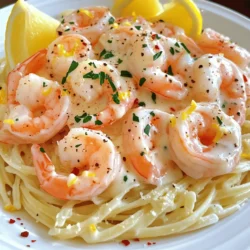 - Heat 2 tablespoons of unsalted butter in a large skillet over medium heat. - Allow the butter to melt completely. - Once melted, add 5 cloves of minced garlic. Sauté for about 1 minute. - Stir until the garlic smells great and turns golden. - Next, add 1 pound of peeled and deveined shrimp. - Season with salt, black pepper, and 1 teaspoon of smoked paprika. - Cook for 2-3 minutes, stirring gently. Shrimp should turn pink and opaque. - Carefully remove the shrimp from the skillet and set aside. - In the same skillet, add the remaining 2 tablespoons of butter. - Pour in 1 cup of heavy cream. Stir to mix until it simmers. - Add 1 teaspoon of fresh lemon juice. If you like it spicy, add 1/2 teaspoon of red pepper flakes. - Stir for 2-3 minutes. Let the sauce thicken a bit. - Return the cooked shrimp to the skillet. Toss them in the creamy sauce. - Heat through for another minute to warm the shrimp. - Taste the sauce and adjust seasoning with more salt or pepper if needed. - Serve over cooked pasta or rice. Garnish with fresh chopped parsley. - For a nice touch, drizzle extra sauce over the dish. For the complete guide on making this dish, refer to the Full Recipe. - How to know when shrimp are done: Shrimp cook fast. They turn pink and curl up. Cook shrimp for 2-3 minutes. When they are opaque, they are ready to eat. Check them closely to avoid overcooking. Overcooked shrimp become rubbery and tough. - Importance of not burning garlic: Garlic adds great flavor. You want it golden, not brown. Cook garlic for 1 minute until fragrant. If garlic burns, it tastes bitter. This can ruin your dish. Keep the heat at medium and stir often. - Best sides to pair with creamy garlic butter shrimp: This dish shines with pasta or rice. Serve it over fettuccine or jasmine rice. You can also add steamed vegetables like broccoli or green beans for color and crunch. A fresh salad with lemon vinaigrette complements the meal well. - Presentation ideas for a restaurant-style dish: Make it look fancy! Serve the shrimp on a large plate. Drizzle extra sauce over the top. Garnish with fresh parsley and lemon wedges. Use a nice bowl to show off your meal. This makes it feel special. - How to store leftovers: Let the shrimp cool down. Place them in an airtight container. Store in the fridge for up to 2 days. If you have a lot, you could freeze them. However, be aware that freezing may change their texture. - Best reheating techniques to maintain flavor: When reheating, do it gently. Use a skillet over low heat. Add a splash of cream or broth to keep it moist. Stir often until warmed. Avoid the microwave, as it can make shrimp rubbery. {{image_4}} You can make this dish spicy by adding more red pepper flakes. Start with 1/2 teaspoon and adjust to your taste. If you love heat, try adding hot sauce too. A few dashes can transform the dish. Just stir it into the cream sauce for a zesty kick. Mixing in veggies is a great way to enhance this meal. Spinach or bell peppers work well. Add spinach at the end to wilt it down. For bell peppers, add them early to cook through. Adjust cooking times based on the type of vegetable you choose. This adds color and nutrition to your dish. If you want a low-carb version, use cauliflower rice or zucchini noodles. Cauliflower rice is light and fluffy, perfect for soaking up the sauce. Zucchini noodles are also a great choice. Just sauté them for a few minutes until tender. You can still enjoy this creamy dish without the carbs. Try these variations to keep things exciting! For the full recipe, check the earlier section. Each serving of creamy garlic butter shrimp has about 400 calories. It contains roughly 25 grams of protein. The dish also has around 30 grams of fat and 7 grams of carbohydrates. This meal provides a good balance of protein and healthy fats, making it satisfying. Shrimp is low in calories and high in protein. It offers essential nutrients like selenium, vitamin B12, and iodine. Garlic boosts the immune system and may lower blood pressure. To make this dish healthier, you could use less butter or swap heavy cream for a lighter option, like Greek yogurt. Shrimp is a common allergen. Those with shellfish allergies should avoid this dish. For gluten-free options, serve it over rice instead of pasta. To make it dairy-free, use coconut cream in place of heavy cream and omit the butter. You can still enjoy a creamy texture with these swaps. To make creamy garlic butter shrimp, follow these steps: 1. Melt butter in a skillet over medium heat. 2. Sauté minced garlic until fragrant. 3. Add the shrimp and season with salt, pepper, and paprika. 4. Cook shrimp until they turn pink. 5. Remove shrimp and set aside. 6. Add more butter and heavy cream to the skillet. 7. Stir in lemon juice and red pepper flakes. 8. Return shrimp to the skillet and coat in the sauce. 9. Adjust seasoning and serve over pasta or rice. This dish is quick and easy, taking about 20 minutes from start to finish. The creamy sauce pairs perfectly with the shrimp, creating a comforting meal. You can find the Full Recipe to guide you through the process step by step. You can serve creamy garlic butter shrimp with several side dishes. Here are some tasty ideas: - Cooked pasta, like spaghetti or fettuccine - Fluffy rice, either white or brown - Steamed vegetables, such as broccoli or green beans - Crusty bread to soak up the sauce - A fresh salad with a light vinaigrette These options complement the rich flavors of the shrimp and add variety to your meal. Yes, you can use frozen shrimp for this recipe. Here’s how to do it: 1. Thaw the shrimp in the fridge overnight or place them in a bowl of cold water for quick thawing. 2. Once thawed, peel and devein the shrimp if needed. 3. Cook them as you would fresh shrimp, following the same steps. Using frozen shrimp is a great option when fresh shrimp is not available. Just ensure they are fully thawed before cooking for best results. In this blog post, we explored how to make creamy garlic butter shrimp, from selecting fresh ingredients to cooking tips and serving ideas. You learned valuable techniques to create a flavorful meal everyone will love. Remember, simple steps can yield excellent dishes. Keep experimenting with variations, like adding veggies or adjusting spice levels. Whether for yourself or guests, this dish is sure to impress. Enjoy your cooking journey, and make it tasty!