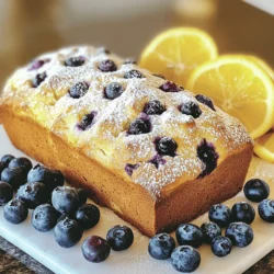 - 2 cups all-purpose flour - 1 cup granulated sugar - 1/2 cup unsalted butter, softened - 2 large eggs - 1 cup buttermilk - Zest of 1 large lemon - 1 tablespoon fresh lemon juice - 1 teaspoon pure vanilla extract - 1/2 teaspoon baking powder - 1/2 teaspoon baking soda - 1/2 teaspoon salt - 1 cup fresh blueberries When making lemon blueberry bread, you'll want to gather these ingredients first. The main ingredients create the base of the bread. The flour adds structure, while sugar gives it sweetness. Butter makes the bread rich and soft. Eggs help bind everything together. Buttermilk adds moisture and a slight tang that balances the sweetness. Next, we have the flavor enhancers. Lemon zest is key. It brings bright flavors to the bread. Fresh lemon juice adds even more zestiness. Don't forget the vanilla extract. It rounds out the taste, making it more complex. Leavening agents keep the bread light and airy. The baking powder and baking soda work together. They create bubbles as the bread bakes, making it rise. Salt is essential too; it balances out the flavors. Lastly, let's talk about the blueberries. Fresh blueberries are best for this bread. They burst with juice and flavor. If you can’t find them, frozen blueberries will work too. Just make sure to thaw and drain them first. Now that you have all the ingredients, you're ready to make your lemon blueberry bread. Follow the full recipe for detailed steps. This bread is sure to impress! - Preheat oven to 350°F (175°C). - Prepare the loaf pan by greasing it or lining it with parchment paper. - In a large bowl, mix together the flour, baking powder, baking soda, and salt. - In another bowl, cream the softened butter and sugar until light and fluffy. - Add the eggs, one at a time, mixing well after each. Then, stir in the vanilla and lemon zest. - Gradually add the buttermilk to the dry mix, starting and ending with the dry ingredients. - Carefully fold in the blueberries and lemon juice. This keeps the berries whole. - Pour the batter into the prepared pan and smooth the top for even baking. Follow these steps, and your Lemon Blueberry Bliss Bread will turn out great! You can find the full recipe to ensure you have every detail covered. To get the best texture in your Lemon Blueberry Bread, avoid overmixing the batter. Mixing too much can make the bread dense. When you combine the wet and dry ingredients, mix just until you see no dry flour. This keeps the bread light and fluffy. Make sure your ingredients are at room temperature. Cold butter or eggs can affect how well they mix. Let your butter sit out for a bit before you start. This helps it blend smoothly into the batter. To check if your bread is done, use a toothpick. Insert it in the center of the loaf. If it comes out clean or with a few crumbs, your bread is ready. If it has wet batter, give it a few more minutes. After baking, let the bread cool. This keeps it moist. Let it rest in the pan for about ten minutes. Then move it to a wire rack to cool completely. This helps the bread keep its texture. For a beautiful finish, dust the cooled bread with powdered sugar. This adds a lovely touch. Place it on a nice plate to show off its golden crust. Serving with fresh fruits is a great idea. Pair your bread with blueberries and lemon slices. This adds color and makes it look even tastier. You can also enjoy it with a cup of tea or coffee. Each bite will be a delight! For the full recipe, check out the Lemon Blueberry Bliss Bread. {{image_4}} You can make your lemon blueberry bread even better! Adding nuts like walnuts or pecans gives it a nice crunch. The nuts also add healthy fats and protein. If you want a mix of flavors, try other berries too. Raspberries or strawberries can replace some blueberries. This twist brings a new taste and color to your loaf. If you want a healthier bread, switch to whole wheat flour or almond flour. These options add fiber and nutrients. You can also replace sugar with natural sweeteners like honey or maple syrup. This step will cut some calories and add unique flavors. Your bread will still taste great, just a little better for you! Get creative with how you serve your lemon blueberry bread! You can turn the recipe into lemon blueberry muffins. Just adjust the baking time for the smaller size. Another fun idea is to make lemon blueberry bread pudding. This dish is warm, creamy, and perfect for dessert. It’s a great way to use any leftover bread. For the full recipe, check out the Lemon Blueberry Bliss Bread 🫐. After baking your lemon blueberry bread, let it cool completely. Cooling helps avoid sogginess. Place the bread on a wire rack for best air circulation. Once cooled, wrap it well in plastic wrap. This keeps it fresh. For extra protection, place the wrapped bread in an airtight container. This will help maintain its soft texture. You can freeze lemon blueberry bread to enjoy later. First, let it cool completely. Then, wrap it tightly in plastic wrap. Next, place the wrapped loaf in a freezer bag. Squeeze out the air before sealing. For thawing, take the bread out a day before you want to eat it. Leave it in the fridge overnight. This slow thaw keeps it moist. When stored at room temperature, lemon blueberry bread lasts about three days. If you keep it in the fridge, it can stay fresh for about a week. Look for signs of spoilage like mold or an off smell. If the bread feels hard or dry, it's best to toss it. Enjoy your tasty lemon blueberry bread while it’s fresh! How do I know when my lemon blueberry bread is done? Your bread is done when it turns golden brown. Insert a toothpick in the center. If it comes out clean or has a few moist crumbs, it's ready. This check is key to avoid underbaking or overbaking. Can I use frozen blueberries in this recipe? Yes, you can use frozen blueberries. They work just as well as fresh ones. Just be sure to fold them in gently to avoid breaking them. This keeps your bread looking pretty with whole berries. What can I substitute for buttermilk? If you don't have buttermilk, make your own! Add 1 tablespoon of lemon juice to regular milk. Let it sit for about five minutes. This simple trick gives your bread the needed tang. Can I use a different type of flour? Yes, you can swap all-purpose flour for whole wheat flour. This makes your bread healthier but may change the texture slightly. You can also try almond flour for a gluten-free option. Is it possible to make mini loaves instead of one large loaf? Absolutely! You can use mini loaf pans. Just adjust the baking time to about 25-30 minutes. Keep an eye on them to make sure they don’t overbake. How can I enhance the lemon flavor? To boost the lemon flavor, add more lemon zest. You can also increase lemon juice slightly. A touch of lemon extract can add extra zest, too. Just be careful not to overpower the other flavors. You've learned how to make delicious lemon blueberry bread. We covered key ingredients, step-by-step instructions, and tips for perfecting your bake. You can also try some fun variations and learn how to store your bread. Remember, baking should be enjoyable! With the right approach, your lemon blueberry bread will be a hit. Get creative, and don't hesitate to experiment with flavors. Happy baking!