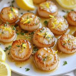 - 12 large sea scallops - 1 tablespoon olive oil - 2 tablespoons unsalted butter - 2 cloves garlic, minced - Zest of 1 lemon - 1 tablespoon fresh parsley, finely chopped - Sea salt and freshly ground black pepper, to taste - Lemon wedges, for serving Choosing the right scallops When picking scallops, look for large, plump ones. Fresh scallops should smell like the ocean, not fishy. Their color should be creamy white or light beige. Importance of freshness Fresh scallops make all the difference. Use them within a day of buying. Store them in the coldest part of your fridge. Do not freeze them unless you must. Frozen scallops often lose their sweet flavor and tender texture. For more details on making this dish, check out the Full Recipe. Pat the scallops dry with paper towels. This helps them get a great sear. If they are wet, they will steam instead of sear. Season both sides with sea salt and black pepper. This simple step adds flavor. Temperature is key for scallops. Make sure they are at room temperature before cooking. Cold scallops can cause uneven cooking. Let them sit out for about 15 minutes before you start. Heat a non-stick skillet over medium-high heat. Add the olive oil and wait until it shimmers. This means the oil is hot enough. Carefully place the scallops in the skillet, making sure they do not touch. Sear them for about 2-3 minutes. You want a deep golden crust on the bottom. After that, gently flip the scallops using tongs. Add the unsalted butter and minced garlic to the pan. Baste the scallops with the melting butter using a spoon. This adds rich flavor and keeps them moist. Cook for another 2-3 minutes. Before taking the pan off the heat, sprinkle in the lemon zest and parsley. Toss the scallops gently to coat them. This adds a fresh taste that brightens the dish. Transfer the scallops to a serving plate right away. Drizzle any leftover garlic butter from the skillet on top. Garnish with extra parsley and serve with lemon wedges. This makes the dish look inviting and adds a nice citrus touch. Enjoy your meal! For the full recipe, check out the details above. - Ideal heat level: Start with medium-high heat. The oil should shimmer but not smoke. This range cooks the scallops well without burning them. - Timing tips: Sear each side for 2-3 minutes. Do not flip them too soon. You want a nice crust. - Suggested seasonings: Use sea salt and fresh black pepper for a simple taste. Add lemon zest for brightness. - Accompaniments: Serve with lemon wedges to add acidity. Fresh parsley adds a pop of color and flavor. - Overcrowding the pan: Cook scallops in batches if needed. They should not touch each other. This helps them sear properly. - Under-seasoning: Season the scallops well. A little salt and pepper elevate their natural taste. For the complete recipe, refer to the [Full Recipe]. {{image_4}} You can easily change the taste of your scallops. One way is to add chili flakes for a spicy kick. Just sprinkle a pinch on the scallops before cooking. This small change can make a big impact. Another option is to switch up the herbs. Instead of parsley, try thyme or dill. Both herbs add a fresh flavor that brightens the dish. They work well with the scallops and garlic butter. When it comes to serving, think about side dishes that complement your scallops. A light salad or some roasted vegetables work great. They add color and flavor to your plate. For drinks, a crisp white wine is a perfect match. A Sauvignon Blanc or Chardonnay enhances the meal. The wine’s acidity balances the richness of the scallops. While pan-searing is quick and easy, you have other options. Grilling scallops can give them a smoky flavor. Just preheat your grill and cook them quickly for a unique taste. Baking is another method you can try. It’s a gentler way to cook scallops. However, it won’t give you that nice, crispy crust. For a perfect sear and texture, stick to pan-searing. You can find the full recipe in the main article. To keep your leftover scallops fresh, you should refrigerate them right away. Place them in an airtight container. This helps prevent any strong odors from mixing with other foods. Make sure to keep them in the coldest part of your fridge. If you want to store them longer, you can freeze your scallops. First, wrap them tightly in plastic wrap or aluminum foil. Then, place them in a freezer bag. This will stop freezer burn and keep them safe for about three months. When you reheat scallops, you want to keep them tender. The best way is to use a skillet. Heat a small amount of oil over low heat. Add the scallops and cook for just a few minutes on each side. This method keeps them from getting tough. Avoid microwaving scallops. Microwaves can make them rubbery. You lose the nice sear and flavor when you do this. Fresh scallops will last in the fridge for one to two days. If they smell fishy, it’s time to toss them. Frozen scallops can last for up to three months, but for the best taste, use them sooner. Always check for freshness before cooking. Yes, you can use frozen scallops. Just make sure to thaw them properly. To do this, place the scallops in the fridge overnight. If you're short on time, you can run them under cold water for about 30 minutes. Avoid using warm water, as it can cook the scallops. Pan-seared scallops taste great with simple sides. Here are some options: - Creamy risotto - Garlic mashed potatoes - Steamed asparagus - Fresh green salad - Lemon butter pasta These sides balance the rich flavor of the scallops. Perfectly cooked scallops are golden brown on the outside. They should feel firm yet tender. Here are some tips: - Look for a golden crust. - The inside should be opaque and slightly translucent. - Use a fork to check if they flake easily. With these signs, you can enjoy scallops cooked just right. For the full recipe, check the section above. In this post, you learned how to cook sea scallops perfectly. We explored essential ingredients, tips for selecting fresh scallops, and step-by-step cooking instructions. We also discussed variations and how to store leftovers safely. Remember, cooking scallops is about timing and technique. With practice, you’ll impress everyone with your cooking skills. Enjoy your delicious dish, and don't shy away from experimenting!