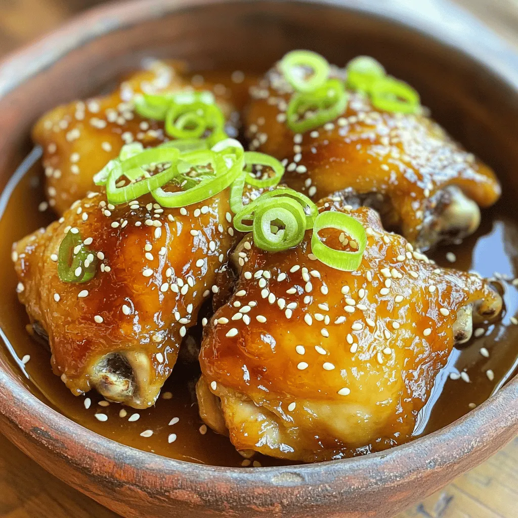 - Boneless, skinless chicken thighs - Honey and soy sauce - Garlic and ginger To whip up sticky honey chicken, you need just a few main ingredients. Start with boneless, skinless chicken thighs. I love these because they stay juicy and tender. Next, grab some honey and soy sauce. These two will give your dish that sweet and savory flavor we all crave. Don’t forget garlic and ginger! They add a nice kick to the sauce. - Green onions - Toasted sesame seeds For a little added flair, consider using some optional garnishes. Green onions add a fresh taste and a pop of color. Toasted sesame seeds give a nice crunch and a nutty flavor. These simple touches make your dish look and taste better. - Alternatives to honey - Soy sauce substitutes (e.g., tamari) If you want to switch things up, there are easy substitutions. For a different sweetness, try maple syrup instead of honey. If you need a soy sauce alternative, tamari works well. Both keep the dish flavorful while making sure everyone can enjoy it. First, we need to make the marinade. In a mixing bowl, combine the following ingredients: - 1/4 cup honey - 2 tablespoons low-sodium soy sauce - 1 tablespoon apple cider vinegar - 2 minced garlic cloves - 1/2 teaspoon freshly grated ginger - A pinch of salt and pepper Whisk these together until well mixed. Then, add 1 pound of bite-sized chicken thighs. Toss the chicken pieces gently to coat them evenly. Cover the bowl and place it in the fridge for 15-20 minutes. This step helps the chicken soak up all that yummy flavor. While the chicken marinates, get your skillet ready. Heat 1 tablespoon of sesame oil over medium-high heat. Once the oil shimmers, add the marinated chicken pieces. Spread them out in a single layer. This helps them brown nicely. Cook for about 6-8 minutes, turning them occasionally. You want the chicken to be golden brown and cooked all the way through. Now it's time to make the sauce! Lower the heat to medium. Carefully pour the honey mixture from the bowl into the skillet with the chicken. Stir gently to mix everything together and let it cook for about 2 minutes. Next, grab a small bowl and mix 1 tablespoon of cornstarch with 2 tablespoons of water to make a slurry. Stir until smooth. Gradually add this slurry to the skillet while stirring continuously. This will thicken the sauce, giving it that sticky glaze. Once thickened, your chicken will be ready to serve! For the full recipe, check the details above! To make sure your chicken is cooked right, use a meat thermometer. The chicken should reach 165°F (75°C). This way, it stays juicy and safe to eat. If you don't have a thermometer, cut a piece to check if it’s pink inside. To avoid a sticky sauce, keep the heat steady when cooking. If it gets too hot, the sauce can burn. Stir it gently as it cooks. This helps mix the flavors without sticking. Want to spice things up? Add some red pepper flakes or cayenne pepper for a kick. Just a pinch can make a big difference. You can also mix in a bit of paprika for a smoky taste. Fresh herbs make a great garnish. Try using chopped cilantro or basil on top. These herbs add color and bright flavors that pop! A good non-stick skillet works best for this dish. It helps the chicken brown nicely and makes cleanup easier. For easy cleanup, keep a spatula and a bowl handy. The spatula lets you flip the chicken with ease, while the bowl holds the marinade. This keeps your work area neat as you cook. Don't forget to check out the Full Recipe for all the steps! {{image_4}} You can swap chicken for tofu or shrimp. Tofu gives a great texture. Use firm tofu and press it to remove excess water. Shrimp cooks fast, so watch the time. - For tofu, cook it for 8-10 minutes until golden. - For shrimp, cook for only 3-4 minutes until pink. Want to change the taste? Add spicy elements like chili flakes for heat. You can also try adding sriracha or a dash of hot sauce to the marinade. Mix in different sauces like teriyaki or hoisin for unique flavors. Each sauce brings a new twist, making it fun to experiment. Pair sticky honey chicken with great side dishes. Steamed rice is a classic choice. You could also serve it with stir-fried veggies or a fresh salad. For plating, use a colorful bowl and layer the rice first. Place the chicken on top and drizzle some sauce around. Add green onions and sesame seeds for a pop. This makes your meal look as good as it tastes. Try the full recipe for Sticky Honey Chicken Delight and enjoy! You can keep leftover sticky honey chicken in the fridge for up to four days. Store it in an airtight container to keep it fresh. Make sure it cools down before sealing. This way, you avoid moisture build-up that can make the chicken soggy. When ready to eat, simply reheat it in a skillet or microwave. If you want to save sticky honey chicken for later, freezing is a great option. Place it in a freezer-safe container or a heavy-duty freezer bag. It can last up to three months in the freezer. When you are ready to enjoy it again, thaw it overnight in the fridge. To reheat, warm it on the stove over low heat until heated through. This keeps the chicken juicy and flavorful. Batch cooking sticky honey chicken is a smart way to save time. You can prepare a large amount and store it for quick meals. Cook extra rice or veggies to pair with it. Store the chicken and sides separately to keep everything fresh. This way, you can mix and match for different meals throughout the week. If you need a honey substitute, maple syrup works well. You can also use agave nectar. Both options will keep the sweet taste and stickiness. Adjust the amount to your liking. Start with the same amount as honey, then taste and tweak. Marinating the chicken for 15-20 minutes is perfect. This time lets the flavors soak in. If you have more time, you can marinate it longer, even up to an hour. Just remember to keep it in the fridge while it soaks. Yes, you can use chicken breast. It will cook faster, so check for doneness sooner. Thighs are juicier and more tender, but breasts will still taste great. Just cut them into similar-sized pieces for even cooking. Serve sticky honey chicken over steamed rice or a bed of stir-fried veggies. This adds color and flavor. You can drizzle extra sauce on top for a nice finish. Garnish with green onions and sesame seeds for a pop of taste and texture. For the full recipe, check out the Sticky Honey Chicken Delight. This article covered a delicious sticky honey chicken recipe. We focused on main ingredients like chicken thighs, honey, and soy sauce. I provided step-by-step instructions for marinating and cooking the chicken. You learned tips to enhance flavor and ensure perfect doneness. We also explored variations with different proteins and how to store leftovers. I hope you feel inspired to try this dish. Simple ingredients and clear steps make cooking fun and tasty. Enjoy your cooking journey!