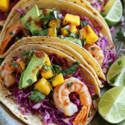 To make these shrimp fiesta tacos, you need fresh shrimp and vibrant toppings. This recipe blends spices, textures, and colors. Each bite bursts with flavor. You will enjoy making and eating these tacos! - 1 pound fresh shrimp, peeled and deveined - 1 tablespoon olive oil - 1 teaspoon smoked paprika - 1 teaspoon ground cumin - 1 teaspoon garlic powder - 1/2 teaspoon cayenne pepper (adjust according to your heat preference) - Salt and freshly ground pepper to taste - 8 small corn tortillas - 1 cup shredded red cabbage - 1 ripe avocado, sliced - 1/2 cup fresh mango, diced - 1/4 cup fresh cilantro, chopped - 1 lime, cut into wedges You can add hot sauce for extra heat. If you need a twist, try using shrimp alternatives like chicken or tofu. For a creamier touch, add sour cream or Greek yogurt. Customize your tacos to your taste! To start, gather your ingredients. You need: - 1 pound fresh shrimp, peeled and deveined - 1 tablespoon olive oil - 1 teaspoon smoked paprika - 1 teaspoon ground cumin - 1 teaspoon garlic powder - 1/2 teaspoon cayenne pepper - Salt and freshly ground pepper to taste - 8 small corn tortillas - 1 cup shredded red cabbage - 1 ripe avocado, sliced - 1/2 cup fresh mango, diced - 1/4 cup fresh cilantro, chopped - 1 lime, cut into wedges - Optional: Hot sauce for serving Next, take a medium bowl. Combine the shrimp with olive oil and spices. Toss until every shrimp is well-coated. Now, heat a large skillet over medium-high heat. When it's hot, add the shrimp to the skillet. Cook them for about 2-3 minutes on each side. Watch closely! The shrimp should turn pink and opaque. If you cook them too long, they may get rubbery. While the shrimp cook, grab another dry skillet. Warm the corn tortillas over medium heat for about 30 seconds. You want them soft and easy to fold. For each taco, start with a warm tortilla. Place a handful of shredded red cabbage in the center. Next, add several pieces of the cooked shrimp. Then, layer on a few slices of avocado and a spoonful of fresh mango. Sprinkle with chopped cilantro. Finish with a squeeze of lime juice to enhance the flavors. Serve your tacos right away with lime wedges and hot sauce if you like it spicy. Enjoy your Shrimp Fiesta Tacos! For detailed steps, check the Full Recipe. To cook shrimp just right, start with fresh shrimp. Always peel and devein them first. Seasoning is key. Use olive oil, smoked paprika, cumin, and garlic powder. Mix them well in a bowl. Heat your skillet to medium-high. Cook shrimp for 2-3 minutes on each side. Watch them closely; overcooked shrimp turn rubbery. They should look pink and opaque when done. These shrimp tacos taste great with many sides. Try serving them with rice or beans for a hearty meal. A fresh salad adds crunch and color. You can also pair them with a tangy salsa or pico de gallo. For drinks, a cold limeade or a light beer complements the tacos well. The look of your tacos matters! Use a colorful plate to make them pop. Stack the tacos neatly for a fun display. Add extra cilantro on top for a fresh touch. Lime wedges on the side make for a bright, inviting plate. A sprinkle of diced mango can add a sweet contrast too. These small details impress your guests and make the meal feel special. {{image_4}} If you want a meat-free taco, there are many options. Use grilled vegetables like bell peppers and zucchini. You can also try black beans or lentils for protein. For a fun twist, use jackfruit for a pulled texture. This is a great way to enjoy tacos without shrimp. You can easily change the spice in your tacos. If you like mild flavors, skip the cayenne pepper. For medium heat, keep the cayenne and add a pinch of chili powder. If you love heat, add more cayenne or even some diced jalapeños. Taste as you go to find your perfect level. Toppings can make your tacos unique. Try adding pickled onions for tang. Or, use fresh pineapple instead of mango for a sweet twist. Crumbled feta or queso fresco can add creaminess. For sides, serve with rice or a fresh salad. These choices can elevate your taco experience. Store leftover tacos in an airtight container. Keep them in the fridge. They stay fresh for about two days. If you have extra shrimp, keep it separate from the tortillas and toppings. This helps prevent sogginess. To reheat, use a skillet over medium heat. Add a little oil if needed. Heat the shrimp for about two minutes, stirring gently. Warm the tortillas in a dry skillet for 30 seconds on each side. This keeps them soft and tasty. You can also use a microwave, but be careful not to overheat. You can freeze shrimp before cooking. Place the cleaned shrimp in a freezer bag. Remove as much air as possible and seal tightly. Use them within three months for best taste. For toppings like cabbage and mango, it’s best to use them fresh. Avoid freezing these to keep the crunch and flavor. For the best results, always check the Full Recipe for more details on storage and preparation tips. You can tell shrimp are done when they turn pink. The flesh should look opaque. Cook them for about 2-3 minutes on each side. If they curl tightly, they may be overcooked. Keep a close eye on them to avoid that rubbery texture. Yes, you can prep some parts ahead. Cook the shrimp and store them in the fridge. You can also prepare toppings like the avocado and mango. Just remember, the tortillas are best when warm. Assemble the tacos just before serving for the best taste. Shrimp tacos pair well with a fresh salad. A simple side of black beans works great too. You can also serve rice or quinoa for added carbs. A fruity salsa can add nice flavors and colors to your meal. To boost flavor, use fresh herbs like cilantro. Add lime juice for brightness. You can mix in some diced jalapeños for heat. Experiment with spices like chili powder or even a dash of soy sauce for depth. For the full recipe, check out the Shrimp Fiesta Tacos. You learned how to make tasty shrimp tacos with ease. We covered essential ingredients and options for swaps. Step-by-step instructions guided you through cooking and assembling. Tips helped ensure perfect flavors and great looks. You discovered fun variations for different diets and spice levels. Lastly, I shared storage tips to keep leftovers fresh. Now, you're ready to enjoy shrimp tacos anytime. Feel free to get creative and make them your own!