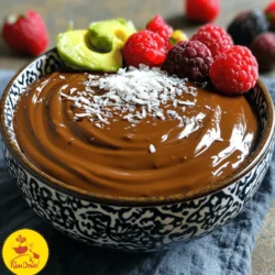 To make Vegan Chocolate Avocado Pudding, you need simple and fresh items. Each ingredient plays a key role in creating the rich and creamy texture you desire. Here’s what you need: - 2 ripe avocados - 1/3 cup unsweetened cocoa powder - 1/4 cup maple syrup - 1/2 cup almond milk - 1 teaspoon pure vanilla extract - A pinch of fine sea salt - Optional toppings: shredded coconut, chopped nuts, fresh berries Using ripe avocados is important. They provide the creaminess you want. Cocoa powder adds the rich chocolate flavor. Maple syrup acts as a sweetener. You can adjust it based on your taste. Almond milk keeps the pudding smooth and dairy-free. The vanilla extract deepens the flavor, while the sea salt enhances all the tastes. Feel free to get creative with optional toppings. Shredded coconut adds a nice texture. Chopped nuts bring a crunch, and fresh berries add color and a burst of flavor. This recipe is flexible, so make it your own! Check out the Full Recipe for more details on preparation. - Halve and pit the avocados. - Scoop out the flesh. To start, take your ripe avocados. Carefully cut them in half and remove the pit. This can be tricky, so be cautious. Use a spoon to scoop out the creamy flesh and place it in a food processor. The avocados need to be soft and ripe for the best flavor. - Add cocoa powder, maple syrup, almond milk, vanilla extract, and salt. Once you have the avocado in the food processor, it is time to mix in the other ingredients. Add 1/3 cup of unsweetened cocoa powder, 1/4 cup of maple syrup, and 1/2 cup of almond milk. Also, include 1 teaspoon of pure vanilla extract and a pinch of fine sea salt. These ingredients will bring out the chocolate flavor and balance the sweetness. - Blend until smooth. - Adjust sweetness and consistency. Now, blend the mixture on high speed. Keep blending until the pudding is smooth and creamy. If it feels too thick, add a little more almond milk to loosen it up. Taste the pudding and adjust the sweetness. You can add more maple syrup if you want. - Spoon into serving dishes. - Refrigerate for at least 30 minutes. Once blended, spoon the pudding into individual serving dishes. This is where the magic happens! Place them in the fridge for at least 30 minutes. This helps the flavors meld and makes the pudding firmer. Enjoy your rich and creamy vegan chocolate avocado pudding! For the full recipe, check the earlier section. To get the best texture for your pudding, start with almond milk. If your pudding is too thick, simply add a bit more almond milk. Blend again until smooth. For a creamy texture, use a high-speed blender. This ensures that all the ingredients mix well, giving you that velvety feel. Taste your pudding before serving. If it needs more sweetness, add a bit more maple syrup. You can also try using agave syrup or date syrup if you want different flavors. Both work well in this recipe. Presentation matters. Spoon the pudding into clear cups to show off its rich color. Top with shredded coconut, chopped nuts, or fresh berries for extra flavor. Each topping adds a special touch. Enjoy your pudding on its own or with a scoop of dairy-free ice cream for a fun dessert. For the full recipe, check out the complete guide above. {{image_4}} You can change this pudding to fit your taste. Adding peanut butter or almond butter gives it a rich, nutty flavor. Both options mix well with chocolate. You can also stir in spices like cinnamon or a pinch of chili powder. These spices add warmth and depth to the pudding, making each bite exciting. If you need a nut-free option, simply swap out almond milk. Coconut milk or oat milk works great too. These milks keep the pudding creamy and smooth. Always check for allergies when making changes. It’s key to ensure everyone can enjoy this treat. For a raw vegan version, use raw sweeteners like agave or date syrup. These keep the dish healthy and tasty. You can keep the pudding entirely raw by using fresh avocados and no heat in the process. This way, you enjoy all the nutrients from the ingredients. Feel free to explore these variations to make your own perfect Vegan Chocolate Avocado Pudding! For the full recipe, check out the details above. To keep your vegan chocolate avocado pudding fresh, use airtight containers. Glass containers work best. They do not absorb smells and keep the pudding tasty. If you don’t have glass containers, any BPA-free plastic container will do. Make sure the lid seals well to keep air out. Always let the pudding cool before sealing it. This helps prevent condensation, which can make the pudding watery. Vegan chocolate avocado pudding lasts in the fridge for 3 to 5 days. Store it in your airtight container to maintain its creamy texture. If you want to keep it longer, you can freeze it. Just scoop the pudding into freezer-safe bags or containers. It can freeze for up to 3 months. When you're ready to eat, thaw it in the fridge overnight. You may need to blend it again to restore its smoothness. Enjoy your sweet treat anytime! Yes, you can swap out maple syrup for other sweeteners. Agave nectar or honey works well, too. You can also use dates or coconut sugar. Just remember to adjust the amount based on how sweet you want it. Each sweetener brings a unique taste to the pudding. So, feel free to experiment and find your favorite! This pudding is quite healthy! Avocados are packed with good fats, vitamins, and fiber. They can help keep your heart healthy and boost your skin. The cocoa powder adds antioxidants, making this dessert not just tasty but good for you, too. When you enjoy this pudding, you're treating your body well while indulging your sweet tooth. Absolutely! You can make this pudding ahead of time. It stays fresh in the fridge for about three days. Just prepare it as the recipe shows, then cover it tightly. Before serving, give it a nice stir. If it seems too thick, add a splash of almond milk. It’s perfect for gatherings or just a sweet treat during the week. For the full recipe, check the earlier section! This blog post showed you how to make a tasty chocolate avocado pudding. You learned the key ingredients, simple steps, and helpful tips. I shared fun variations to try and how to store leftovers. This pudding is both delicious and healthy. It's easy to make and perfect for any event. Get creative with flavors and toppings to make it your own. Enjoy making this treat and impress your friends with your skills!
