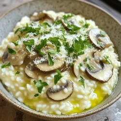 To make a creamy mushroom risotto, you will need the following ingredients: - 1 ½ cups Arborio rice - 4 cups vegetable broth - 1 cup cremini mushrooms, sliced - 1 cup shiitake mushrooms, sliced - 1 medium onion, finely chopped - 2 cloves garlic, minced - 1 cup heavy cream - ½ cup grated Parmesan cheese (or substitute with nutritional yeast for a vegan option) - 2 tablespoons olive oil - 2 tablespoons unsalted butter (or plant-based butter for a vegan version) - Salt and freshly ground black pepper, to taste - Fresh parsley, finely chopped (for garnish) You can customize this recipe based on your taste or dietary needs. Here are some options: - Vegan: Replace heavy cream with coconut cream and dairy cheese with nutritional yeast. - Mushrooms: Swap shiitake or cremini for button mushrooms or portobellos. - Broth: Use chicken broth instead of vegetable broth for more flavor. - Cheese: Try different cheeses like feta or goat cheese for a unique twist. To prepare this risotto, you will need a few basic kitchen tools: - Large skillet for cooking the risotto - Medium saucepan for warming the broth - Ladle for adding broth gradually - Wooden spoon for stirring - Knife and cutting board for chopping ingredients This list should help you gather everything you need to create a delicious creamy mushroom risotto. For detailed cooking steps, check out the Full Recipe. First, you need to prepare the broth. In a medium saucepan, gently heat the vegetable broth over low heat. Keeping it warm helps the rice cook evenly. Next, in a large skillet, pour in the olive oil and one tablespoon of butter. Heat this over medium heat. Add the finely chopped onion. Sauté it for about five minutes. You want the onion to be soft and clear. Now, let's add the garlic. Mince two cloves and toss them in with the onions. Cook for another minute until you smell that lovely aroma. This mix of onion and garlic is the base for your risotto. Time to cook the mushrooms! Add the sliced cremini and shiitake mushrooms to the skillet. Stir them often for about eight to ten minutes. You want the mushrooms to turn golden brown. This step is key for rich flavor. Season them with a pinch of salt and freshly ground black pepper. The seasoning brings out the best in the mushrooms. Now, we’ll toast the rice. Stir in 1 ½ cups of Arborio rice with the mushroom mix. Let it toast for two to three minutes while stirring. This helps develop a nice flavor. Next, begin adding the warm vegetable broth, one ladleful at a time. Stir constantly. Wait until most of the liquid is absorbed before adding more. Continue this for about 20 to 25 minutes. You want the rice to be creamy and cooked al dente. When the rice is ready, reduce the heat to low. Gently mix in one cup of heavy cream, the remaining tablespoon of butter, and ½ cup of grated Parmesan cheese. Stir well to combine. Season with salt and black pepper to taste. Let it rest for a few minutes. This will help the risotto thicken. Follow these steps closely, and you'll create a creamy mushroom risotto that's both easy and flavorful. For the complete set of instructions, check the Full Recipe. To make a creamy risotto, start with Arborio rice. This rice has a high starch content. The starch helps create that smooth texture we all love. Stirring often is key. When you add broth, do it slowly and wait until it's mostly absorbed before adding more. This process takes time. Don't rush it. You will see the rice swell and turn creamy. Lastly, finish with heavy cream and Parmesan cheese. This step adds richness that makes every bite special. Flavor is vital in risotto. Use fresh herbs like parsley for a bright taste. You can also add garlic for depth. A splash of white wine can elevate the flavors too. If you want an earthy touch, try adding truffle oil at the end. For a twist, consider a squeeze of lemon. It brightens the dish and balances the richness. Feel free to mix in your favorite vegetables or proteins. They can add extra texture and taste, making the dish even more enjoyable. One common mistake is not using warm broth. Cold broth will shock the rice and stop the cooking process. Another pitfall is not stirring enough. Stirring helps release the rice's starch. If you don't stir, your risotto can turn out sticky or grainy. Lastly, avoid overcooking the rice. The perfect risotto should be al dente, or firm to the bite. If you overcook, it becomes mushy. Follow these tips, and you’ll make a perfect creamy mushroom risotto every time. For the complete process, check out the Full Recipe. {{image_4}} You can make creamy mushroom risotto vegan easily. Just swap the heavy cream with coconut milk or a nut-based cream. Use nutritional yeast instead of Parmesan cheese for a cheesy flavor. For butter, plant-based butter works well, or you can use olive oil. This way, you keep the dish rich and creamy without any dairy. Adding proteins and veggies can make your risotto heartier. You can stir in cooked chicken, shrimp, or even tofu for a protein boost. For veggies, think spinach, peas, or asparagus. Toss them in towards the end of cooking. This keeps them bright and fresh. You can also mix in some sun-dried tomatoes or roasted red peppers for added flavor. Mushrooms are the star of this dish. You can mix and match your favorites. Try using portobello, oyster, or even wild mushrooms. Each type brings its own taste and texture. A blend makes your risotto even more exciting. Just remember to cook them well to enhance their rich flavors. This combination can turn an already delicious dish into a gourmet experience. For a complete guide to making this dish, check out the Full Recipe. To keep your risotto fresh, let it cool first. Once cooled, place the risotto in an airtight container. This method helps to seal in flavors. Store it in the fridge for up to three days. If you have a lot leftover, consider portioning it out for easy meals later. When you are ready to enjoy your risotto again, use the stovetop for the best results. Place the risotto in a pan over low heat. Add a splash of broth or water to help it rehydrate. Stir often until it warms through. This keeps it creamy and delicious. You can also use the microwave if you're short on time. Just cover it with a damp paper towel and heat in short bursts. Freezing risotto is a great option for meal prep. First, let it cool completely. Then, portion the risotto into freezer-safe bags or containers. Remove as much air as possible to prevent freezer burn. You can freeze it for up to three months. When you want to eat it, thaw it in the fridge overnight. Reheat it on the stovetop with a little broth, and you’ll have a tasty meal ready to enjoy! For the full recipe, check out the details above. To make risotto creamy, you need to stir it often. The stirring releases starch from the rice. This starch makes the dish smooth and rich. Use Arborio rice for the best results. It has a high starch content that helps achieve that creamy texture. Adding heavy cream and cheese at the end also boosts creaminess. You can use other types of rice, but the results will differ. Regular rice lacks the starch that makes risotto creamy. It will not absorb the liquid the same way. Long-grain rice, like basmati, will be too dry. If you want a creamy texture, stick with Arborio rice. It is specially made for risotto and gives the best flavor and texture. Creamy mushroom risotto pairs well with many dishes. You can serve it with grilled chicken or fish for protein. A fresh salad adds a nice crunch and balance. Roasted vegetables also complement the flavors well. For a lighter meal, serve it with steamed green beans or asparagus. Enjoy with a glass of white wine for a perfect dinner experience. For the full recipe, check out the [Full Recipe]. This blog post covered making creamy mushroom risotto. We explored key ingredients, optional swaps, and essential tools. I shared step-by-step instructions, from prepping broth to adding cream. You learned tips for perfect creaminess and common mistakes to avoid. Variations included vegan options and fun add-ins. I also explained how to store leftovers and reheat them well. I hope this guide helps you enjoy cooking and sharing delicious risotto.