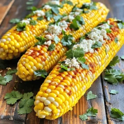 To make chili lime corn on the cob, gather these simple ingredients: - 4 ears of fresh corn, husked - 1/4 cup unsalted butter, softened - Zest of 1 lime - 2 tablespoons fresh lime juice - 1 teaspoon chili powder - 1/2 teaspoon smoked paprika - 1/4 teaspoon salt You can add your personal touch with these optional ingredients: - 1/4 cup crumbled Cotija cheese - Fresh cilantro, finely chopped Be sure to have these tools ready: - Large pot for boiling - Tongs for handling hot corn - Small mixing bowl for the butter - Brush for spreading the butter - Grill (optional for extra flavor) This list makes preparing chili lime corn on the cob easy and fun. You can find the full recipe above for more details. Start by bringing a large pot of water to a boil. Add the husked corn carefully. Cook the corn for 5-7 minutes, until it is tender and bright yellow. After cooking, use tongs to take the corn out and set it aside to cool. While the corn cools, make your chili lime butter. In a small bowl, mix the softened butter with lime zest, lime juice, chili powder, smoked paprika, and salt. Stir until everything blends well. This mix gives the corn a tasty kick. After cooling, brush the chili lime butter all over the corn. Make sure each ear is coated evenly. If you like, sprinkle crumbled Cotija cheese on the corn for extra flavor. For that smoky touch, grill the buttered corn on a hot grill for 2-3 minutes. Turn the corn often to get nice grill marks and enhanced flavor. Once done, take it off the grill. Garnish with fresh cilantro before serving. Enjoy your vibrant treat! For the complete recipe, check out the Full Recipe. To cook corn on the cob well, start with fresh ears. Look for bright green husks and plump kernels. Remove the husk and silk before cooking. Boil the corn in a large pot for 5-7 minutes. This keeps the corn tender and sweet. You can also grill it directly without boiling. If grilling, soak the corn in water for 15 minutes first. This helps prevent it from burning. For great flavor, use a mix of spices. I love combining lime juice, zest, and chili powder. Adjust the chili powder based on how spicy you want it. Smoked paprika adds depth, too. Always taste as you mix to find your perfect balance. Brush the chili lime butter over the corn while it’s hot. This ensures the flavors really soak in. When grilling corn, always watch it closely. Turn it every few minutes to avoid burning. Use tongs, not your hands, to handle hot corn. If you’re using husks, keep them on while grilling. This adds moisture and flavor. Let the corn cool slightly before eating. It makes it easier to handle and enjoy. For more details, check out the Full Recipe for additional insights. {{image_4}} You can change the flavor of your chili lime corn by trying new seasonings. Instead of chili powder, you might use taco seasoning for a twist. If you love garlic, add minced garlic or garlic powder to the butter. For a sweet touch, consider a sprinkle of sugar or honey. These options keep the corn exciting and flavorful. Making this dish vegan is easy. Swap the butter with coconut oil or vegan butter. You can still enjoy the same great taste without dairy. Replace Cotija cheese with nutritional yeast for a cheesy flavor. This way, everyone can enjoy this tasty treat, no matter their diet. Cheese adds a rich flavor to your corn. If you want to explore, try different cheeses like feta or parmesan. These cheeses bring unique tastes. You can also add toppings like crushed red pepper or lime zest for an extra kick. A sprinkle of chopped green onions can add a fresh crunch. Each topping will give your corn a new and exciting flavor. For a full recipe, check out the complete guide to chili lime corn on the cob. After enjoying your Chili Lime Corn on the Cob, you might have some left. To store it, let the corn cool completely. Wrap each ear tightly in plastic wrap or foil. You can also place it in an airtight container. This keeps the corn fresh for up to three days in the fridge. When you're ready to eat the leftovers, reheating is key. You can use the microwave, but I recommend grilling for the best flavor. Preheat your grill to medium heat. Place the corn on the grill for about five minutes, turning it occasionally. This method brings back that smoky taste and keeps the corn juicy. If you use the microwave, heat it for one minute at a time, checking until warm. Freezing leftover corn is a great option too. First, cut the corn off the cob. Spread the kernels on a baking sheet in a single layer. Freeze for about two hours until solid. Then, transfer the corn to freezer bags. This way, you can enjoy the flavors later. Just remember to use it within three months for the best taste. Yes, you can use frozen corn for this recipe. Frozen corn is convenient and quick. Just make sure to thaw it first. You can also grill it directly from frozen. The flavor will still be good, but fresh corn has a sweet crunch that many love. If you want the best taste, fresh is the way to go. To reduce the heat, cut back on the chili powder. Start with half a teaspoon. You can also skip the chili powder altogether if you prefer. Adding more lime juice and butter can balance the flavors without the spice. For a cool finish, you might try adding a dollop of sour cream or yogurt. Chili lime corn pairs well with many dishes. Here are some great options: - Grilled chicken for a smoky touch - Tacos, which can complement the flavors - A fresh salad with avocado and tomatoes - Rice or quinoa for a hearty meal These sides will make your meal colorful and tasty. Enjoy your chili lime corn with these delicious pairings! For the full recipe, refer to the main section. In this post, I shared how to make delicious chili lime corn on the cob. We covered the needed ingredients, tools, and step-by-step grilling methods. I included tips for perfect cooking and storage advice for leftovers. You can even customize your corn with different flavors. Enjoy trying the recipe and make it your own! You’ll love how easy it is to impress others with this tasty dish.
