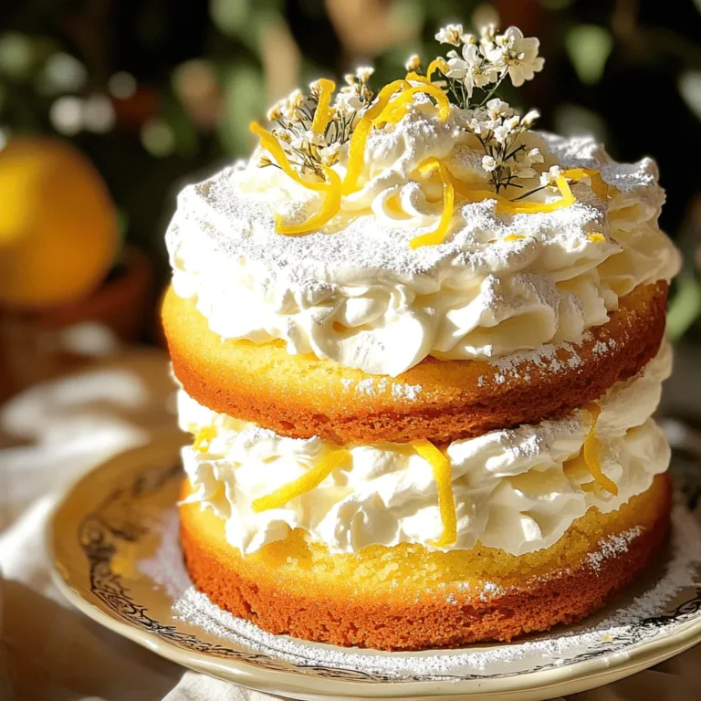 To make a delightful London Fog Cake, gather these ingredients: - 2 cups all-purpose flour - 1 ½ cups granulated sugar - ½ cup unsalted butter, softened to room temperature - 1 cup whole milk - 4 large eggs, at room temperature - 2 tablespoons loose Earl Grey tea leaves (or 2 tea bags) - 1 tablespoon pure vanilla extract - 1 tablespoon baking powder - ½ teaspoon fine salt - Zest of 1 lemon - 1 cup heavy whipping cream - 2 tablespoons powdered sugar (for the whipped cream) - 1 teaspoon pure vanilla extract (for the whipped cream) You can swap some ingredients if needed: - For gluten-free, use a 1:1 gluten-free flour blend. - Replace granulated sugar with coconut sugar for a different flavor. - Use coconut oil instead of butter for a dairy-free option. - Almond milk or oat milk can substitute whole milk. - You can use any other tea, like chai or green, for a twist. To create this cake, you will need: - Two 9-inch round cake pans - Electric mixer - Large mixing bowl - Small saucepan - Sifter or fine-mesh strainer - Mixing spoons or spatula - Wire rack for cooling Finding the right tools makes baking easier and more fun! For the full recipe, refer back to the beginning. Enjoy your baking adventure! Start by gathering your ingredients. You will need flour, sugar, butter, eggs, and more. Preheat your oven to 350°F (175°C). Get two 9-inch round cake pans ready by greasing them and dusting with flour. This helps the cake come out easily after baking. 1. Infuse the Milk: Heat the milk in a small saucepan. Stop when it steams but does not boil. Stir in the Earl Grey tea leaves. Cover it and let it steep for 10 minutes. Strain out the tea leaves and let the milk cool. 2. Make the Batter: In a bowl, cream the softened butter and granulated sugar. Use an electric mixer for about 3-4 minutes. The mix should be light and fluffy. 3. Combine Wet Ingredients: Add eggs one by one. Mix well after each addition. Stir in the vanilla and lemon zest until it is smooth. 4. Mix Dry Ingredients: In another bowl, sift together the flour, baking powder, and salt. This helps to combine them well. 5. Combine Mixtures: Gradually add the dry mix into the wet mix. Alternate with the cooled milk. Start and end with flour. Mix until just combined. 6. Bake the Cakes: Divide the batter into the prepared pans. Bake for 25-30 minutes. Use a toothpick to check if they are done; it should come out clean. 7. Cool the Cakes: After baking, let the cakes cool in the pans for 10 minutes. Then, turn them out onto a wire rack to cool completely. 1. Prepare Whipped Cream: In a bowl, whip the heavy cream with an electric mixer. Once soft peaks form, add powdered sugar and vanilla. Continue whipping until stiff peaks form. 2. Assemble the Cake: Place one cake layer on a serving platter. Spread whipped cream on top. Carefully add the second layer. Cover the whole cake with the remaining whipped cream. 3. Garnish: For a special touch, add freshly grated lemon zest and a sprinkle of Earl Grey tea leaves. This adds a nice look and extra flavor. Enjoy your delicious London Fog Cake. For the complete recipe, check out the Full Recipe section! To make your London Fog Cake shine, focus on the tea. Use high-quality Earl Grey tea for the best taste. The lemon zest adds a bright touch, so don’t skip it. For a richer flavor, steep the tea in warm milk longer, up to 15 minutes. This step brings out the tea's full potential. Avoid over-mixing the batter. This can lead to a dense cake. Mix until just combined for a light texture. Another mistake is skipping the cooling step. Let the cakes cool fully before frosting. This helps the whipped cream stay put. Lastly, don’t rush when baking. Every oven is different, so check for doneness a few minutes before the timer goes off. After baking, let the cakes sit in their pans for about 10 minutes. This makes them easier to remove. Then, flip them onto a wire rack to cool completely. For serving, slice the cake with a sharp knife. This keeps the layers neat. Pair it with a cup of Earl Grey tea for a delightful experience. You’ll love the combo! Enjoy every bite! For the full recipe, check out the details earlier in this article. {{image_4}} You can easily add new flavors to your London Fog Cake. Try mixing in some lemon juice or zest for more brightness. You can also add almond extract for a nutty twist. If you like chocolate, mix in cocoa powder. Swapping out Earl Grey for chai tea can give it a spicier flavor. You can use flavored syrups, like lavender or vanilla, for a fun spin. While whipped cream is a classic topping, there are other tasty options. A cream cheese frosting adds tang and richness. You can also use a lemon glaze for a sweet and tart finish. For a richer cake, try ganache made from dark chocolate. If you want a lighter touch, a simple buttercream with vanilla or Earl Grey flavor works great too. Making this cake gluten-free is easy. Just use a gluten-free flour blend instead of all-purpose flour. For a vegan version, replace the eggs with flaxseed meal or applesauce. Substitute the butter with coconut oil or vegan butter. Use plant-based milk and a vegan cream for the frosting. These changes keep the cake delicious while fitting different diets. For more details, check the Full Recipe. To keep your London Fog Cake fresh, store any leftovers in an airtight container. This will help prevent the cake from drying out. Place the container in the fridge if you plan to eat it within a few days. If you have leftovers topped with whipped cream, it’s best to store the cake without the cream. Add fresh whipped cream just before serving to keep it light and fluffy. You can freeze London Fog Cake for later enjoyment! First, let the cake cool completely. Wrap each layer tightly in plastic wrap. Then, place the wrapped layers into a freezer-safe bag. This helps keep out air and moisture. You can freeze the cake for up to three months. When you're ready to enjoy it, simply thaw it in the fridge overnight. Re-whip the cream before serving for the best taste. When stored properly, your London Fog Cake can last up to five days in the fridge. Keep an eye on the freshness of the whipped cream. It usually lasts about two days before it starts to lose its texture. If you notice any changes in smell or appearance, it's best to discard it. Always check for signs of spoilage to ensure you have the best taste experience. Enjoy your delicious cake! A London Fog Cake is a moist dessert inspired by the popular tea drink. It features the rich flavors of Earl Grey tea. The cake has a light texture and a hint of lemon zest. You enjoy it best with fresh whipped cream on top. Yes, you can use other types of tea. Try chai for a spiced flavor or green tea for a lighter taste. Each tea will add its own unique twist. Experimenting with tea can make your cake special. To adjust the size, change the ingredient amounts. For a smaller cake, cut the recipe in half. Use smaller pans, like 6-inch round pans. For a larger cake, double the recipe. Use larger pans, like 12-inch round pans. Remember to check the baking time. This article covered everything you need for making a London Fog Cake. We looked at ingredients, step-by-step baking, and helpful tips. You also learned about fun variations and how to store the cake properly. Baking should be a joyful process, so embrace your creativity. Remember, small changes can lead to big flavors. Enjoy making your cake and sharing it with friends!