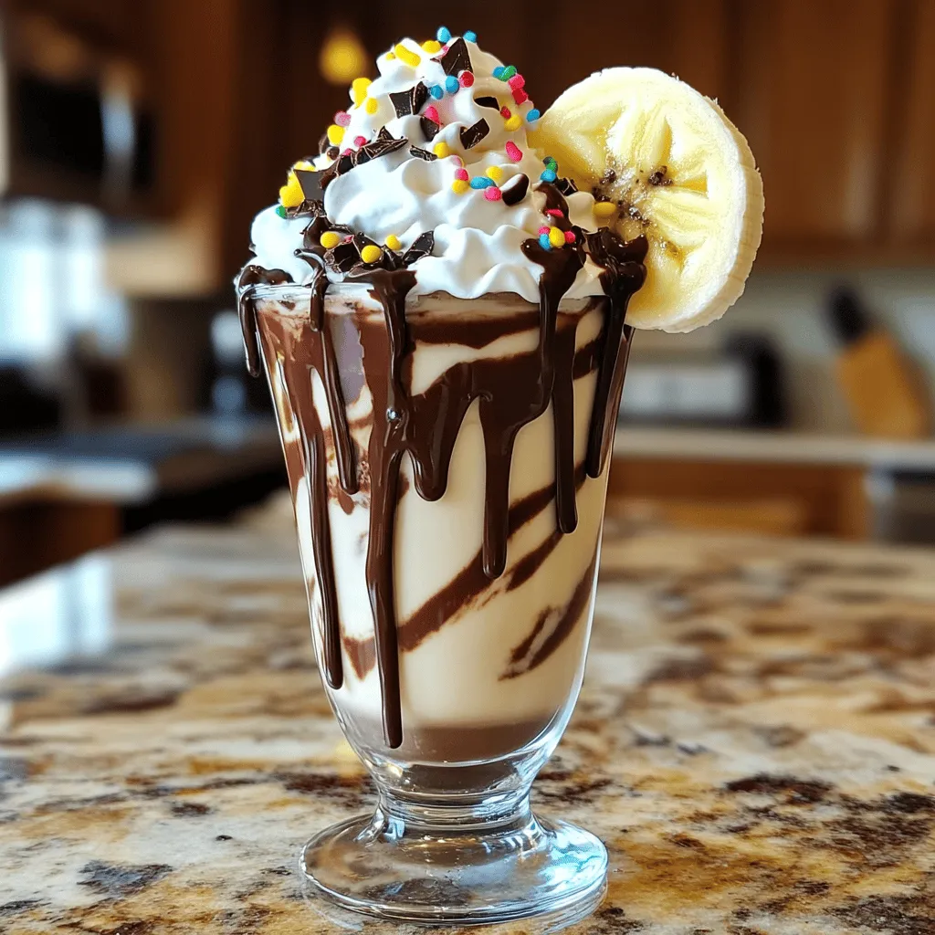 To make the chocolate covered banana shake, you need these key ingredients: - 2 ripe bananas, frozen - 1 cup milk (dairy or non-dairy) - 1/4 cup chocolate syrup - 1 tablespoon unsweetened cocoa powder - 1/2 teaspoon pure vanilla extract - 1/2 cup whipped cream (optional) - Chocolate shavings or sprinkles for garnish Using ripe bananas is important. They add natural sweetness. Freezing them makes your shake thick and creamy. You can choose any milk you like. Dairy or non-dairy options work well here. I often use almond or oat milk for a lighter taste. Chocolate syrup adds a rich flavor. The unsweetened cocoa powder enhances the chocolate taste. A splash of vanilla brings everything together. Whipped cream is optional, but it makes the shake feel extra special. Lastly, use chocolate shavings or colorful sprinkles for a fun touch on top. For the full recipe, check the detailed instructions. Enjoy crafting this delicious treat! Start by peeling the frozen bananas. Slice them into small chunks. This makes blending much easier. You want smooth shakes, not chunky ones. Now, grab your blender. Combine the banana chunks, milk, chocolate syrup, cocoa powder, and vanilla extract. Blend everything on high speed. You want a silky and creamy texture. After blending, check the thickness. If it's too thick, add a splash of milk. Blend again until you reach your desired consistency. Taste the shake. If you want it sweeter, drizzle in more chocolate syrup. Blend briefly to mix it well. Pour the shake into chilled glasses. Fill each glass about three-quarters full. This leaves room for toppings. If you like, add whipped cream on top. Drizzle extra chocolate syrup over the cream. Finish with chocolate shavings or colorful sprinkles for a fun touch. Enjoy your chocolate covered banana shake! For the full recipe, check the earlier section. Using ripe, frozen bananas is key for this shake. Ripe bananas are sweeter and creamier. They also blend better. Frozen bananas give the shake that thick, creamy texture we love. They help chill the drink without ice. Ice can water down the flavor. So, freeze your ripe bananas a day ahead for the best taste. A high-powered blender makes this shake easy to blend. It breaks down the bananas and mixes the ingredients smoothly. If you have a standard blender, cut the bananas smaller. Blend in batches if needed. You want a silky texture without any chunks. If your blender struggles, add a bit more milk to help it out. Feel free to get creative with flavors! You can add peanut butter for a nutty twist. It makes the shake richer and adds protein. A scoop of protein powder boosts nutrition without changing the taste much. You might also try adding a pinch of cinnamon or a splash of coffee for a fun kick. Mixing in some vanilla yogurt can also add creaminess. Enjoy experimenting with what you like best! {{image_4}} You have many choices for milk in your shake. You can use dairy milk, which is creamy and rich. If you prefer plant-based milk, try almond, oat, or coconut milk. Each type brings a unique flavor. Almond milk is light and nutty. Oat milk adds a touch of sweetness. Coconut milk gives a tropical vibe. Experiment with what you like best! Want to make your shake healthier? You can add spinach or protein powder. Spinach blends well and adds vitamins without changing the taste. Just a handful will do. If you want more protein, mix in a scoop of protein powder. This can help keep you full longer. These boosts can make your shake a perfect snack! Don’t stop at just chocolate! You can mix in other flavors. Try adding caramel for a sweet twist. Mint can give your shake a cool, refreshing taste. You can even throw in a touch of peanut butter for creaminess. Be creative! Taste and adjust until you find your favorite flavor blend. If you have leftover chocolate covered banana shake, store it in the refrigerator. Pour it into an airtight container. It will stay fresh for up to two days. When you want to enjoy it again, simply give it a good shake or stir. This will mix the ingredients well. You can freeze any leftover shake for later. Pour the shake into ice cube trays or freezer-safe containers. This way, you can enjoy a cold treat anytime you want. It can last in the freezer for about one month. Just remember to label the container with the date you froze it. To thaw the frozen shake, place it in the fridge overnight. If you're in a hurry, you can also leave it on the counter for about 30 minutes. Once thawed, pour it back into the blender. Blend it until it returns to a creamy texture. If it seems too thick, add a splash of milk to make it smooth again. Enjoy your shake just like when you first made it! You can store a chocolate-covered banana shake for up to 24 hours in the fridge. To keep it fresh, cover it tightly. If you notice separation, just stir it before drinking. For best taste, enjoy it right after making it! Yes, you can use other fruits. Try frozen strawberries or mangoes for a fruity twist. These fruits will blend smoothly and add unique flavors. You can also use a mix of fruits for fun and variety! If you need an alternative to chocolate syrup, try using honey or maple syrup. You can also blend in cocoa powder with a little sweetener. For a unique taste, consider using caramel sauce or peanut butter. Both will add a rich flavor! Yes, this recipe can be vegan! Use almond milk or oat milk instead of dairy milk. Make sure to choose a vegan chocolate syrup. You can skip the whipped cream or use a vegan option. Enjoy your shake without any animal products! This blog post covered how to make a delicious chocolate-covered banana shake. We went through the key ingredients and steps, like preparing ripe bananas and adjusting the shake's thickness. I shared tips on choosing the best bananas and using different milk types. Don't forget to explore variations and storage options to keep your shake fresh. Enjoy experimenting with your recipe and making it uniquely yours! With a few changes, you'll create a tasty treat that everyone loves.
