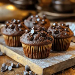 - 1 cup finely grated zucchini - 1 cup whole wheat flour - 1/2 cup unsweetened cocoa powder - 1/2 cup almond milk - 1/3 cup pure maple syrup - 1/4 cup coconut oil The main ingredients in these muffins create a rich, chocolatey treat. The finely grated zucchini adds moisture without changing the flavor. Whole wheat flour provides fiber, making them a healthier choice. Cocoa powder gives them that deep chocolate taste we all love. Almond milk keeps the muffins light and dairy-free. Maple syrup adds natural sweetness, while coconut oil keeps them moist and delicious. - 1/2 cup chocolate chips - Nuts or seeds for added texture - Substitute sweeteners for personal preferences You can enhance your muffins by adding chocolate chips. Use dark chocolate for a richer taste or dairy-free chips for a vegan option. Nuts or seeds add a nice crunch. If you prefer, you can swap sweeteners. Honey or agave syrup works well if you want a different flavor. - Gluten-free flour alternatives - Dairy-free milk options - Alternatives to sugar If you need gluten-free muffins, try almond flour or oat flour. Both work well in this recipe. For dairy-free options, any plant-based milk will do. You can also replace sugar with coconut sugar or stevia if you want to cut calories. These substitutions keep the muffins healthy and tasty. For the full recipe, visit the link to explore all the details. 1. Preheat your oven to 350°F (175°C). This heat will help the muffins rise well. 2. Prepare your muffin tin. Line it with paper liners or lightly grease with cooking spray to keep the muffins from sticking. 3. In a large mixing bowl, combine the grated zucchini, melted coconut oil, maple syrup, brown sugar, eggs, and vanilla extract. Whisk until smooth. 1. In a separate bowl, sift together the whole wheat flour, cocoa powder, baking powder, baking soda, and salt. This step helps to break up clumps and mix evenly. 2. Gradually add the dry mix to the wet mix. Pour it in slowly while stirring. Alternate with almond milk. Mix gently until just combined. Avoid overmixing to keep your muffins fluffy. 1. Using a spoon or ice cream scoop, portion the batter into the prepared muffin tin. Fill each cup about 3/4 full. This allows space for rising. 2. Bake in the preheated oven for 18-20 minutes. Check with a toothpick. If it comes out clean or with a few moist crumbs, your muffins are ready. 3. Once baked, let the muffins cool in the pan for about 5 minutes. Then, move them to a wire rack to cool completely. This keeps their texture nice and light. For the full recipe, be sure to check out the details above! Zucchini plays a key role in keeping your muffins moist. When you grate zucchini, it releases water. This helps the muffins stay soft and tender. Make sure to remove excess water if your zucchini is very watery. Mixing techniques matter too. Combine wet and dry ingredients gently. Overmixing can lead to dense muffins. Mix just until you see no flour. That way, your muffins will rise beautifully. Choosing the right cocoa powder is important. I recommend using unsweetened cocoa powder. It gives you rich chocolate flavor without too much sweetness. Dark chocolate chips work great too. They add extra chocolate goodness. Balancing sweetness is key. Zucchini has natural sugars that can help. If you use maple syrup, adjust the amount. Taste the batter to find the right balance. Testing your muffins is simple. Insert a toothpick into the center. If it comes out clean or with a few moist crumbs, your muffins are ready. Avoid over-baking to keep them soft. Cooling is another step to get right. Let the muffins cool in the pan for about five minutes. Then, move them to a wire rack. This helps them maintain their texture and prevents sogginess. For the full recipe, check out the complete instructions above. {{image_4}} You can easily adapt these muffins to fit your diet. For a vegan version, use flaxseed eggs instead of regular eggs. To make flaxseed eggs, mix 1 tablespoon of ground flaxseed with 3 tablespoons of water. Let it sit for about 5 minutes until it thickens. If you need a gluten-free option, swap in alternative flours. Almond flour or coconut flour works well. Just remember to adjust the liquid to keep the batter moist. Want to kick up the flavor? Try adding spices like cinnamon or nutmeg. Just a teaspoon can change everything. You can also mix in other fruits. Mashed banana or applesauce adds sweetness and moisture. These simple changes can make your muffins unique every time. For a fun twist, create a marble effect by mixing in different batters. Pour some chocolate batter and some plain batter into each muffin cup. Swirl them with a knife for a lovely design. You can also add a scoop of peanut butter or almond butter. Swirl it into the batter before baking for a rich, nutty flavor. Try these variations to make your Healthy Chocolate Zucchini Muffins even more exciting! For the full recipe, check out the earlier section. To keep your healthy chocolate zucchini muffins fresh, store them in an airtight container. Place a piece of parchment paper between the muffins to prevent sticking. This method helps maintain moisture. You can store them at room temperature for up to three days. For longer storage, you can freeze them. To freeze muffins, wrap each one tightly in plastic wrap. Then place them in a freezer bag. This way, they stay fresh for up to three months. When you are ready to enjoy them, simply remove the desired number from the freezer. To reheat your muffins, preheat your oven to 350°F (175°C). Place the muffins on a baking sheet and cover them with foil. Heat for about 10 minutes. This keeps the muffins soft and warm. You can also warm them in the microwave for about 15-20 seconds. For serving suggestions, enjoy leftover muffins with a spread of nut butter or a drizzle of honey. They also pair well with yogurt. These muffins stay fresh for about three days at room temperature. In the fridge, they last up to a week. If you freeze them, they remain good for three months. Watch for signs that muffins have gone bad. If they smell sour or have mold, it’s time to toss them. Also, if they feel dry or hard, they may not taste good anymore. Enjoy your healthy chocolate zucchini muffins while they are fresh! Yes, you can use frozen zucchini. Make sure to defrost it first. Squeeze out extra moisture with a clean kitchen towel. This helps keep your muffins from getting soggy. Frozen zucchini works well and still keeps the flavor. Just use the same amount as fresh zucchini. If you don't have almond milk, you can try several options: - Soy milk - Oat milk - Coconut milk - Rice milk - Cashew milk All these choices work well in the recipe. Just pick one that you like or have on hand. To check if the muffins are done, use a toothpick. Insert it into the center of a muffin. If it comes out clean or with a few crumbs, they are ready. You can also look for a golden-brown top. The muffins should spring back if you press gently on them. Yes, you can make mini muffins! Just adjust the baking time. Bake them for about 10-15 minutes at the same temperature. Keep an eye on them to avoid over-baking. Enjoy your bite-sized treats! For the full recipe, click here: [Full Recipe]. This blog post covered tasty muffin recipes using simple ingredients. We explored main ingredients like zucchini and cocoa powder. I shared tips for baking, ensuring moist muffins, and perfecting flavor. You learned about variations and storage methods, plus helpful FAQs. Remember, these muffins are easy to customize and fun to make. With a few tweaks, you can create a treat that fits your taste. Enjoy baking and sharing these delicious muffins with friends and family!