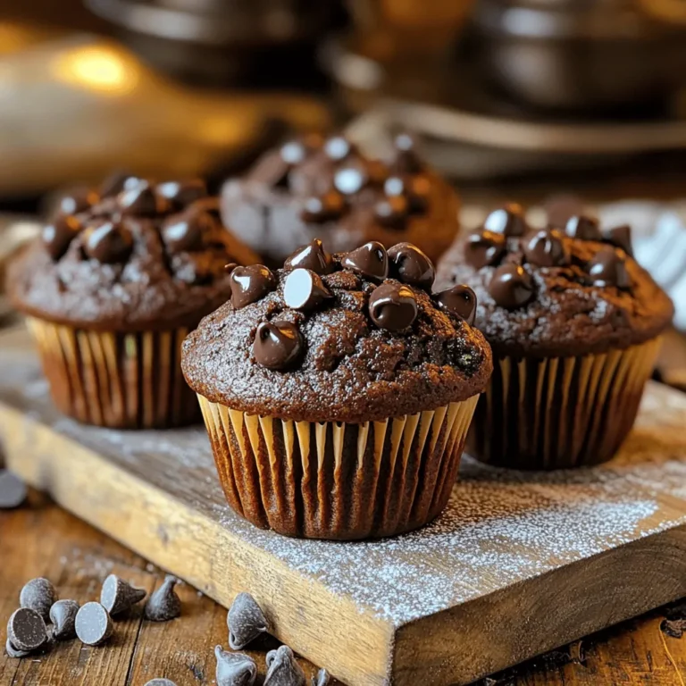 - 1 cup finely grated zucchini - 1 cup whole wheat flour - 1/2 cup unsweetened cocoa powder - 1/2 cup almond milk - 1/3 cup pure maple syrup - 1/4 cup coconut oil The main ingredients in these muffins create a rich, chocolatey treat. The finely grated zucchini adds moisture without changing the flavor. Whole wheat flour provides fiber, making them a healthier choice. Cocoa powder gives them that deep chocolate taste we all love. Almond milk keeps the muffins light and dairy-free. Maple syrup adds natural sweetness, while coconut oil keeps them moist and delicious. - 1/2 cup chocolate chips - Nuts or seeds for added texture - Substitute sweeteners for personal preferences You can enhance your muffins by adding chocolate chips. Use dark chocolate for a richer taste or dairy-free chips for a vegan option. Nuts or seeds add a nice crunch. If you prefer, you can swap sweeteners. Honey or agave syrup works well if you want a different flavor. - Gluten-free flour alternatives - Dairy-free milk options - Alternatives to sugar If you need gluten-free muffins, try almond flour or oat flour. Both work well in this recipe. For dairy-free options, any plant-based milk will do. You can also replace sugar with coconut sugar or stevia if you want to cut calories. These substitutions keep the muffins healthy and tasty. For the full recipe, visit the link to explore all the details. 1. Preheat your oven to 350°F (175°C). This heat will help the muffins rise well. 2. Prepare your muffin tin. Line it with paper liners or lightly grease with cooking spray to keep the muffins from sticking. 3. In a large mixing bowl, combine the grated zucchini, melted coconut oil, maple syrup, brown sugar, eggs, and vanilla extract. Whisk until smooth. 1. In a separate bowl, sift together the whole wheat flour, cocoa powder, baking powder, baking soda, and salt. This step helps to break up clumps and mix evenly. 2. Gradually add the dry mix to the wet mix. Pour it in slowly while stirring. Alternate with almond milk. Mix gently until just combined. Avoid overmixing to keep your muffins fluffy. 1. Using a spoon or ice cream scoop, portion the batter into the prepared muffin tin. Fill each cup about 3/4 full. This allows space for rising. 2. Bake in the preheated oven for 18-20 minutes. Check with a toothpick. If it comes out clean or with a few moist crumbs, your muffins are ready. 3. Once baked, let the muffins cool in the pan for about 5 minutes. Then, move them to a wire rack to cool completely. This keeps their texture nice and light. For the full recipe, be sure to check out the details above! Zucchini plays a key role in keeping your muffins moist. When you grate zucchini, it releases water. This helps the muffins stay soft and tender. Make sure to remove excess water if your zucchini is very watery. Mixing techniques matter too. Combine wet and dry ingredients gently. Overmixing can lead to dense muffins. Mix just until you see no flour. That way, your muffins will rise beautifully. Choosing the right cocoa powder is important. I recommend using unsweetened cocoa powder. It gives you rich chocolate flavor without too much sweetness. Dark chocolate chips work great too. They add extra chocolate goodness. Balancing sweetness is key. Zucchini has natural sugars that can help. If you use maple syrup, adjust the amount. Taste the batter to find the right balance. Testing your muffins is simple. Insert a toothpick into the center. If it comes out clean or with a few moist crumbs, your muffins are ready. Avoid over-baking to keep them soft. Cooling is another step to get right. Let the muffins cool in the pan for about five minutes. Then, move them to a wire rack. This helps them maintain their texture and prevents sogginess. For the full recipe, check out the complete instructions above. {{image_4}} You can easily adapt these muffins to fit your diet. For a vegan version, use flaxseed eggs instead of regular eggs. To make flaxseed eggs, mix 1 tablespoon of ground flaxseed with 3 tablespoons of water. Let it sit for about 5 minutes until it thickens. If you need a gluten-free option, swap in alternative flours. Almond flour or coconut flour works well. Just remember to adjust the liquid to keep the batter moist. Want to kick up the flavor? Try adding spices like cinnamon or nutmeg. Just a teaspoon can change everything. You can also mix in other fruits. Mashed banana or applesauce adds sweetness and moisture. These simple changes can make your muffins unique every time. For a fun twist, create a marble effect by mixing in different batters. Pour some chocolate batter and some plain batter into each muffin cup. Swirl them with a knife for a lovely design. You can also add a scoop of peanut butter or almond butter. Swirl it into the batter before baking for a rich, nutty flavor. Try these variations to make your Healthy Chocolate Zucchini Muffins even more exciting! For the full recipe, check out the earlier section. To keep your healthy chocolate zucchini muffins fresh, store them in an airtight container. Place a piece of parchment paper between the muffins to prevent sticking. This method helps maintain moisture. You can store them at room temperature for up to three days. For longer storage, you can freeze them. To freeze muffins, wrap each one tightly in plastic wrap. Then place them in a freezer bag. This way, they stay fresh for up to three months. When you are ready to enjoy them, simply remove the desired number from the freezer. To reheat your muffins, preheat your oven to 350°F (175°C). Place the muffins on a baking sheet and cover them with foil. Heat for about 10 minutes. This keeps the muffins soft and warm. You can also warm them in the microwave for about 15-20 seconds. For serving suggestions, enjoy leftover muffins with a spread of nut butter or a drizzle of honey. They also pair well with yogurt. These muffins stay fresh for about three days at room temperature. In the fridge, they last up to a week. If you freeze them, they remain good for three months. Watch for signs that muffins have gone bad. If they smell sour or have mold, it’s time to toss them. Also, if they feel dry or hard, they may not taste good anymore. Enjoy your healthy chocolate zucchini muffins while they are fresh! Yes, you can use frozen zucchini. Make sure to defrost it first. Squeeze out extra moisture with a clean kitchen towel. This helps keep your muffins from getting soggy. Frozen zucchini works well and still keeps the flavor. Just use the same amount as fresh zucchini. If you don't have almond milk, you can try several options: - Soy milk - Oat milk - Coconut milk - Rice milk - Cashew milk All these choices work well in the recipe. Just pick one that you like or have on hand. To check if the muffins are done, use a toothpick. Insert it into the center of a muffin. If it comes out clean or with a few crumbs, they are ready. You can also look for a golden-brown top. The muffins should spring back if you press gently on them. Yes, you can make mini muffins! Just adjust the baking time. Bake them for about 10-15 minutes at the same temperature. Keep an eye on them to avoid over-baking. Enjoy your bite-sized treats! For the full recipe, click here: [Full Recipe]. This blog post covered tasty muffin recipes using simple ingredients. We explored main ingredients like zucchini and cocoa powder. I shared tips for baking, ensuring moist muffins, and perfecting flavor. You learned about variations and storage methods, plus helpful FAQs. Remember, these muffins are easy to customize and fun to make. With a few tweaks, you can create a treat that fits your taste. Enjoy baking and sharing these delicious muffins with friends and family!