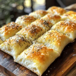 To make your easy homemade breadsticks, you will need: - 2 cups all-purpose flour - 1 tablespoon baking powder - 1 teaspoon salt - 1 tablespoon granulated sugar - 1 cup milk (or plant-based alternative) - 1/4 cup extra virgin olive oil These ingredients form the base of your breadsticks. The flour gives them structure, while the baking powder helps them rise and become fluffy. To add some tasty notes, consider these flavor enhancements: - 1 teaspoon garlic powder - 1 teaspoon dried oregano - 1 teaspoon dried basil - Freshly grated Parmesan cheese (for topping) These spices and cheese elevate the breadsticks, making them more delicious. Garlic powder brings warmth, while oregano and basil add a lovely herb flavor. You might want to brush your breadsticks with: - Olive oil or melted butter (for brushing) Brushing with oil or butter gives your breadsticks a golden and crispy finish. This step is simple but makes a big difference in taste and texture, ensuring each bite is delightful. For the full recipe, check out the detailed steps to create these tasty treats! 1. Preheat your oven to 400°F (200°C). Line a baking sheet with parchment paper. 2. In a large bowl, mix the all-purpose flour, baking powder, salt, and sugar. Whisk them until well combined. 3. Pour in the milk and extra virgin olive oil. Stir gently until a soft, slightly sticky dough forms. 1. Lightly dust a clean surface with flour. Place the dough on it and knead gently for 1-2 minutes. You want it smooth, not tough. 2. Roll the dough into a rectangle about 1/2 inch thick. This thickness makes them fluffy. 3. Slice the dough into strips that are 1 inch wide and 6 inches long. This helps them bake evenly. 1. Mix garlic powder, dried oregano, and dried basil in a small bowl. Sprinkle this mix over the breadsticks. 2. Brush the tops with olive oil or melted butter. Add a sprinkle of freshly grated Parmesan cheese for extra flavor. 3. Place the baking sheet in the oven and bake for 12-15 minutes. They should look golden brown and puffed up. For the complete recipe, you can refer to the full recipe link. Enjoy your warm, delicious breadsticks! Baking can be tricky. Here are some common mistakes to skip: - Over-kneading the dough: Knead just until smooth. Too much makes breadsticks tough. - Incorrect oven temperature: Always check your oven. Too hot or too cold changes the bake. - Not spacing breadsticks enough on the baking sheet: Leave room for them to grow. They need space to puff up. A few tips can enhance your breadsticks: - Use fresh herbs for more aroma: Fresh herbs give a burst of flavor. Try using rosemary or thyme. - Adjust thickness for personal preference: Thinner breadsticks are crispier. Thicker ones are fluffier. Choose what you love! - Experiment with additional toppings: Add seeds or cheese on top. This adds a fun twist to the classic recipe. Serve your breadsticks in style! Here are some ideas: - Pairing with dips like marinara sauce: A warm marinara dip complements the breadsticks. It’s a classic combo. - Serving warm in a breadbasket: Place them in a basket lined with a cloth. This keeps them warm and soft. - Adding sides for a complete meal: Consider a salad or soup. These sides make your meal more hearty and satisfying. {{image_4}} You can make your breadsticks even more fun with flavors. Try cheese-stuffed breadsticks. Just roll the dough around your favorite cheese before baking. Mozzarella or cheddar works great! You can also add herbs and garlic for a tasty twist. Mix fresh or dried herbs like rosemary or thyme into the dough. It adds a nice aroma and taste. Want some heat? Add crushed red pepper to the dough or sprinkle it on top. This gives your breadsticks a spicy kick everyone will love! If you need gluten-free options, use gluten-free flour. Many brands work well in this recipe. Just swap it one-for-one with regular flour. For a vegan version, replace milk with almond or oat milk. You can also use vegan butter instead of regular butter. This way, everyone can enjoy your breadsticks! Make mini breadsticks for a fun appetizer. Simply slice the dough into smaller strips before baking. These bite-sized treats are perfect for dipping! For a twist on presentation, try garlic knots. After slicing the dough, tie each strip into a knot. Brush with olive oil and sprinkle with garlic. These knots look fancy but are super easy to make! Explore these variations and make your breadsticks unique! Check the Full Recipe for more ideas. Allow your breadsticks to cool down before storing them. This step helps prevent sogginess. Once they cool, wrap them tightly in plastic wrap or aluminum foil. This keeps them fresh longer. You can also use an airtight container for extra protection. Make sure the lid seals tightly to keep out air. To reheat your breadsticks, the oven works best. Preheat your oven to 350°F (175°C). Place the breadsticks on a baking sheet. Heat them for about 5-10 minutes. This keeps them crispy and warm. If you’re in a hurry, you can use the microwave. Just heat them for 15-20 seconds. Be careful not to overheat, or they may get chewy. If you want to freeze your breadsticks, follow these steps. First, let them cool completely. Then, wrap each breadstick tightly in plastic wrap. Place them in a freezer bag, squeezing out as much air as possible. Label the bag with the date. To thaw, take them out and leave them in the fridge overnight. For the best results, reheat them in the oven, just like before. This gives you warm, soft breadsticks again! For the complete recipe, check out the Full Recipe section. Homemade breadsticks can last about 3 days in the fridge. To keep them fresh, store them in an airtight container. You can also freeze them for up to 3 months. Just wrap them well in plastic wrap before placing them in a freezer-safe bag. Thaw them at room temperature before reheating. Yes, you can use whole wheat flour. However, this will change the texture. Whole wheat flour makes breadsticks denser and gives them a nutty flavor. To achieve a lighter texture, mix whole wheat flour with all-purpose flour. A 50/50 mix can work well for a good balance. If your dough is sticky, add a little flour to it. Start with one tablespoon at a time. Mix well until it becomes soft and manageable. You can also knead the dough longer to help it come together. Just don't over-knead, as this can make the breadsticks tough. Making homemade breadsticks is simple and rewarding. You need basic ingredients like flour, milk, and oil. Follow the easy steps for mixing, kneading, and baking. Remember to avoid common mistakes for best results. Overall, these breadsticks can fit various tastes and diets. Experiment with flavors and toppings to find your favorite. Enjoy them with dips for a tasty treat. With these tips, your breadsticks will be a hit every time. Happy baking!