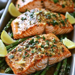 - 4 skinless salmon fillets (approximately 6 ounces each) - 3 tablespoons extra virgin olive oil - 4 large cloves of garlic, finely minced - Juice and zest of 2 medium lemons (reserve a few slices for garnish) - 1 teaspoon dried oregano - 1 teaspoon smoked paprika - Sea salt and freshly cracked black pepper, to taste - Fresh parsley, finely chopped, for garnish Gather these ingredients before you start. The salmon fillets are the star of this dish. Look for fresh, bright pink fillets. This ensures a tasty meal. The olive oil adds a rich flavor and helps the garlic stick. Minced garlic brings a strong, savory taste. Fresh lemon adds a zesty kick. It brightens the dish and balances the flavors. Zesting the lemon gives extra aroma and taste. Dried oregano adds a warm, earthy note. Smoked paprika gives a hint of smokiness, enhancing the salmon. Sea salt and black pepper season the dish perfectly. Don't skip the parsley; it adds a fresh look and taste. This recipe is simple yet full of flavor. The combination of ingredients makes every bite delightful. For the full recipe, you can refer back to the earlier section. Enjoy cooking! Set your oven to 400°F (200°C). This heat is perfect for baking salmon. It cooks the fish evenly and keeps it moist. In a small bowl, mix these ingredients together: - 3 tablespoons extra virgin olive oil - 4 large cloves of garlic, finely minced - Juice and zest of 2 medium lemons - 1 teaspoon dried oregano - 1 teaspoon smoked paprika - Sea salt and freshly cracked black pepper, to taste Whisk until the mix looks smooth. This marinade adds a zesty flavor. Place the salmon fillets on a lined baking sheet, skin-side down. Brush the marinade on each fillet. Coat them well for the best taste. Let the salmon sit for 15 to 20 minutes. This time lets the flavors soak into the fish. Now, put the baking sheet in your preheated oven. Bake for 12 to 15 minutes. The salmon is ready when it flakes easily with a fork and turns opaque pink. After baking, let the salmon rest for a couple of minutes. This helps keep it juicy. Just before you serve, sprinkle fresh parsley on top. It adds nice color and flavor. For a lovely plate, serve the salmon on a bed of steamed asparagus or fluffy quinoa. Add lemon wedges for extra zest. Now you have a tasty dish that is sure to impress! For the full recipe, check out the details above. When you buy salmon, look for bright, shiny skin. The flesh should feel firm and moist. Avoid fish with dull skin or brown spots. Fresh salmon has a clean, ocean-like smell. If you can, buy wild-caught salmon; it often tastes better. Check if it has clear eyes. This shows it is fresh and not old. To enhance your dish, try adding fresh herbs like dill or basil. You can also use spices like cumin or coriander for a twist. A pinch of red pepper flakes can add heat. Experiment with different citrus, such as lime or orange, for new flavors. Each addition can change the taste and make your salmon unique. Thickness matters when baking salmon. For fillets around 1 inch thick, bake for 12 to 15 minutes. If your fillet is thicker, add a few extra minutes. For very thin fillets, check at 8 to 10 minutes. Always use a fork to see if it flakes easily. This tells you if it is done. Adjust your time based on the thickness for perfect results. {{image_4}} You can add fresh herbs to your salmon for a flavor twist. Try using dill, basil, or thyme. These herbs add brightness and aroma. Simply chop the herbs and mix them into your marinade. You can also sprinkle them on top before baking. This variation makes your salmon taste fresher and more vibrant. Incorporating olives or feta cheese gives your dish a Mediterranean flair. Chop some olives and mix them into the marinade or sprinkle them on top before baking. Feta cheese can add a nice salty flavor. Just crumble it over the salmon in the last few minutes of baking. This brings a rich taste and unique texture. If you like heat, add red pepper flakes or Sriracha to your marinade. Start with a small amount and adjust to your taste. This addition can really change the flavor profile. It adds a kick that pairs well with the zesty lemon and garlic. You can also serve the salmon with a spicy dipping sauce for extra heat. For the full recipe, please refer to the section above. Enjoy experimenting with these variations! To keep your baked salmon fresh, store it in an airtight container. This will help seal in the moisture and flavor. Make sure to refrigerate the leftovers within two hours of cooking. Salmon can last in the fridge for up to three days. If you see any signs of spoilage, like a sour smell or discoloration, it’s best to toss it out. When you’re ready to enjoy your leftovers, reheating is key. Use the oven for the best results. Set it to 275°F (135°C) and place the salmon on a baking sheet. Cover it with foil to keep it from drying out. Heat it for about 15 minutes. You want it warm but not overcooked. This way, the salmon remains moist and tasty. If you want to keep salmon longer, freezing is a great option. Wrap each fillet tightly in plastic wrap, then place it in a freezer bag. This helps prevent freezer burn. Salmon can stay good in the freezer for up to three months. When you’re ready to eat it, defrost it in the fridge overnight. This keeps the texture from getting mushy. For the full recipe on how to make this delicious dish, check out the [Full Recipe]. Baking salmon at 400°F takes about 12 to 15 minutes. If your fillets are thicker, they may need a bit more time. Check the salmon at 12 minutes. It should flake easily with a fork and look opaque. This method keeps the fish moist. A good tip is to keep an eye on it after the 10-minute mark. Overcooking can dry out your salmon. Yes, you can use frozen salmon. Just make sure to thaw it first. You can do this in the fridge overnight. If you're in a hurry, place the sealed salmon under cold water for about an hour. Once thawed, follow the same steps as fresh salmon. Just adjust the baking time to about 15 to 18 minutes. This helps ensure even cooking. You can serve this salmon with many sides. Here are some great options: - Steamed asparagus - Roasted vegetables - Quinoa or rice - A fresh green salad - Mashed potatoes These sides add more color and flavor to your meal. They also help balance the fish’s rich taste. Baked Lemon Garlic Salmon is very healthy. Salmon is rich in omega-3 fatty acids. These fats are good for your heart. Garlic adds flavor and has health benefits too. Lemons provide vitamin C, which boosts your immune system. The olive oil in the recipe is a healthy fat. Overall, this dish is a great choice for a balanced meal. You can find the full recipe to enjoy this healthy delight. This blog post covered baking lemon garlic salmon in a simple way. We talked about choosing fresh salmon, making a tasty marinade, and baking it perfectly. You learned how to add your own twist with different spices and herbs. Baking salmon is easy and fun. It is healthy and full of flavor. Enjoy experimenting with these ideas and make this dish your own. Happy cooking!