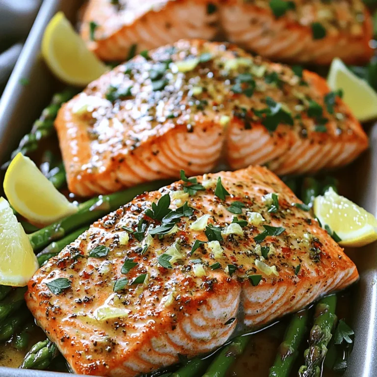 - 4 skinless salmon fillets (approximately 6 ounces each) - 3 tablespoons extra virgin olive oil - 4 large cloves of garlic, finely minced - Juice and zest of 2 medium lemons (reserve a few slices for garnish) - 1 teaspoon dried oregano - 1 teaspoon smoked paprika - Sea salt and freshly cracked black pepper, to taste - Fresh parsley, finely chopped, for garnish Gather these ingredients before you start. The salmon fillets are the star of this dish. Look for fresh, bright pink fillets. This ensures a tasty meal. The olive oil adds a rich flavor and helps the garlic stick. Minced garlic brings a strong, savory taste. Fresh lemon adds a zesty kick. It brightens the dish and balances the flavors. Zesting the lemon gives extra aroma and taste. Dried oregano adds a warm, earthy note. Smoked paprika gives a hint of smokiness, enhancing the salmon. Sea salt and black pepper season the dish perfectly. Don't skip the parsley; it adds a fresh look and taste. This recipe is simple yet full of flavor. The combination of ingredients makes every bite delightful. For the full recipe, you can refer back to the earlier section. Enjoy cooking! Set your oven to 400°F (200°C). This heat is perfect for baking salmon. It cooks the fish evenly and keeps it moist. In a small bowl, mix these ingredients together: - 3 tablespoons extra virgin olive oil - 4 large cloves of garlic, finely minced - Juice and zest of 2 medium lemons - 1 teaspoon dried oregano - 1 teaspoon smoked paprika - Sea salt and freshly cracked black pepper, to taste Whisk until the mix looks smooth. This marinade adds a zesty flavor. Place the salmon fillets on a lined baking sheet, skin-side down. Brush the marinade on each fillet. Coat them well for the best taste. Let the salmon sit for 15 to 20 minutes. This time lets the flavors soak into the fish. Now, put the baking sheet in your preheated oven. Bake for 12 to 15 minutes. The salmon is ready when it flakes easily with a fork and turns opaque pink. After baking, let the salmon rest for a couple of minutes. This helps keep it juicy. Just before you serve, sprinkle fresh parsley on top. It adds nice color and flavor. For a lovely plate, serve the salmon on a bed of steamed asparagus or fluffy quinoa. Add lemon wedges for extra zest. Now you have a tasty dish that is sure to impress! For the full recipe, check out the details above. When you buy salmon, look for bright, shiny skin. The flesh should feel firm and moist. Avoid fish with dull skin or brown spots. Fresh salmon has a clean, ocean-like smell. If you can, buy wild-caught salmon; it often tastes better. Check if it has clear eyes. This shows it is fresh and not old. To enhance your dish, try adding fresh herbs like dill or basil. You can also use spices like cumin or coriander for a twist. A pinch of red pepper flakes can add heat. Experiment with different citrus, such as lime or orange, for new flavors. Each addition can change the taste and make your salmon unique. Thickness matters when baking salmon. For fillets around 1 inch thick, bake for 12 to 15 minutes. If your fillet is thicker, add a few extra minutes. For very thin fillets, check at 8 to 10 minutes. Always use a fork to see if it flakes easily. This tells you if it is done. Adjust your time based on the thickness for perfect results. {{image_4}} You can add fresh herbs to your salmon for a flavor twist. Try using dill, basil, or thyme. These herbs add brightness and aroma. Simply chop the herbs and mix them into your marinade. You can also sprinkle them on top before baking. This variation makes your salmon taste fresher and more vibrant. Incorporating olives or feta cheese gives your dish a Mediterranean flair. Chop some olives and mix them into the marinade or sprinkle them on top before baking. Feta cheese can add a nice salty flavor. Just crumble it over the salmon in the last few minutes of baking. This brings a rich taste and unique texture. If you like heat, add red pepper flakes or Sriracha to your marinade. Start with a small amount and adjust to your taste. This addition can really change the flavor profile. It adds a kick that pairs well with the zesty lemon and garlic. You can also serve the salmon with a spicy dipping sauce for extra heat. For the full recipe, please refer to the section above. Enjoy experimenting with these variations! To keep your baked salmon fresh, store it in an airtight container. This will help seal in the moisture and flavor. Make sure to refrigerate the leftovers within two hours of cooking. Salmon can last in the fridge for up to three days. If you see any signs of spoilage, like a sour smell or discoloration, it’s best to toss it out. When you’re ready to enjoy your leftovers, reheating is key. Use the oven for the best results. Set it to 275°F (135°C) and place the salmon on a baking sheet. Cover it with foil to keep it from drying out. Heat it for about 15 minutes. You want it warm but not overcooked. This way, the salmon remains moist and tasty. If you want to keep salmon longer, freezing is a great option. Wrap each fillet tightly in plastic wrap, then place it in a freezer bag. This helps prevent freezer burn. Salmon can stay good in the freezer for up to three months. When you’re ready to eat it, defrost it in the fridge overnight. This keeps the texture from getting mushy. For the full recipe on how to make this delicious dish, check out the [Full Recipe]. Baking salmon at 400°F takes about 12 to 15 minutes. If your fillets are thicker, they may need a bit more time. Check the salmon at 12 minutes. It should flake easily with a fork and look opaque. This method keeps the fish moist. A good tip is to keep an eye on it after the 10-minute mark. Overcooking can dry out your salmon. Yes, you can use frozen salmon. Just make sure to thaw it first. You can do this in the fridge overnight. If you're in a hurry, place the sealed salmon under cold water for about an hour. Once thawed, follow the same steps as fresh salmon. Just adjust the baking time to about 15 to 18 minutes. This helps ensure even cooking. You can serve this salmon with many sides. Here are some great options: - Steamed asparagus - Roasted vegetables - Quinoa or rice - A fresh green salad - Mashed potatoes These sides add more color and flavor to your meal. They also help balance the fish’s rich taste. Baked Lemon Garlic Salmon is very healthy. Salmon is rich in omega-3 fatty acids. These fats are good for your heart. Garlic adds flavor and has health benefits too. Lemons provide vitamin C, which boosts your immune system. The olive oil in the recipe is a healthy fat. Overall, this dish is a great choice for a balanced meal. You can find the full recipe to enjoy this healthy delight. This blog post covered baking lemon garlic salmon in a simple way. We talked about choosing fresh salmon, making a tasty marinade, and baking it perfectly. You learned how to add your own twist with different spices and herbs. Baking salmon is easy and fun. It is healthy and full of flavor. Enjoy experimenting with these ideas and make this dish your own. Happy cooking!