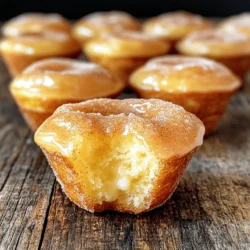 To make these delicious Cinnamon Sugar Donut Muffins, you will need: - 1 ½ cups all-purpose flour - 1 tsp baking powder - ½ tsp baking soda - ½ tsp salt - ½ tsp ground cinnamon - ¼ cup unsalted butter, softened to room temperature - ¾ cup granulated sugar (plus extra for coating) - 1 large egg - 1 tsp vanilla extract - ½ cup buttermilk - ¼ cup granulated sugar (for coating) - 1 tbsp ground cinnamon (for coating) - 2 tbsp melted butter (for coating) You can swap some ingredients for others if needed: - Use whole wheat flour instead of all-purpose flour for a healthier option. - Replace buttermilk with regular milk mixed with a little vinegar or lemon juice. - If you're dairy-free, try coconut oil or a vegan butter for the unsalted butter. - For a lighter sweetener, use coconut sugar instead of granulated sugar. Accurate measuring is key to great muffins. Here are some tips: - Use a dry measuring cup for flour. Spoon flour into the cup and level it off with a knife. - For sugar, scoop it lightly and level it off without packing it down. - When measuring liquids, use a clear liquid measuring cup. Check the level at eye level to be precise. - Always sift dry ingredients if the recipe calls for it. This helps avoid lumps and ensures even mixing. Start by preheating your oven to 350°F (175°C). This ensures your muffins bake evenly. Next, prepare a standard muffin tin. You can grease it lightly with butter or use paper liners. This helps prevent sticking and makes cleanup easier. In a medium bowl, mix your dry ingredients. Combine 1 ½ cups of all-purpose flour, 1 teaspoon of baking powder, ½ teaspoon of baking soda, ½ teaspoon of salt, and ½ teaspoon of ground cinnamon. Whisk them together until well blended. In a larger bowl, cream together ¼ cup of softened unsalted butter and ¾ cup of granulated sugar. Beat this mixture for 2-3 minutes until it is light and fluffy. Add 1 large egg and 1 teaspoon of vanilla extract. Mix until everything is smooth. Gradually add the dry mixture and ½ cup of buttermilk, alternating between them. Mix gently until just combined. A few lumps are fine. Fill each muffin cup about ⅔ full with batter. Bake in your preheated oven for 15-18 minutes. To check for doneness, insert a toothpick into the center of a muffin. It should come out clean if the muffins are ready. While they bake, prepare your cinnamon sugar coating. In a small bowl, mix ¼ cup of granulated sugar with 1 tablespoon of ground cinnamon. When the muffins are done, let them cool in the tin for about 5 minutes. Brush the tops with melted butter, then dip them in the cinnamon sugar mix. Make sure they are well coated. Transfer them to a wire rack to cool completely. Enjoy the sweet smell as they cool! For the complete recipe, refer to the Full Recipe section. When baking cinnamon sugar donut muffins, avoid overmixing your batter. Overmixing makes muffins tough. Mix just enough to combine the wet and dry ingredients. Another mistake is skipping the cooling step before coating. If you coat them too soon, the sugar won't stick. To make your muffins fluffy, use fresh baking powder and baking soda. These ingredients help your muffins rise. Ensure your butter is at room temperature. Cold butter can lead to dense muffins. Lastly, don't forget to alternate adding the dry ingredients and buttermilk. This keeps your muffins light and airy. Having the right tools makes baking easier. Here are some must-haves: - Muffin tin: A standard 12-cup muffin tin works best. - Mixing bowls: Use at least two—one for dry and one for wet ingredients. - Electric mixer: This saves time and helps achieve a fluffy texture. - Measuring cups and spoons: Accurate measurements are key for great results. - Wire rack: This allows muffins to cool evenly after baking. With these tips, you're ready to bake perfect cinnamon sugar donut muffins. For the full recipe, refer to the earlier section. Enjoy your baking adventure! {{image_4}} You can switch up the flavors in your donut muffins. Here are some fun ideas: - Chocolate Chip: Add ½ cup of chocolate chips to the batter. This makes them rich and sweet. - Pumpkin Spice: Substitute ½ cup of flour with ½ cup of pumpkin puree. Add 1 teaspoon of pumpkin spice for a fall twist. - Lemon Zest: Mix in 1 tablespoon of lemon zest for a fresh taste. This adds a nice zing to your muffins. You can make these muffins fit different diets. Here’s how: - Gluten-Free: Use a 1:1 gluten-free flour blend. This keeps the texture light. - Vegan: Replace the egg with a flax egg. Mix 1 tablespoon of flaxseed meal with 2.5 tablespoons of water. Let it sit for 5 minutes. - Dairy-Free: Swap buttermilk with almond milk and add a splash of lemon juice. Serve these muffins warm for the best taste. Here are some ideas to enjoy them: - With Coffee: Pair the muffins with a cup of coffee. The cinnamon flavor complements the coffee well. - With Fruit: Serve with fresh fruit, like berries or bananas. This adds freshness to your snack. - With Ice Cream: For a treat, top them with a scoop of vanilla ice cream. This makes a fun dessert. For the complete recipe, check out the [Full Recipe]. Store your leftover muffins in an airtight container. This keeps them fresh for 2 to 3 days. You can also wrap each muffin in plastic wrap for extra protection. If you live in a humid place, add a paper towel to absorb moisture. To freeze these muffins, let them cool completely first. Then, wrap each muffin in plastic wrap. Place them in a freezer bag or airtight container. They will stay tasty for up to 3 months. When you’re ready to enjoy them, just thaw them in the fridge overnight. Reheat your muffins for the best taste. You can use a microwave or an oven. If using a microwave, heat for 10-15 seconds. For the oven, preheat to 350°F (175°C), and warm them for about 5-7 minutes. This keeps them soft and delicious. For added flavor, brush a little melted butter on top before reheating. Yes, you can make these muffins ahead of time. I often bake them in advance for busy mornings. Once they cool, store them in an airtight container. They stay fresh for about three days at room temperature. You can also freeze them for later. Just thaw them in the fridge overnight before serving. Donut muffins are lighter and fluffier than regular muffins. They often have a sweet glaze or coating, like cinnamon sugar. This gives them a taste similar to donuts, making them a special treat. Regular muffins tend to be denser and less sweet. The texture and flavor make donut muffins unique. To check if the muffins are done, insert a toothpick into the center of one. If it comes out clean, they are ready. This simple test works well. You can also look for a golden color on top and a springy feel when you touch them. Buttermilk adds moisture and tang to the muffins. This helps them rise and stay soft. If you don’t have buttermilk, you can make a substitute. Just mix one cup of milk with one tablespoon of vinegar or lemon juice. Let it sit for a few minutes before using. This will give your muffins a similar texture and flavor. For the full recipe, check the earlier section. The Cinnamon Sugar Donut Muffins taste like a warm hug. They have a soft, fluffy texture. Each bite is full of sweet cinnamon goodness. This recipe is simple and perfect for any time of day. You can whip these up in just 30 minutes. They make a fun breakfast or snack. You can also share them with friends. The best part? You only need one bowl for mixing! Each muffin has about 180 calories. They contain 6 grams of fat and 27 grams of carbs. You’ll also get 2 grams of protein from each muffin. This treat is not low in sugar, so enjoy it in moderation. If you want a healthier version, consider using whole wheat flour. You can also try using less sugar or a sugar substitute. People love these muffins! Many say they are easy to make and taste amazing. Users rave about how soft and moist they are. One home cook said, "These are my new favorite breakfast treat!" Another user commented, "The cinnamon sugar coating is a game changer!" You can find the full recipe on my blog to try these delightful muffins yourself! We explored key ingredients for making delicious muffins. I shared measuring tips and tasty substitutions. Next, we dove into proper mixing and baking methods. I highlighted common mistakes to avoid and tools you might need. We even discussed fun muffin variations and storage tips. Remember, baking is about enjoying the process. With these steps, you can create delightful muffins every time. Happy baking!