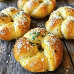- 2 cups all-purpose flour - 1 teaspoon instant yeast - 1 teaspoon sugar - 1 teaspoon salt - ¾ cup warm water (approximately 110°F or 43°C) - ¼ cup unsalted butter, melted - 4 cloves garlic, finely minced - 2 tablespoons fresh parsley, finely chopped - Extra melted butter for brushing - Grated Parmesan cheese (optional topping) For homemade garlic knots, you need a mix of simple ingredients. The flour, yeast, sugar, and salt form the base. Warm water helps activate the yeast. This combination creates a soft dough that rises well. Next, you add flavor with butter, garlic, and parsley. Garlic brings a strong taste, while parsley adds freshness. Brushing with melted butter before baking enhances the knots. If you like cheese, sprinkle grated Parmesan on top for extra flavor. These ingredients come together to make delicious garlic knots. The best part? You can find all of them at your local grocery store. For the full recipe, check the instructions that follow. 1. Start by whisking the dry ingredients. In a large bowl, mix the flour, yeast, sugar, and salt. This helps to evenly distribute the yeast. 2. Next, incorporate warm water. Slowly pour in the warm water while stirring with a wooden spoon. Stop when the dough starts to come together. 3. Now, knead the dough. Transfer it to a lightly floured surface. Knead the dough for about 5 to 7 minutes. It should feel smooth and elastic when done. 1. Allow the dough to rise. Shape it into a ball and place it in a greased bowl. Cover it with a towel and let it rise for about 1 hour. It should double in size. 2. Once it has risen, punch down the dough gently to release air bubbles. Move it to a floured surface and divide it into 8 equal pieces. 3. Shape the garlic knots. Roll each piece into a long strip, about 12 inches long. Tie each strip into a knot and place them on a greased baking sheet. 1. Prepare the garlic butter glaze. In a small bowl, mix melted butter, minced garlic, and chopped parsley. Stir well to combine. 2. Coat the knots with the glaze. Brush the garlic butter mixture over each knot, making sure they are well coated. 3. Bake the knots. Preheat your oven to 400°F (200°C). Bake the garlic knots for about 15 to 20 minutes. They should turn golden brown. 4. Add final touches. After baking, brush the tops with more melted butter. If you like, sprinkle grated Parmesan cheese over the hot knots. These homemade garlic knots are easy to make and taste amazing! For the full recipe, check out the complete instructions. To make great garlic knots, start with the dough. The right dough consistency is key. The dough should feel soft and slightly sticky. If it's too dry, add a bit more water. If too wet, sprinkle in a little flour. Kneading helps build the right texture. Knead for about 5-7 minutes until it feels smooth. Timing is also important for the best rise. Let the dough rise in a warm place. Cover it with a towel to keep warmth in. Wait until it doubles in size, which usually takes about 1 hour. This step makes your knots fluffy. Garlic knots taste great with marinara sauce. The rich tomato flavor pairs well with the garlic. Dip each knot for a tasty bite. You can also serve them alongside a fresh salad or a cheesy pasta dish. These sides make for a full meal. To make your knots even better, add more herbs. Try mixing in some dried oregano or basil. These herbs pair well with garlic. You can also play with different cheeses. Adding mozzarella inside the knots gives a nice surprise. Or sprinkle some Parmesan on top for a salty kick. Feel free to get creative! Check out the Full Recipe for more ideas. {{image_4}} You can make herb-infused garlic knots by adding fresh herbs. Try using rosemary or thyme for a unique twist. These herbs give your knots a fresh, vibrant taste. You can also use garlic oil instead of minced garlic. This method adds a rich garlic flavor without the chunks. Just brush the dough with garlic oil before baking. Cheese-stuffed garlic knots are a fun way to enjoy these bites. To stuff your knots, take a piece of dough and flatten it. Place a cube of mozzarella in the center and wrap the dough around it. Pinch the edges to seal. Other great cheeses include provolone or cheddar for extra flavor. The gooey cheese inside makes each bite a delight. If you love heat, try spicy garlic knots. You can add red pepper flakes to the garlic butter glaze. Start with a small amount and taste as you go. If you want more heat, increase the spice. You can also adjust the garlic quantity for a stronger flavor. This way, you can customize the heat level to your liking. Let your garlic knots cool down first. This step helps keep them fresh. Wrap each knot in plastic wrap. You can also use aluminum foil. Store them in an airtight container. This will prevent them from drying out. Keep the container in a cool place or the fridge. To enjoy your garlic knots again, you can reheat them. Use an oven for the best results. Preheat it to 350°F (175°C). Place the knots on a baking sheet. Heat for about 5-10 minutes. This keeps them warm and soft. You can also use a microwave. Just heat for 15-20 seconds. Be careful not to overheat. A skillet works well too. Heat on medium for a couple of minutes. This helps keep the outer crunch. If you want to save some for later, you can freeze them. Place cooled knots in a freezer-safe bag. Remove as much air as you can. Label the bag with the date. They can last up to three months in the freezer. When you’re ready to eat them, take them out. Let them thaw in the fridge overnight. Reheat them using the oven or skillet method. Enjoy the same great taste as when they were fresh! You can find the Full Recipe for more details on making these tasty treats. To fix dry garlic knots, add more moisture while baking. You can brush them with melted butter right after they bake. This gives them a nice, rich flavor and keeps them soft. If they seem dry after baking, a dip in garlic butter can help. You can also cover them with a towel as they cool. This traps steam and keeps the knots moist. Yes, you can use bread flour. Bread flour has more protein, which makes the knots chewier. This can be good if you like a denser texture. However, it may change the flavor a bit. All-purpose flour is lighter, making knots fluffier. Try both to see what you prefer. Garlic knots last about 2-3 days at room temperature. Store them in an airtight container. Check for signs of spoilage, like mold or an off smell. If you want them to last longer, freeze them. Frozen garlic knots can last for about 2 months. Just reheat them in the oven for best results. In this article, I shared how to make delicious garlic knots from scratch. We covered the essential and additional ingredients needed for rich flavor. I also provided step-by-step instructions to perfect your dough and shape your knots. Plus, I offered tips, variations, and storage suggestions to keep them fresh. Experiment with flavors and enjoy these tasty knots at any meal. You now have the tools to impress your friends and family with your baking skills. Happy cooking!