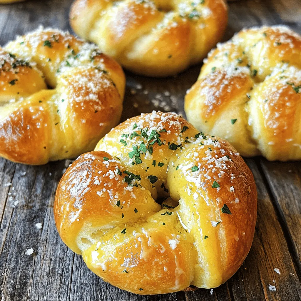 - 2 cups all-purpose flour - 1 teaspoon instant yeast - 1 teaspoon sugar - 1 teaspoon salt - ¾ cup warm water (approximately 110°F or 43°C) - ¼ cup unsalted butter, melted - 4 cloves garlic, finely minced - 2 tablespoons fresh parsley, finely chopped - Extra melted butter for brushing - Grated Parmesan cheese (optional topping) For homemade garlic knots, you need a mix of simple ingredients. The flour, yeast, sugar, and salt form the base. Warm water helps activate the yeast. This combination creates a soft dough that rises well. Next, you add flavor with butter, garlic, and parsley. Garlic brings a strong taste, while parsley adds freshness. Brushing with melted butter before baking enhances the knots. If you like cheese, sprinkle grated Parmesan on top for extra flavor. These ingredients come together to make delicious garlic knots. The best part? You can find all of them at your local grocery store. For the full recipe, check the instructions that follow. 1. Start by whisking the dry ingredients. In a large bowl, mix the flour, yeast, sugar, and salt. This helps to evenly distribute the yeast. 2. Next, incorporate warm water. Slowly pour in the warm water while stirring with a wooden spoon. Stop when the dough starts to come together. 3. Now, knead the dough. Transfer it to a lightly floured surface. Knead the dough for about 5 to 7 minutes. It should feel smooth and elastic when done. 1. Allow the dough to rise. Shape it into a ball and place it in a greased bowl. Cover it with a towel and let it rise for about 1 hour. It should double in size. 2. Once it has risen, punch down the dough gently to release air bubbles. Move it to a floured surface and divide it into 8 equal pieces. 3. Shape the garlic knots. Roll each piece into a long strip, about 12 inches long. Tie each strip into a knot and place them on a greased baking sheet. 1. Prepare the garlic butter glaze. In a small bowl, mix melted butter, minced garlic, and chopped parsley. Stir well to combine. 2. Coat the knots with the glaze. Brush the garlic butter mixture over each knot, making sure they are well coated. 3. Bake the knots. Preheat your oven to 400°F (200°C). Bake the garlic knots for about 15 to 20 minutes. They should turn golden brown. 4. Add final touches. After baking, brush the tops with more melted butter. If you like, sprinkle grated Parmesan cheese over the hot knots. These homemade garlic knots are easy to make and taste amazing! For the full recipe, check out the complete instructions. To make great garlic knots, start with the dough. The right dough consistency is key. The dough should feel soft and slightly sticky. If it's too dry, add a bit more water. If too wet, sprinkle in a little flour. Kneading helps build the right texture. Knead for about 5-7 minutes until it feels smooth. Timing is also important for the best rise. Let the dough rise in a warm place. Cover it with a towel to keep warmth in. Wait until it doubles in size, which usually takes about 1 hour. This step makes your knots fluffy. Garlic knots taste great with marinara sauce. The rich tomato flavor pairs well with the garlic. Dip each knot for a tasty bite. You can also serve them alongside a fresh salad or a cheesy pasta dish. These sides make for a full meal. To make your knots even better, add more herbs. Try mixing in some dried oregano or basil. These herbs pair well with garlic. You can also play with different cheeses. Adding mozzarella inside the knots gives a nice surprise. Or sprinkle some Parmesan on top for a salty kick. Feel free to get creative! Check out the Full Recipe for more ideas. {{image_4}} You can make herb-infused garlic knots by adding fresh herbs. Try using rosemary or thyme for a unique twist. These herbs give your knots a fresh, vibrant taste. You can also use garlic oil instead of minced garlic. This method adds a rich garlic flavor without the chunks. Just brush the dough with garlic oil before baking. Cheese-stuffed garlic knots are a fun way to enjoy these bites. To stuff your knots, take a piece of dough and flatten it. Place a cube of mozzarella in the center and wrap the dough around it. Pinch the edges to seal. Other great cheeses include provolone or cheddar for extra flavor. The gooey cheese inside makes each bite a delight. If you love heat, try spicy garlic knots. You can add red pepper flakes to the garlic butter glaze. Start with a small amount and taste as you go. If you want more heat, increase the spice. You can also adjust the garlic quantity for a stronger flavor. This way, you can customize the heat level to your liking. Let your garlic knots cool down first. This step helps keep them fresh. Wrap each knot in plastic wrap. You can also use aluminum foil. Store them in an airtight container. This will prevent them from drying out. Keep the container in a cool place or the fridge. To enjoy your garlic knots again, you can reheat them. Use an oven for the best results. Preheat it to 350°F (175°C). Place the knots on a baking sheet. Heat for about 5-10 minutes. This keeps them warm and soft. You can also use a microwave. Just heat for 15-20 seconds. Be careful not to overheat. A skillet works well too. Heat on medium for a couple of minutes. This helps keep the outer crunch. If you want to save some for later, you can freeze them. Place cooled knots in a freezer-safe bag. Remove as much air as you can. Label the bag with the date. They can last up to three months in the freezer. When you’re ready to eat them, take them out. Let them thaw in the fridge overnight. Reheat them using the oven or skillet method. Enjoy the same great taste as when they were fresh! You can find the Full Recipe for more details on making these tasty treats. To fix dry garlic knots, add more moisture while baking. You can brush them with melted butter right after they bake. This gives them a nice, rich flavor and keeps them soft. If they seem dry after baking, a dip in garlic butter can help. You can also cover them with a towel as they cool. This traps steam and keeps the knots moist. Yes, you can use bread flour. Bread flour has more protein, which makes the knots chewier. This can be good if you like a denser texture. However, it may change the flavor a bit. All-purpose flour is lighter, making knots fluffier. Try both to see what you prefer. Garlic knots last about 2-3 days at room temperature. Store them in an airtight container. Check for signs of spoilage, like mold or an off smell. If you want them to last longer, freeze them. Frozen garlic knots can last for about 2 months. Just reheat them in the oven for best results. In this article, I shared how to make delicious garlic knots from scratch. We covered the essential and additional ingredients needed for rich flavor. I also provided step-by-step instructions to perfect your dough and shape your knots. Plus, I offered tips, variations, and storage suggestions to keep them fresh. Experiment with flavors and enjoy these tasty knots at any meal. You now have the tools to impress your friends and family with your baking skills. Happy cooking!