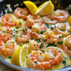 To make this dish, you need these key items: - 1 pound large shrimp, peeled and deveined - 4 cloves garlic, finely minced - 1/4 cup unsalted butter - Juice and zest of 2 large, juicy lemons - 1 tablespoon extra virgin olive oil - 1 teaspoon red pepper flakes - Salt and freshly ground black pepper to taste - Fresh parsley, chopped, for garnish The shrimp is the star of this meal. Choose large, fresh shrimp for the best taste. The garlic adds a nice kick, while the lemon gives it a bright flavor. Butter and olive oil make the sauce rich and smooth. You can add some fun twists to this dish. Consider these options: - 1/2 cup cherry tomatoes, halved - 1/2 cup spinach or kale, chopped - 1 tablespoon capers for a salty punch - Fresh basil or thyme for an herb twist These add-ins can make your meal even more colorful and tasty. They also boost the nutrients in your dish. This zesty lemon garlic shrimp pairs well with many sides. Here are some great choices: - Fluffy white or brown rice - A crisp green salad with a light vinaigrette - Crusty bread to soak up the sauce - Quinoa for a healthy twist These sides balance the strong flavors of the shrimp. They add texture and make the meal more filling. For a nice touch, serve lemon wedges on the side for extra zest. You can find the full recipe to make it all come together. Start by grabbing a large skillet. Place it on the stove over medium heat. Pour in the olive oil and add the unsalted butter. Watch closely as the butter melts and bubbles. This is when the magic begins! Make sure the butter combines with the oil well for great flavor. Once the butter is foamy, it’s time to add the garlic. Toss in the finely minced garlic and stir it in. Cook for about 1 to 2 minutes. You want the garlic to smell great and turn a light golden brown. Stir often to keep it from burning. After that, pour in the fresh lemon juice. Don’t forget the lemon zest! Sprinkle in the red pepper flakes too. Mix everything together and let it cook for one more minute. This step blends all the wonderful flavors. Now, it’s time for the shrimp! Carefully add the peeled and deveined shrimp to the skillet. Lay them in a single layer for even cooking. Cook for about 2 to 3 minutes on one side. You will see them start to turn a nice pink color. When they do, flip each shrimp over. Sprinkle some salt and black pepper for taste. Cook for another 2 to 3 minutes until they are fully opaque. This means they are done! Once cooked, remove the skillet from heat. Finish by adding chopped parsley for a fresh touch. For the complete recipe, check out the Full Recipe. When picking shrimp, look for a few key signs. Fresh shrimp should smell like the ocean, not fishy. Their shells should be shiny and firm. If they feel slimy, skip them. Try to buy shrimp that has been kept on ice. If possible, ask your fishmonger for shrimp caught that day. Garlic is the star of this dish. Use fresh garlic whenever you can. Crush and chop it right before cooking. This keeps the flavor strong. Sauté the garlic gently. Too much heat can burn it and make it bitter. You want it golden, not brown. Cooking the garlic slowly brings out its sweet side. Red pepper flakes add a nice kick. Start with one teaspoon and taste as you go. You can always add more if you like it spicy. If you want less heat, try using paprika instead. It adds color without the spice. Tailor the heat to your taste for the best experience. For more details on making this dish, check out the Full Recipe. {{image_4}} You can boost your meal by adding veggies. Think bell peppers, zucchini, or spinach. Chop them into bite-sized pieces for easy cooking. Add these veggies to the skillet after the garlic. Sauté them for a few minutes before adding shrimp. This gives you color and extra vitamins. If shrimp isn’t your favorite, try chicken or tofu. Both soak up flavors well. For chicken, use thin slices or bite-sized pieces. Cook them until golden before adding garlic. For tofu, press to remove water and cut into cubes. Cook until crispy, then add garlic and other flavors. You can change the taste by switching up flavors. For an Asian twist, try soy sauce and ginger. Add sesame oil for a nutty touch. For Mediterranean flair, use olives, feta, and oregano. Each option brings unique tastes to the dish. Don't hesitate to experiment and find your favorite! For the full recipe, check out the details above. After you enjoy your zesty lemon garlic shrimp, let any leftovers cool. Place them in an airtight container. Store them in the fridge for up to three days. Keeping shrimp in a covered dish helps keep them fresh and tasty. To reheat, use a skillet on low heat. Add a bit of olive oil or butter. This helps keep the shrimp moist. Stir gently to avoid overcooking. You can also use a microwave. Cover the shrimp with a damp paper towel. Heat in short bursts of 30 seconds until warm. You can freeze zesty lemon garlic shrimp for later. Follow these steps: - Let the shrimp cool completely. - Place them in a freezer-safe bag or container. - Remove as much air as possible. - Label the bag with the date. Frozen shrimp can last about three months. When you're ready to eat, thaw them in the fridge overnight. Reheat using the skillet method for best flavor. For the full recipe, check out the earlier section. Yes, you can use frozen shrimp. Just make sure to thaw them first. Place them in the fridge overnight or run them under cold water for quick thawing. This method keeps the shrimp firm and tasty. If you want to skip butter, try using olive oil. It adds great flavor and keeps the dish light. You can also use coconut oil or a vegan butter if you prefer. Each option gives a unique taste and keeps the dish rich. Cooking shrimp takes about 4 to 6 minutes total. They cook fast! When they turn pink and opaque, they are done. Overcooking makes them tough, so stay close to the skillet. Yes, you can prepare it ahead of time. Cook the shrimp and let them cool. Store them in the fridge for up to two days. Reheat gently to keep them juicy and fresh. For the best taste, make the lemon garlic sauce just before serving. For the full recipe, check out the complete section above. Zesty Lemon Garlic Shrimp is simple and full of flavor. We covered the main ingredients, optional add-ins, and pairings. The step-by-step guide shows how to sauté garlic and cook shrimp perfectly. I shared tips for choosing fresh shrimp and adjusting spice levels. You learned variations, storage tips, and answers to common questions. In summary, this dish is versatile and fun to make. You can easily adjust it to fit your taste. Enjoy trying this recipe. It's a sure-hit for any meal.