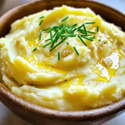 To make the best roasted garlic mashed potatoes, you need just a few simple ingredients. Here’s what you’ll need: - 2 pounds Yukon Gold potatoes - 1 whole head of garlic - ½ cup unsalted butter - ¾ cup heavy cream - Sea salt and black pepper - Fresh chives - Optional: ¼ cup grated Parmesan cheese These ingredients come together to create a dish that is creamy, rich, and full of flavor. The Yukon Gold potatoes give a buttery taste, while the roasted garlic adds a sweet, nutty depth. Using unsalted butter allows you to control the saltiness in your dish. Heavy cream makes the mashed potatoes extra rich and smooth, while fresh chives add a pop of color and mild onion flavor. If you're feeling indulgent, add Parmesan cheese for an even creamier and cheesier experience. When choosing your ingredients, look for fresh garlic and good-quality butter. The better your ingredients, the better your dish will taste. For the potatoes, Yukon Gold is my favorite, but feel free to experiment. Enjoy the process, and soon you’ll have a bowl of irresistible comfort food! For the full recipe, check out the Garlic Lovers' Dream Mashed Potatoes section above. - Preheat the oven to 400°F (200°C). - Slice the head of garlic at the top. This exposes the cloves. Drizzle with olive oil and wrap in foil. Place it in the oven for 30-35 minutes. The garlic will turn soft and golden brown. - Take 2 pounds of Yukon Gold potatoes. Peel and chop them into even-sized pieces. Place the potatoes in a large pot and cover with cold water. Add a pinch of salt. - Bring the pot to a boil over medium-high heat. Cook them for about 15-20 minutes. You want them fork-tender, so they mash well. - Once the garlic is done, take it out and let it cool. Squeeze the roasted cloves into a bowl. Mash them with a fork until smooth. - Drain the potatoes and put them back in the warm pot. Use a potato masher to mash the potatoes until they are creamy. - Mix in the mashed garlic, ½ cup of softened butter, ¾ cup of heavy cream, sea salt, and black pepper. If you want a richer taste, add ¼ cup of grated Parmesan cheese. Stir until everything is well combined. - Gently fold in 2 tablespoons of chopped chives for a fresh flavor. Taste and adjust seasoning if needed. For the complete recipe, check out the Full Recipe section. To get smooth mashed potatoes, you need to mash them while they are hot. The heat helps break down the starches. Use a potato masher for a rustic texture or a ricer for a super smooth finish. Test the texture by taking a small spoonful. If it feels creamy and fluffy, you’re on the right track! Want to kick up the flavor? You can add fresh herbs or spices. Try adding thyme or rosemary for a nice twist. A dash of smoked paprika gives a unique depth. You could also mix in a bit of sour cream for extra richness. Experiment with your favorites! Here are some handy tools that make mashing easy: - Potato masher: Perfect for a classic texture. - Potato ricer: Gives a smooth and light mash. - Large pot: Use for boiling potatoes. - Mixing bowl: Great for combining ingredients. - Fork: A simple tool for mashing garlic. These tools will help you create the best Roasted Garlic Mashed Potatoes. For the complete method, check the Full Recipe. {{image_4}} You can easily make this dish dairy-free. Use olive oil instead of butter. For cream, try coconut milk or almond milk. They give a nice richness without dairy. Adjust the salt to match your taste. Add a twist with herbs. Rosemary and thyme work great here. Simply chop them finely and mix them in after mashing. This adds a fresh, fragrant touch to the potatoes. Want to amp up flavor? Consider adding cheese. Cream cheese or goat cheese add creaminess and tang. For a savory kick, try crumbled bacon or sautéed onions. They can make your mashed potatoes even more delicious. Check out the Full Recipe for more ideas! You can keep your Roasted Garlic Mashed Potatoes in the fridge. Store them in an airtight container. They will stay fresh for about three to five days. When you want to eat them, just reheat in a pot over low heat. Add a splash of cream or milk to help them get creamy again. To freeze, spoon the mashed potatoes into a freezer-safe container. Make sure to leave some space at the top for expansion. They will last for about two months in the freezer. When you're ready to eat, thaw them overnight in the fridge. Reheat on low heat, adding milk or cream as needed to bring back the texture. To keep your mashed potatoes tasty and fresh, avoid reheating more than once. If you have extra, mix in some fresh herbs or cheese for new flavor. You can also use them in other dishes, like potato pancakes or shepherd's pie. This way, you won't waste any delicious food! To make roasted garlic, start with a whole head of garlic. Slice off the top to expose the cloves. Drizzle olive oil over the cut surface, ensuring good coverage. Wrap it in aluminum foil and place it in a preheated oven at 400°F (200°C). Roast for about 30-35 minutes until the cloves turn soft and golden brown. The aroma will fill your kitchen. Squeeze the softened cloves out of their skins into a bowl. Mash them until smooth for your mashed potatoes. Yes, you can use other potatoes. Yukon Gold is my favorite for its creamy texture. However, Russet or red potatoes work well too. Each type gives a different flavor and texture. Russet potatoes are fluffier, while red potatoes are creamier and waxy. Try different types to find your favorite. Roasted garlic mashed potatoes go well with many dishes. They pair nicely with roasted meats, like chicken or beef. Try serving them with grilled vegetables or a fresh salad for balance. You can also enjoy them with fish or a rich mushroom gravy. The creamy texture complements many flavors. Roasted Garlic Mashed Potatoes are simple yet flavorful. We discussed ingredients, from Yukon Gold potatoes to roasted garlic. You learned step-by-step instructions, tips for perfect texture, and variations like dairy-free options. In conclusion, mastering this dish can elevate your meals. With the right techniques and a few tweaks, you create a delicious side that everyone will love. Now it’s time to get cooking and enjoy the rich, creamy goodness you’ve made!