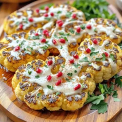 - 1 large head of cauliflower - 3 tablespoons olive oil - 1 teaspoon garlic powder - 1 teaspoon smoked paprika - 1/2 teaspoon ground cumin - 1/2 teaspoon salt - 1/4 teaspoon black pepper - 1/2 cup tahini - 2 tablespoons fresh lemon juice - 2 tablespoons water (to adjust tahini consistency) - Fresh parsley, finely chopped - Pomegranate seeds (optional) Roasted cauliflower steaks are a joy to prepare. First, pick a large head of cauliflower. This ensures thick, juicy steaks. Next, you'll want to gather a few simple ingredients to pack in flavor. Olive oil, garlic powder, and smoked paprika are your best friends here. The spices add depth and warmth. Ground cumin, salt, and black pepper help balance the taste. For a creamy finish, you’ll create a tahini sauce. This sauce has a rich, nutty flavor. Combine tahini with fresh lemon juice for brightness. Add some water to make it smooth and easy to drizzle. When garnishing, fresh parsley adds color and freshness. Pomegranate seeds give a pop of sweetness. They also make the dish look stunning. Trust me, these simple components come together to create a savory and flavorful dish that you'll want to share with everyone. For the complete details, check the Full Recipe. - Preheat your oven to 425°F (220°C). - Line a baking sheet with parchment paper to prevent sticking. - Remove the outer leaves from the cauliflower head. - Trim the stem so the cauliflower sits flat. - Slice the cauliflower into 1-inch thick steaks. - You should get 2-3 good-sized steaks from one head. - In a small bowl, whisk together: - 3 tablespoons olive oil - 1 teaspoon garlic powder - 1 teaspoon smoked paprika - 1/2 teaspoon ground cumin - 1/2 teaspoon salt - 1/4 teaspoon black pepper - Mix until fully combined. This will give the cauliflower great flavor. - Use a brush or spoon to coat both sides of the cauliflower steaks with the oil mixture. - Arrange the steaks on the lined baking sheet. - Roast the cauliflower for 20-25 minutes. - After 10-12 minutes, flip the steaks to ensure even cooking. - They should be golden brown and tender when done. - In a separate bowl, combine: - 1/2 cup tahini - 2 tablespoons fresh lemon juice - Gradually stir in 2 tablespoons water until smooth. - Add more water for your desired consistency. - Once the cauliflower steaks are roasted, drizzle the tahini sauce over them. - Garnish with freshly chopped parsley and pomegranate seeds for color. - This dish looks and tastes amazing! For the complete recipe, check out the [Full Recipe]. To get the best roasted cauliflower steaks, timing is key. Keep an eye on them as they cook. Aim for 20-25 minutes in the oven. They should be golden brown when done. To check for doneness, poke them with a fork. If they’re tender, they’re ready. For a crispy texture, flip the steaks halfway through cooking. This helps them cook evenly and crisp up nicely. You can change the flavor of your cauliflower steaks by swapping out the spices. Try curry powder for a warm, earthy taste. For an Italian twist, use dried oregano and basil. You can also experiment with different sauces. Instead of tahini, try a yogurt sauce or a spicy salsa. Each option gives a new flavor to enjoy. Plating matters when serving roasted cauliflower steaks. Arrange them artfully on a large platter. Drizzle extra tahini sauce over the top for a nice touch. For a pop of color, use fresh parsley and pomegranate seeds. This not only makes your dish look great but also adds flavor and crunch. Get creative! {{image_4}} Grilling adds a smoky flavor to your cauliflower. Start by preheating your grill to medium-high. Brush the cauliflower steaks with olive oil and season as you like. Grill for about 5-7 minutes per side. You want nice grill marks and a tender texture. This method gives your dish a whole new taste. You can add your favorite spices for extra flavor. Transform your roasted cauliflower into tacos for a fun meal. Slice the grilled or roasted cauliflower into smaller pieces. Warm corn or flour tortillas. Fill each tortilla with the cauliflower and any other toppings you enjoy. Try adding fresh salsa, avocado, or a drizzle of tahini sauce. This handheld meal is tasty and perfect for lunch or dinner. Making this dish vegan and gluten-free is easy. The main ingredients are already suitable for both diets. Use gluten-free tortillas for tacos. Check the tahini to ensure it has no added ingredients that may contain gluten. You can also swap out spices to cater to personal tastes. This way, everyone can enjoy the dish. To keep your roasted cauliflower steaks fresh, store them in an airtight container. They stay good in the fridge for up to 4 days. Make sure they cool to room temperature first. For longer storage, you can freeze them. Wrap each steak tightly in plastic wrap, then place them in a freezer bag. They can last up to 3 months in the freezer. When you reheat cauliflower steaks, you want to keep them crispy. Use an oven or an air fryer for the best results. Preheat your oven to 350°F (175°C). Place the steaks on a baking sheet and heat for about 10 minutes. If using an air fryer, set it to 350°F and heat for 5 to 7 minutes. Avoid using a microwave, as it can make them soggy. Enjoy your flavorful dish again with every bite! Roasted cauliflower steaks last about 3 to 5 days in the fridge. Store them in an airtight container. This keeps them fresh and tasty. If you want them to last longer, consider freezing them. Just be aware that freezing may change their texture. Yes, you can make the tahini sauce ahead of time. Store it in the fridge for up to a week. Just remember to stir it well before using it. It may thicken in the fridge, so add a bit of water if needed. This makes it easy to prepare your dish quickly. Cauliflower is low in calories and high in nutrients. It is rich in vitamins C and K. It also has fiber, which helps with digestion. Cauliflower is a good source of antioxidants, which protect your cells. Eating cauliflower may support heart health and weight loss. When picking cauliflower, look for a head that is firm and heavy. The florets should be tightly packed and free from brown spots. Green leaves should be fresh and vibrant. A good cauliflower head will have a creamy white color. Avoid any heads with soft spots or dark patches. Absolutely! You can use other vegetables like broccoli or eggplant. Just cut them into thick slices. Adjust the cooking time as needed. Some veggies may need less time in the oven. Experiment with flavors to find your favorite combination. You learned how to make roasted cauliflower steaks with tahini sauce. Each step, from prepping to serving, builds flavor and texture. I shared tips to perfect your roast and offered variations for unique tastes. These steaks can fit various diets and are perfect for meal prep. Enjoy your delicious and healthy dish! Keep experimenting with spices and presentation to make it your own. Your kitchen can be a creative space. Keep trying new ideas, and your meals will always shine!