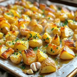 To make the best crispy roasted garlic potatoes, you need a few simple ingredients. Each one adds great taste and texture to the dish. Here’s what you’ll need: - 2 lbs baby potatoes, halved - 5 cloves garlic, minced - 3 tablespoons extra virgin olive oil - 1 teaspoon dried rosemary - 1 teaspoon smoked paprika - ½ teaspoon sea salt - ¼ teaspoon freshly ground black pepper - Zest of 1 lemon - Fresh parsley, finely chopped (for garnish) These ingredients create a flavor bomb that pairs well with many meals. Baby potatoes give a nice bite, while garlic adds depth. Olive oil helps achieve that crispy finish. The herbs and spices bring all the flavors together. Don't forget the lemon zest! It brightens the dish and makes it pop. You can find the full recipe online to make this tasty side dish. Enjoy the process and the delicious results! Start by preheating your oven to 425°F (220°C). This temperature helps the potatoes get crispy. While it heats, line a large baking sheet with parchment paper. This keeps the potatoes from sticking and makes cleanup easy. In a large mixing bowl, add 2 pounds of halved baby potatoes. Next, mix in 5 minced garlic cloves, 3 tablespoons of extra virgin olive oil, 1 teaspoon of dried rosemary, 1 teaspoon of smoked paprika, ½ teaspoon of sea salt, and ¼ teaspoon of black pepper. Use your hands or a spatula to toss everything well. Make sure each potato gets coated in this tasty mix. Transfer the seasoned potatoes to the baking sheet. Arrange them in a single layer with the cut sides facing down. This step is key for that crispy texture we all love! Place the sheet in your preheated oven and roast for 30 to 35 minutes. Flip the potatoes halfway through cooking for even browning. They should turn golden brown and crispy. When the potatoes are done, take the baking sheet out of the oven. Zest one lemon over the hot potatoes to add a bright flavor. Toss the potatoes gently to spread the zest around. Finish by sprinkling finely chopped fresh parsley on top for color and freshness. Serve your crispy roasted garlic potatoes hot as a side dish or a tasty snack. Enjoy the amazing aroma of garlic in your kitchen! To get crispy roasted garlic potatoes, the right oven temp is key. Set your oven to 425°F (220°C). This high heat helps the potatoes brown well. Use baby potatoes for even cooking. Halve them to create more surface area. This lets them crisp up nicely. Don't overcrowd the baking sheet. Give them space to breathe and roast evenly. Flip the potatoes halfway through cooking for nice browning all over. For added flavor, try using fresh herbs. Rosemary and thyme work well. You can also add a splash of balsamic vinegar before roasting. This will give a sweet tang. If you enjoy heat, sprinkle some red pepper flakes. This adds a nice kick to the dish. Lemon zest is a must; it brightens the flavors. The zest adds a fresh, citrusy aroma that enhances the garlic. A good baking sheet makes a big difference. Use a heavy-duty one for even heat. Parchment paper helps with sticking and cleanup. A large mixing bowl is great for tossing the potatoes. Use a spatula or your hands for the best coating. A microplane zester is handy for lemon zest. These tools make your cooking process smoother and more fun. For the full recipe, check out the details above. Enjoy your cooking! {{image_4}} You can swap out dried rosemary with fresh herbs. Try thyme, oregano, or basil. Each herb brings its own unique taste. For a stronger flavor, use fresh herbs instead of dried ones. This change can make your crispy roasted garlic potatoes even more special. Feel free to adjust the spices to suit your taste. Instead of smoked paprika, use regular paprika for a milder flavor. You can also add cayenne pepper for heat. A pinch of cumin adds a warm, earthy note. Experiment with these spices to find your perfect blend. Want to make your potatoes even tastier? Add diced onions or bell peppers to the mix. They roast well and add sweetness. For a cheesy twist, sprinkle grated parmesan during the last few minutes of roasting. A splash of balsamic vinegar before serving can also brighten the flavors. Check out the Full Recipe for more ideas! After enjoying your crispy roasted garlic potatoes, let them cool down. Place any leftovers in an airtight container. They will stay fresh in the fridge for up to three days. Make sure to keep them sealed well to prevent drying out. To reheat the potatoes, preheat your oven to 400°F (200°C). Spread the potatoes on a baking sheet. Heat them for about 10-15 minutes. This keeps them crispy. You can also use an air fryer for about 5-7 minutes. Check them often to avoid burning. While I recommend eating the potatoes fresh, you can freeze them. Allow the cooked potatoes to cool completely. Place them in a freezer-safe bag or container. They can be frozen for up to three months. When ready to eat, thaw them in the fridge overnight before reheating. I recommend using baby potatoes. They are small and cook evenly. Their thin skin helps create that crispy texture we love. You can also use Yukon Gold or red potatoes. Both add great flavor and hold their shape well. Yes, you can prep these potatoes ahead of time. Cut them and toss with the seasonings. Store in the fridge for up to 24 hours. When you’re ready to cook, just pop them in the oven. This saves time and makes meal prep easier. The crispy roasted garlic potatoes are already vegan. They use olive oil and fresh ingredients. Just follow the recipe. You can also add a sprinkle of nutritional yeast for a cheesy flavor. You can use garlic powder, but fresh garlic is best. It gives a strong, bold flavor. If you use powder, try about 1 teaspoon for every clove. Adjust to taste, but remember, fresh garlic brings more aroma and taste to the dish. For the full recipe, check out the earlier section. You’ve learned how to make delicious roasted baby potatoes. We discussed the right ingredients, like garlic and smoked paprika, for amazing flavor. I shared simple steps to prepare and roast them perfectly. You also picked up tips for crispiness and flavor upgrades. Don't forget about spice variations and storage tips for leftovers. Keep experimenting with your roasted potatoes for new twists. Enjoy this tasty dish at your next meal!