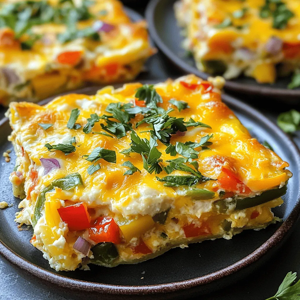 To make a delicious and easy breakfast casserole, gather these ingredients: - 6 large eggs - 1 cup milk (can substitute with non-dairy milk) - 2 cups diced bread (preferably whole grain or sourdough) - 1 cup bell peppers, diced (a mix of red and green adds color) - 1 cup fresh spinach, roughly chopped - 1/2 cup red onion, finely diced - 1 cup shredded cheese (cheddar or your favorite blend) - 1 teaspoon garlic powder - 1 teaspoon onion powder - Salt and pepper to taste - 1 tablespoon olive oil (for sautéing) - Optional: Fresh herbs (such as parsley or chives) for garnish You can easily swap some ingredients based on your needs. For instance: - Use almond milk or coconut milk instead of regular milk. - A gluten-free bread works well for those avoiding gluten. - Spinach can be replaced with kale or Swiss chard for a different taste. - Any cheese can be used, such as mozzarella or feta. For extra flavor and nutrition, consider these add-ins: - Cooked sausage or bacon for a meaty touch. - Mushrooms for an earthy flavor. - Zucchini or broccoli for more veggies. - Hot sauce or salsa for a spicy kick. - Fresh herbs like basil or thyme can brighten the dish. Feel free to get creative with this easy breakfast casserole. The combinations are endless! For the full recipe, check out the detailed instructions above. 1. Gather your ingredients. You need eggs, milk, bread, veggies, and cheese. 2. Preheat your oven. Set it to 350°F (175°C). This helps the casserole bake evenly. 3. Chop the veggies. Dice the bell peppers and finely chop the onion. 4. Prepare the skillet. Heat olive oil in a large skillet over medium heat. 1. Sauté the onion and peppers. Cook them for about 5 minutes until soft. 2. Add spinach. Stir in the chopped spinach for 2 more minutes. Then, remove from heat. 3. Mix the eggs. In a bowl, whisk the eggs and milk together. Add garlic and onion powder, salt, and pepper. 4. Combine ingredients. Stir the sautéed veggies into the egg mixture. Then, fold in the diced bread and half the cheese. 5. Prepare the baking dish. Grease a 9x13 inch dish and pour in the mixture. 6. Top with cheese. Sprinkle the remaining cheese over the casserole. 7. Bake it. Place the dish in the oven for 35-40 minutes. Check for a golden top and set center. 8. Cool and slice. Let it sit for a few minutes before cutting into squares. - Use a toothpick. Insert it into the center. If it comes out clean, the casserole is ready. - Watch the color. Look for a nice golden brown on top. This means it's fully baked. - Avoid overcooking. Keep an eye on it to prevent drying out. By following these steps, you can whip up a delicious breakfast casserole that everyone will love. Don't forget the full recipe for more details! To make your easy breakfast casserole a breeze, prep ahead. Start by chopping all your veggies the night before. Store them in the fridge. This quick step saves you time in the morning. You can also mix the egg and milk blend ahead. Just cover it and chill until you're ready to bake. Adding flavor boosts your casserole to the next level. Try using fresh herbs like basil or parsley. They add brightness. You can also mix in some spices, such as paprika or chili powder. This adds depth and warmth to each bite. For a richer taste, consider using a mix of cheeses. Cheddar and feta work great together! A few common mistakes can ruin your casserole. First, don’t skip the sautéing step. Cooking the veggies first brings out their flavor. Another mistake is not letting the casserole cool before cutting. If you cut it too soon, it will fall apart. Lastly, avoid using stale bread. Fresh bread absorbs the egg mixture better and helps create that perfect texture. {{image_4}} For a vegetarian option, simply skip the meat. You can add more veggies, like zucchini or mushrooms. If you want a vegan version, swap the eggs with a mixture of silken tofu and nutritional yeast. Use non-dairy milk and vegan cheese. This keeps the texture creamy and flavorful. To make this casserole low-carb, replace the bread with cauliflower rice. This change cuts carbs but keeps the casserole filling. For a gluten-free version, choose gluten-free bread. This way, you still enjoy the same great taste without gluten. You can add meats like cooked sausage, bacon, or ham for extra flavor. Just mix them in with the veggies. For spices, consider adding paprika or cumin for a kick. You can even try fresh herbs like basil or cilantro. They add a fresh taste and aroma to your dish. Feel free to explore these variations to suit your taste. Each change brings a new twist to the classic breakfast casserole. Check out the Full Recipe for more ideas! To keep your breakfast casserole fresh, let it cool first. Once cooled, cover it tightly with plastic wrap or foil. You can also store it in an airtight container. This helps prevent drying out. The casserole stays good for up to three days in the fridge. When you are ready to eat, preheat your oven to 350°F (175°C). Place the casserole in an oven-safe dish. Cover it with foil to keep it moist. Heat for about 15-20 minutes, or until it’s warm throughout. You can also use a microwave for quick reheating. Just heat in short bursts and check often. If you want to keep it longer, freeze your breakfast casserole. Cut it into squares for easy portions. Wrap each piece in plastic wrap, then place them in a freezer bag. This way, you can grab one when you need it. It can stay frozen for up to three months. To reheat, let it thaw overnight in the fridge. Then, follow the reheating instructions to warm it up. Enjoy your meal! The best way to make a breakfast casserole is to start with fresh ingredients. Use eggs, milk, and a mix of veggies. Sauté the veggies first to bring out their flavor. Then, mix everything in a bowl. Pour it into a greased baking dish and bake until golden. This method ensures even cooking and great taste. Yes, you can prepare this casserole in advance. You can mix the ingredients the night before. Just cover it and store it in the fridge. In the morning, bake it right before serving. This saves time and makes breakfast easy! A breakfast casserole lasts about 3 to 4 days in the refrigerator. Make sure to store it in an airtight container. This keeps it fresh and tasty for your next meal. If you want to keep it longer, try freezing it. Yes, you can freeze breakfast casserole. Once it cools, cut it into portions. Wrap each portion tightly in plastic wrap. Then, place them in a freezer bag. They can last for up to 3 months. Just reheat them in the oven when you’re ready to eat. Some great toppings for breakfast casserole include fresh herbs, salsa, or avocado. You can also add hot sauce for a kick. These toppings add flavor and texture to each bite. Absolutely! You can use any veggies you like. Zucchini, mushrooms, or broccoli work well. Just remember to sauté them first. This helps to soften them and enhance their taste. To check if your casserole is done, look for a golden top. Insert a toothpick in the center. If it comes out clean, it’s ready. The center should not jiggle when you tap the dish. Whole grain or sourdough bread works best for breakfast casserole. These types absorb the egg mixture well. They also add a nice texture and flavor to the dish. Yes, you can substitute eggs with a vegan option. Use a mix of silken tofu and nutritional yeast. This gives a similar texture and flavor. You can also try flaxseed meal mixed with water for binding. We covered the key ingredients, easy steps, and smart tips for making a breakfast casserole. You learned how to swap ingredients, enhance flavors, and avoid common mistakes. Plus, we explored tasty variations to fit different diets. Remember, storing leftovers well can make your meal last longer. With this knowledge, you can create a breakfast casserole that delights everyone. Enjoy experimenting in the kitchen!