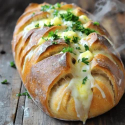 - 1 loaf of fresh sourdough bread (or any round artisan bread) - 1/2 cup unsalted butter, melted - 4 cloves of garlic, finely minced - 1 cup grated Parmesan cheese - 1 tablespoon fresh parsley, finely chopped - 1 teaspoon dried oregano - 1 teaspoon sea salt - 1/2 teaspoon freshly ground black pepper - Additional grated Parmesan cheese - Extra parsley for garnish In Garlic Parmesan Pull Apart Bread, the ingredients shine. Start with a fresh loaf of sourdough. Alternatively, use any round artisan bread. The bread gives a perfect texture for pulling apart. Next, you need melted butter. I recommend unsalted butter for a balanced flavor. Add minced garlic, which brings a rich taste. Fresh garlic is key to a great aroma and flavor. Cheese is important in this recipe. Grated Parmesan cheese adds a salty, nutty flavor. The cheese melts beautifully, making every bite creamy and rich. Fresh parsley, oregano, sea salt, and black pepper add depth and freshness. These spices enhance the overall taste. For garnishes, consider adding more Parmesan cheese on top. Extra parsley adds a nice color and fresh touch. These optional garnishes make your bread even more appealing and delicious. Remember, the quality of your ingredients matters. Fresh, high-quality items lead to the best results. Enjoy preparing this delightful dish! - Preheat the oven to 350°F (175°C). - Prepare a baking sheet lined with parchment paper. - Make deep cuts in a grid pattern about 1-inch apart. - Pull apart sections to create pockets. - Apply the garlic butter mixture into each pocket. - Distribute grated Parmesan cheese evenly. - Wrap the bread in aluminum foil and bake for 15-20 minutes. - Remove the foil and bake for an additional 10 minutes. As you bake this bread, you'll fill your kitchen with a warm, inviting aroma. The garlic and cheese blend perfectly, making it hard to resist. Each step is simple, but the results are impressive. Enjoy pulling apart each cheesy piece! - Make sure not to cut through the base of the loaf. This keeps the bread intact. - Ensure pockets are well-filled with garlic butter and cheese. This adds great flavor. - Serve warm with marinara for dipping. The sauce adds a tasty touch. - Pair with soups or salads for an elevated meal. This makes a great side. - Use a rustic wooden board for serving. This adds charm to your dish. - Consider garnishing with additional herbs for color. Fresh parsley looks lovely. {{image_4}} You can easily change the cheese in this recipe. Try mozzarella for a creamier taste. Cheddar adds a sharp flavor that many love. Both options work well in pull-apart bread. Don’t be afraid to play with spices too. Thyme gives a fresh note, while rosemary adds a warm, earthy taste. These small changes make your bread unique. If you need a gluten-free option, look for gluten-free bread. Many brands offer great alternatives that still taste amazing. For those who follow a vegan diet, use dairy-free butter and cheese. There are many tasty vegan cheeses today that melt well. These swaps let everyone enjoy this delicious treat. For a savory twist, add cooked bacon bits to the mix. The salty bacon pairs well with garlic and cheese. You can also try adding sun-dried tomatoes. Their sweet, tangy flavor elevates the bread. Roasted red peppers add a lovely color and taste. These enhancements make your pull-apart bread even more special. You should store any leftovers in an airtight container. This keeps the bread fresh. It is best consumed within 2-3 days for the best taste. After that, it may lose its flavor and texture. To freeze the bread, wrap it tightly in plastic wrap. Then, add a layer of aluminum foil on top. This helps prevent freezer burn. When you want to eat it, thaw it in the fridge overnight. Before serving, reheat it in the oven. The best way to reheat the bread is in the oven. This restores the crispy crust and warm center. Avoid using a microwave, as it can make the bread soggy. Instead, bake it at 350°F (175°C) for about 10 minutes to enjoy its deliciousness again. - Follow the step-by-step instructions outlined above for the Full Recipe. - Yes, any round artisan bread works well, including ciabatta or focaccia. - Keep leftovers in an airtight container in the refrigerator for up to 3 days. Garlic Parmesan Pull Apart Bread is simple and fun to prepare. You need fresh artisan bread, garlic, butter, and cheese. Follow the steps to create delicious pockets filled with flavor. Remember, you can customize with different ingredients. This dish pairs well with dips, soups, or salads, making it a great addition to any meal. Enjoy the warm, cheesy goodness that brings friends and family together. Don’t hesitate to try your own twists. Cooking should be all about creativity and flavor.