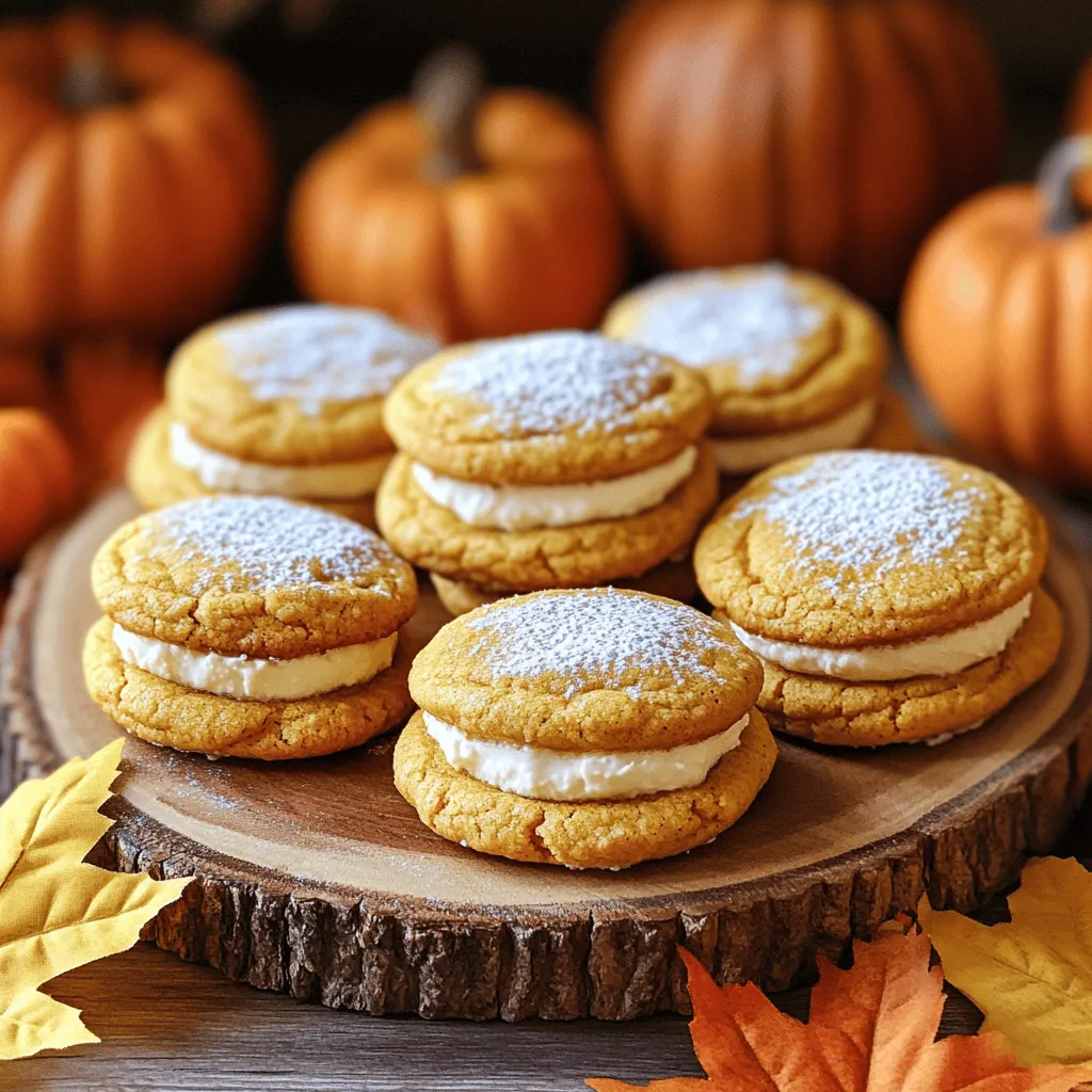 To make pumpkin cheesecake stuffed cookies, you need a few key ingredients. These components create a rich flavor and smooth texture. - For the Cookies: - 1 cup unsalted butter, softened - 1 cup packed brown sugar - 1/2 cup granulated sugar - 1 large egg - 1 teaspoon vanilla extract - 2 cups all-purpose flour - 1 teaspoon baking soda - 1 teaspoon baking powder - 1/2 teaspoon salt - 1 teaspoon ground cinnamon - 1/2 teaspoon ground nutmeg - 1/4 teaspoon ground ginger - 1 cup canned pumpkin puree - For the Cheesecake Filling: - 8 oz cream cheese, softened - 1/4 cup granulated sugar - 1/2 teaspoon vanilla extract - Pinch of salt These ingredients work together to give the cookies their unique taste. If you want to change things up, consider adding some chocolate chips or nuts. These can add extra texture and flavor to your cookies. You can also experiment with spices like cloves or allspice for a different twist. For the full recipe, check out the details on how to mix and bake these delicious cookies. To start, take your softened cream cheese and place it in a mixing bowl. Mix it until it becomes creamy. This step is key to a smooth filling. Next, add the granulated sugar, a pinch of salt, and vanilla extract. Blend these together until the mixture is smooth and well combined. Once that’s done, set the filling aside. Letting it sit allows the flavors to meld beautifully. Now, let’s move on to the cookie dough. In a large bowl, cream the softened butter, packed brown sugar, and granulated sugar together. Mix these on medium speed for about 2-3 minutes. You want it light and fluffy. After that, beat in one egg and a teaspoon of vanilla extract. Mix until everything is fully combined. In another bowl, whisk together two cups of all-purpose flour, baking soda, baking powder, salt, cinnamon, nutmeg, and ginger. Gradually add this dry mixture to your wet ingredients. Mix just until combined. It’s important not to overmix, as this helps keep the cookies tender. Finally, gently fold in the pumpkin puree until it’s evenly incorporated. The dough will be slightly sticky, which is just right for these cookies. Chilling the dough is very important. Cover the bowl with plastic wrap and refrigerate it for at least 30 minutes. This makes the dough easier to handle. When you’re ready, preheat your oven to 350°F (175°C) and line two baking sheets with parchment paper. Scoop about a tablespoon of the pumpkin cookie dough and flatten it into a disc in your palm. Place a teaspoon of the cheesecake filling in the center. Gently fold the edges of the dough over the filling, sealing it completely. Roll it into a ball and place it on the baking sheet. Repeat this until you use all the dough and filling. Now, let’s bake! Place the cookies in the preheated oven for 12-15 minutes. Look for a light golden color around the edges. The centers should still look soft, as they will firm up while cooling. After baking, let the cookies rest on the baking sheet for about 5 minutes. Then, carefully transfer them to a wire rack to cool completely. To see the complete recipe with all the details, check out the Full Recipe. To get the best cookie texture, avoid overmixing the dough. When you mix too much, the cookies can get tough. Aim to mix just until all ingredients come together. Use the right baking time and temperature for perfect results. Preheat your oven to 350°F (175°C). Bake the cookies for 12 to 15 minutes. They should look soft in the middle and golden at the edges. For uniform cookie size, use a cookie scoop. This helps each cookie bake evenly. Remember to flatten the dough slightly before adding the cheesecake filling. To boost flavor, consider adding spices like ground cloves or allspice. A splash of maple extract can add a nice twist too. Using fresh pumpkin puree can enhance taste, but canned is fine and easy. If you use canned, pick a quality brand for the best flavor. Add mix-ins to make these cookies even tastier. Chocolate chips, nuts, or dried fruit can add texture and flavor. Try adding a handful of your favorite mix-ins to the dough for extra deliciousness. For the full recipe, check out the complete instructions above. Enjoy baking! {{image_4}} You can switch up the cheesecake filling for fun flavors. Try adding chocolate or caramel to the mix. These flavors add a rich twist to the classic pumpkin taste. If you want something lighter, consider using Greek yogurt instead of cream cheese. It gives a nice tang while keeping the filling creamy. If you need to make the recipe suitable for dietary needs, there are great options. For a vegan alternative, use a plant-based cream cheese made from nuts or tofu. You can also opt for gluten-free cream cheese if you want to avoid gluten. Just make sure to check the labels when you shop. The cookie dough is flexible, too. You can use different types of flour, such as whole wheat or almond flour. Each flour brings a unique taste and texture. If you want a sweeter cookie, add more sugar or mix in some chocolate chips for extra sweetness. Seasonal flavors are fun to play with as well! Try adding spices like cardamom or cloves for a twist. You can also mix in dried fruits like cranberries or chopped nuts for added crunch. These small changes can make your pumpkin cheesecake stuffed cookies unique and special! For the complete recipe, check out the Full Recipe. To keep your pumpkin cheesecake stuffed cookies fresh, use an airtight container. This helps maintain their softness. If you want them crunchy, store them uncovered at room temperature. You can freeze the cookies for later. Just wrap them in plastic wrap and place them in a freezer bag. To enjoy later, thaw them in the fridge overnight or let them sit at room temperature for a few hours. These cookies can last about 3-5 days on the counter. Keep them in a cool, dry place, away from heat. For longer freshness, store them in the fridge. They can stay good for a week or more when chilled. Watch for signs of spoilage. If the cookies become hard, dry, or develop an off smell, it’s time to toss them. Always trust your senses! Yes, you can make these cookies ahead of time. Here are some tips: - Prepare the cheesecake filling and cookie dough. Store them separately in the fridge. - Chill the dough for about 30 minutes before using it. This helps with shaping. - When ready to bake, simply assemble and bake the cookies fresh. You can use several options for egg replacements: - Flaxseed meal: Mix 1 tablespoon of flaxseed with 2.5 tablespoons of water. Let it sit until it thickens. - Applesauce: Use 1/4 cup of unsweetened applesauce for each egg. - Mashed banana: Substitute 1/4 cup of mashed banana for each egg. These options help bind the ingredients and keep the texture nice. If you want to reduce the sugar content, try these ideas: - Cut the sugar: Reduce the brown sugar by 1/4 cup. - Use unsweetened ingredients: Choose unsweetened pumpkin puree and cream cheese. - Add spices: Increase cinnamon or nutmeg to balance flavors without extra sugar. Finding the right balance can keep the cookies tasty and enjoyable! For the full recipe, check out the cooking section above. In this article, we covered how to make Pumpkin Cheesecake Stuffed Cookies. We explored the key ingredients, detailed preparation steps, and shared tips for perfect cookies. You learned about storage methods and variations for different tastes. Each step is crucial for getting soft, tasty cookies. Experiment with flavors and enjoy your baking. With these skills, you can impress friends and family with your delicious treats. The joy of baking is all about trying new things and sharing them. Happy baking!