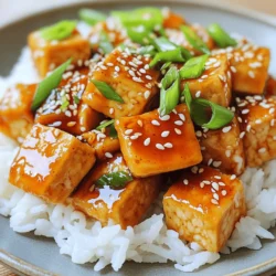 - 1 block (14 oz) firm tofu, thoroughly drained and pressed - 4 tablespoons soy sauce - 2 tablespoons maple syrup - 1 tablespoon sriracha - 3 cloves garlic, finely minced - 1 tablespoon fresh ginger, grated - 2 tablespoons cornstarch - 2 tablespoons vegetable oil - 1 teaspoon sesame oil - 1/4 cup green onions, sliced, for garnish - 1 tablespoon sesame seeds (optional) - Cooked rice or quinoa, for serving Choosing the right tofu Choose firm tofu for this recipe. It holds its shape well and crisps up nicely. Soft or silken tofu won't work as well for frying. Suggested vegan substitutions For a vegan option, use maple syrup instead of honey. Also, gluten-free soy sauce works for those avoiding gluten. Recommended sauces and seasonings Experiment with different sauces! Try tamari for a gluten-free choice. You can also mix in a bit of hoisin sauce for extra sweetness. Pressing and cutting tofu Start by pressing the tofu. Use a tofu press or wrap it in a clean towel. Place a heavy object on top. This step removes excess water. After about 15 minutes, cut the tofu into bite-sized cubes. Make sure the pieces are uniform for even cooking. Preparing the marinade In a medium bowl, combine soy sauce, maple syrup, sriracha, minced garlic, and grated ginger. Use a whisk to mix well. This marinade brings sweet and spicy flavors to the tofu. Once mixed, add the cubed tofu. Gently toss to coat every piece. Let it marinate for 15-20 minutes. Marinading and coating tofu After marinating, sprinkle cornstarch over the tofu. Toss again, ensuring each cube is coated. The cornstarch helps achieve that perfect crispy texture when cooked. Cooking the tofu for optimal crispiness Heat vegetable oil in a large skillet over medium-high heat. Once hot, add tofu cubes in a single layer. Avoid overcrowding the pan; cook in batches if needed. Let the tofu cook undisturbed for about 8-10 minutes. Flip the cubes gently until they turn golden brown and crisp. Adding flavor enhancements Once crispy, drizzle sesame oil over the tofu. Toss gently to coat. If you have leftover marinade, pour it into the skillet. Cook for another 1-2 minutes. This thickens the sauce, making it cling to the tofu. Serving suggestions Transfer the crispy tofu to a serving platter. Garnish with sliced green onions and sesame seeds if you like. Serve it over cooked rice or quinoa. This meal is not just tasty; it looks beautiful too! For the complete process, check the Full Recipe. How to get crisp tofu To get crispy tofu, start with firm tofu. Drain it well and press it to remove excess water. This step is key. Cut the tofu into even cubes. Pat them dry with a paper towel. Next, coat the tofu in cornstarch. This layer will help it crisp up nicely when cooked. Importance of marination time Marinating the tofu is vital. Let it soak in the marinade for at least 15-20 minutes. This time allows the tofu to absorb all the sweet and spicy flavors. More time means better flavor. Enhancing spice levels If you like heat, adjust the sriracha. Start small and add more to taste. You can also try adding red pepper flakes for extra spice. This will give your dish a nice kick. Additional ingredients for more flavor Consider adding fresh herbs or sesame seeds. Chopped cilantro or basil can brighten the dish. You can also toss in vegetables like bell peppers or snap peas. This adds color and crunch. Recommended cookware For this recipe, a large skillet works best. A cast-iron skillet can give great heat. Also, use a non-stick pan if you want easy cleanup. Tools for easy preparation A sharp knife makes cutting tofu easier. Use a cutting board for safety. Have a whisk ready for mixing the marinade. A spatula will help you flip the tofu while cooking. For the full recipe, refer to the Sweet and Spicy Garlic Tofu section above. {{image_4}} You can make sweet and spicy garlic tofu unique with ingredient swaps. If you want a different sweetener, try agave syrup or honey. Both add sweetness without losing flavor. For sauces, you can use tamari for a gluten-free option. If you need vegan protein alternatives, consider chickpeas or tempeh. Both can soak up flavors well. This way, you still get a tasty meal while exploring other ingredients. To change spice levels, adjust the sriracha. If you like it milder, cut back on the sriracha. To make it spicier, add a pinch of cayenne or chili flakes. Adding vegetables can also boost flavor and nutrition. Try bell peppers, broccoli, or snap peas. They add color and crunch, making your dish even more exciting! For creative plating, stack the tofu cubes in a pyramid. This adds height and looks impressive. You can also arrange the tofu on a bed of rice or quinoa for a beautiful base. Side dishes can enhance this meal. Serve it with a fresh salad or roasted veggies. These options balance the richness of the tofu and make your meal more complete. For the full recipe, check out the Sweet and Spicy Garlic Tofu details. To keep your sweet and spicy garlic tofu fresh, store it in an airtight container. This helps lock in flavors and moisture. Place the tofu in the fridge within two hours after cooking. Aim to use leftovers within three to four days for the best taste. When reheating tofu, the best method is to use a skillet. Heat some oil over medium heat. Add the tofu and cook for about five minutes, flipping it often. This helps restore its crispiness. You can also use the microwave, but it may make the tofu softer. If you're short on time, microwave it for about one minute, then check if it's warm enough. To freeze sweet and spicy garlic tofu, first cool it completely. Then, place it in a freezer-safe container. You can also use freezer bags. Make sure to remove as much air as possible. The tofu can last up to three months in the freezer. When you are ready to eat it, thaw it overnight in the fridge. Once thawed, reheat it in a skillet to bring back that delicious texture. Is this recipe vegan-friendly? Yes, this recipe is vegan. Tofu is made from soybeans and is a great plant-based protein. The other ingredients, like soy sauce and maple syrup, are also vegan. You can enjoy this delicious dish with peace of mind. Can I use soft tofu instead of firm? I recommend using firm tofu for this recipe. Firm tofu holds its shape better when cooked. Soft tofu can break apart easily, which may affect the dish’s texture and presentation. How do I adjust the spice level? You can adjust the spice level by changing the amount of sriracha. Start with less if you prefer a milder taste. You can also add more after cooking if you want extra heat. What side dishes pair well with this tofu? This tofu goes well with simple sides. Try fluffy rice or quinoa to soak up the sauce. Steamed vegetables or a fresh salad also make great choices. They balance the bold flavors and add color to your plate. Caloric content of the dish This dish has about 220 calories per serving. Most of the calories come from the tofu and the oils used in cooking. It’s a filling dish, perfect for lunch or dinner. Health benefits of tofu and related ingredients Tofu is a great source of protein and contains all nine essential amino acids. It is low in calories and high in iron and calcium. The garlic and ginger add flavor and have health benefits too, like boosting your immune system. Enjoying this dish helps you eat healthily while savoring great taste! This recipe for sweet and spicy garlic tofu offers a delicious way to enjoy plant-based meals. We discussed key ingredients, preparation, and tips for achieving that perfect crispy texture. You can customize flavors and even store leftovers for future meals. Experiment with ingredients and enjoy your cooking journey. This dish will impress your friends and family. Have fun creating your unique version, and remember, the kitchen is all about creativity!