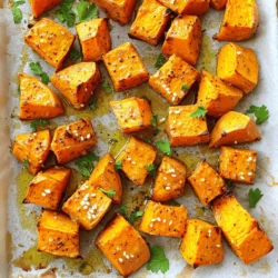 - 4 medium sweet potatoes, peeled and cut into 1-inch cubes - 3 tablespoons extra virgin olive oil - 1 teaspoon smoked paprika - 1 teaspoon garlic powder - Sea salt and freshly ground black pepper, to taste - 1/4 cup tahini - 2 tablespoons freshly squeezed lemon juice - 2 tablespoons pure maple syrup - 1-2 tablespoons water (for adjusting tahini consistency) - Fresh parsley, finely chopped (for garnish) - Toasted sesame seeds (for garnish) - A pinch of cayenne pepper for heat - Chopped green onions for added freshness - Crumbled feta cheese for a creamy touch If you need alternatives, try using almond butter instead of tahini. You can swap sweet potatoes for butternut squash if desired. Olive oil can be replaced with avocado oil for a different flavor. Start by preheating your oven to 425°F (220°C). This high heat helps create a nice caramelized flavor. Line a large baking sheet with parchment paper. This step keeps the sweet potatoes from sticking and makes cleanup a breeze. Next, take 4 medium sweet potatoes. Peel them and cut them into 1-inch cubes. Place the cubes in a large mixing bowl. Add 3 tablespoons of extra virgin olive oil. Then, sprinkle in 1 teaspoon of smoked paprika, 1 teaspoon of garlic powder, sea salt, and freshly ground black pepper. Toss everything together until the sweet potatoes are well coated. Spread the sweet potatoes in a single layer on the baking sheet. Make sure they aren't crowded; this helps them roast evenly. Roast them in the oven for 25 to 30 minutes. About halfway through, give them a stir for even cooking. When they are tender and golden brown, they are ready. While the sweet potatoes roast, you can prepare the tahini drizzle. In a small mixing bowl, combine 1/4 cup tahini, 2 tablespoons of freshly squeezed lemon juice, and 2 tablespoons of pure maple syrup. Whisk these ingredients together until smooth. If the mixture is too thick, add 1 to 2 tablespoons of water. Keep adding water until the tahini reaches a creamy consistency. Once the sweet potatoes are done, take them out of the oven and let them cool for about 5 minutes. Drizzle the tahini sauce over the warm sweet potatoes. Finish with freshly chopped parsley and toasted sesame seeds for color and flavor. Enjoy this delicious dish! For the full recipe, check out the details provided. To get sweet potatoes that are soft inside and crispy outside, follow these tips. Cut your sweet potatoes into even 1-inch cubes. This size helps them cook evenly. Toss them well with olive oil and spices. Make sure they are in a single layer on the baking sheet. Overcrowding can lead to steaming. Roast at 425°F (220°C) for 25-30 minutes. Stir halfway through for even browning. Look for a golden color and a tender texture. Tahini can be thick and hard to drizzle. To make it smooth, start with a small bowl. Mix tahini, lemon juice, and maple syrup first. Then, add water one tablespoon at a time. Whisk until creamy. If it’s still thick, keep adding water. This way, your tahini drizzle will coat the sweet potatoes perfectly. Presentation is key! Serve your roasted sweet potatoes on a large platter. Drizzle the tahini sauce over them right before serving. Sprinkle with fresh parsley and toasted sesame seeds. These bright colors make the dish pop. Pair this dish with a light salad or grilled protein for a complete meal. You can also enjoy it as a snack. For the full recipe, be sure to check out the details above. {{image_4}} You can easily add more veggies or proteins to your sweet potatoes. Try mixing in chickpeas for extra fiber and protein. They roast well and add a nice crunch. Carrots or bell peppers also work great. Just cut them into similar sizes for even cooking. If you want to add leafy greens, toss in some spinach or kale after roasting. They wilt quickly and add color. You can also mix in nuts like walnuts or almonds for a crunchy texture. Get creative and make this dish your own! Changing up the spices can give your dish a new twist. Instead of smoked paprika, try cumin for a warm flavor. Or add a bit of chili powder for some heat. You can also use fresh herbs like rosemary or thyme to boost the taste. If you want a different sauce, try peanut sauce instead of tahini. It brings a sweet and nutty flavor that pairs well with sweet potatoes. You can also drizzle balsamic glaze for a tangy kick. Experimenting with flavors can make each meal unique! This recipe is vegan-friendly, thanks to tahini. If you want a non-vegan option, you can add yogurt or sour cream on top. These will add creaminess and a different flavor profile. For those not keen on tahini, you can swap it with almond butter. It gives a nutty taste and works well with the sweetness of the potatoes. Explore these options to find what suits your taste! To keep your roasted sweet potatoes fresh, let them cool first. Place them in an airtight container. Store them in the fridge for up to three days. This keeps them tasty and safe to eat later. When you are ready to eat your leftovers, preheat your oven to 350°F (175°C). Spread the sweet potatoes on a baking sheet. Reheat them for about 10-15 minutes. This method helps keep their texture and flavor. You can also use a microwave. Heat them in short bursts of 30 seconds until warm. Drizzle the tahini sauce on top after reheating. If you want to freeze your sweet potatoes, cool them first. Spread them out on a baking sheet in a single layer. Freeze for a few hours until solid. Then, transfer them to a freezer bag. Remove as much air as possible. They can stay in the freezer for up to three months. For the tahini drizzle, store it in a separate container. You can freeze it too, but make sure to whisk it again after thawing. You can serve roasted sweet potatoes with many dishes. Here are some great options: - Grilled chicken or fish - Quinoa salad with veggies - Steamed greens like broccoli or spinach - A fresh garden salad - Hummus and pita for a fun snack These dishes will add balance to your meal and make it more filling. You can mix and match based on what you like! Yes, you can make the tahini drizzle ahead of time. Store it in an airtight container in the fridge. It will stay fresh for about a week. Just remember to stir it well before using. If it thickens, you can add a little water to get it smooth again. To spice things up, try these ideas: - Add a pinch of cayenne pepper to the sweet potatoes before roasting. - Mix in some crushed red pepper flakes in the tahini drizzle. - Top the finished dish with sliced jalapeños for a fresh kick. These tips will give your dish the heat you want without overpowering the sweet flavor of the potatoes. Enjoy experimenting with your spice level! In this blog post, we explored how to make roasted sweet potatoes with tahini drizzle. We covered the main and optional ingredients, key preparation steps, and useful tips for perfect results. I shared variations to keep your meals exciting and storage tips to reduce waste. Remember, cooking is all about creativity. Don’t hesitate to experiment with flavors and textures. Enjoy your delicious dish and the joy of cooking!
