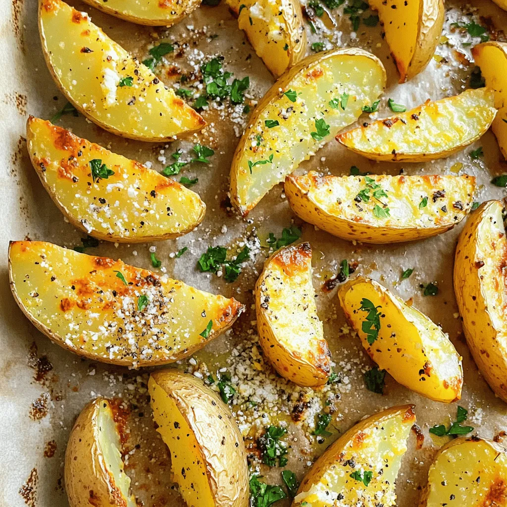 To make Greek lemon potato wedges, you need the following: - 4 large Russet potatoes, thoroughly washed and cut into wedges - 1/4 cup extra virgin olive oil - 3 tablespoons freshly squeezed lemon juice - 2 teaspoons dried oregano - 1 teaspoon garlic powder - 1 teaspoon onion powder - 1 teaspoon sea salt - 1/2 teaspoon freshly cracked black pepper - 1/4 cup grated Parmesan cheese (optional, for a cheesy twist) - Fresh parsley, finely chopped (for garnish) Choose firm potatoes with smooth skin. Avoid potatoes with spots or wrinkles. Look for Russet potatoes for crispiness. They have a high starch content, which gives a fluffy inside. Always check for freshness by feeling them. If they feel light or soft, skip them. Fresh potatoes cook better and taste great. You can add different flavors for a twist. Try fresh herbs like rosemary or thyme. For heat, add a pinch of cayenne pepper. You can also use a mix of cheeses for a richer taste. Consider mixing in some lemon zest for more zing. These options let you customize your wedges to fit your taste. For the full recipe, check out the complete details above. To start, grab four large Russet potatoes. Wash them well under running water. Cutting them into wedges is next. Aim for even sizes so they cook evenly. You want them to be about 1 inch thick. This size helps them get crispy on the outside while staying soft inside. Now, let’s make the marinade. In a big bowl, mix together the olive oil and lemon juice first. Add the dried oregano, garlic powder, onion powder, sea salt, and black pepper next. Whisk everything together until it looks smooth. This mixture will coat the wedges and add tons of flavor. After coating the wedges, place them on a baking sheet. Make sure they are in a single layer. Leave space between each wedge. This helps them get that crispy texture. If you like cheese, sprinkle Parmesan on top now. Bake them in the oven at 425°F (220°C) for about 30 to 35 minutes. Flip the wedges halfway through. They should be golden brown and crispy when done. Let them cool for a few minutes before serving. Don't forget to garnish with fresh parsley! For the full recipe, check the link. To get the best crispy texture for your potato wedges, follow these steps: - Cut the potatoes evenly. This ensures they cook at the same rate. - Soak the wedges in cold water for 30 minutes. This removes excess starch. - Dry the wedges well with a towel before adding oil. Moisture can make them soggy. - Use a high heat when baking. Preheat your oven to 425°F (220°C). - Arrange the wedges in a single layer. This helps them crisp up nicely. - Flip them halfway through baking. This promotes even browning on all sides. Greek Lemon Potato Wedges pair well with many dishes. Consider these ideas: - Serve with grilled chicken or lamb. The lemon complements these meats. - Pair with a fresh Greek salad for a light meal. The flavors work well together. - Add a dollop of tzatziki sauce on the side. The coolness balances the zest. - Try with roasted vegetables for a hearty side dish. The flavors blend beautifully. Making these wedges ahead of time is easy. Here’s how: - Prepare the marinade and coat the potato wedges. - Place them in an airtight container. Store in the fridge for up to 24 hours. - When ready to cook, preheat your oven and bake as instructed. - You can also freeze uncooked wedges. Just thaw and bake when needed. For the full recipe, don’t forget to check out the detailed instructions! {{image_4}} You can change the herbs and spices for a new taste. Try fresh rosemary or thyme for a different flavor. You can also use smoked paprika for a little heat. If you want a bit of sweetness, add some cumin. These choices make the dish unique while keeping it tasty. If you want a vegan version, skip the cheese. The lemon and spices still give great flavor. You can use nutritional yeast for a cheesy taste without dairy. It adds a nutty flavor that pairs well with the potatoes. Want to make it colorful? Add veggies like bell peppers or zucchini. Cut them in similar sizes to the potato wedges. Toss them in the same lemon marinade. This adds nutrition and makes your dish more vibrant. It’s a fun way to get even more flavor and color on your plate. For the full recipe, check out the details above. To store leftover potato wedges, let them cool first. Place them in an airtight container. This keeps them fresh for about three days. If you plan to eat them later, store them in the fridge. Avoid leaving them out at room temperature for too long, as this can make them soggy. When you want to reheat the wedges, the oven is your best friend. Preheat your oven to 400°F (200°C). Spread the wedges on a baking sheet. Heat them for about 10-15 minutes. This method helps keep them crispy. You can also use an air fryer for extra crunch. Just remember to not overcrowd the basket. If you want to freeze the wedges, let them cool completely first. Arrange them in a single layer on a baking sheet. Freeze them for about an hour until firm. Then transfer them to a freezer bag. Make sure to remove as much air as possible. They can last up to three months in the freezer. When ready to eat, bake them from frozen for a quick and easy snack. It takes about 30 to 35 minutes to cook these wedges. Preheat your oven to 425°F (220°C). Bake until they turn golden brown and crispy. Flipping them halfway helps in even cooking. Yes, you can use other potatoes. While Russet potatoes work well, Yukon Gold or red potatoes are also great. They add different textures and flavors. Just make sure to cut them into similar sizes for even cooking. These wedges pair well with many dishes. Serve them with grilled chicken, fish, or lamb. They also go great with a fresh salad or a yogurt dip. You can even enjoy them as a snack by themselves! Yes, these wedges are a healthier snack option. They contain olive oil, which is a good fat. The potatoes are rich in vitamins and minerals. Just watch your portion size, especially if you add cheese! You can prep the potatoes and marinate them in advance. Keep them in the fridge for a few hours. When ready, bake them fresh for a crispy treat. This makes meal prep easy and fun. Cut the potatoes into wedges of even size. This ensures they cook evenly. Use a sharp knife for safety and ease. Rinse them after cutting to remove excess starch for extra crispiness. Check for a golden brown color and crispy texture. You can also pierce a wedge with a fork. If it goes in easily, the potato is cooked through and ready to eat. Absolutely! You can add various spices like paprika or cayenne for a kick. Fresh herbs like thyme or rosemary also work well. Feel free to experiment to find your favorite flavor combination. For the full recipe, visit the [Full Recipe]. Greek lemon potato wedges are a delight made from fresh, simple ingredients. You learned how to select the best potatoes and create a tasty marinade. We explored tips for achieving that perfect crispy texture too. You can make these wedges your own by trying different herbs or adding veggies. With the right storage and reheating methods, you can enjoy leftovers later. Explore these wedges with various sides for a complete meal. Dive into making these delicious potatoes, and share your creations with others!