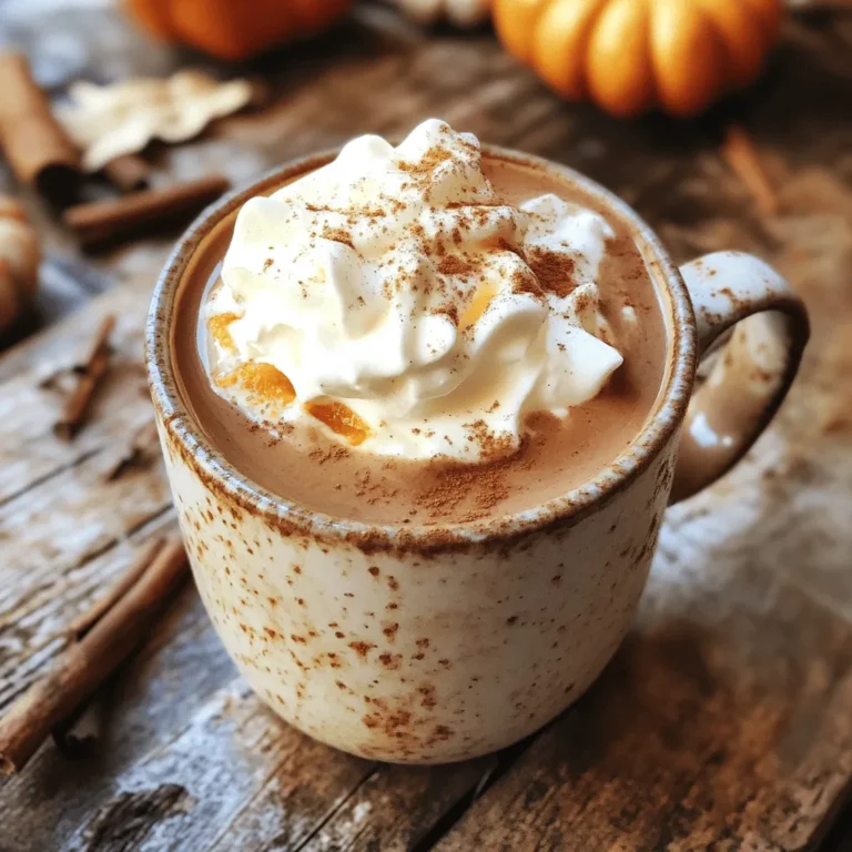 - 4 cups milk (dairy or non-dairy) - 1 cup canned pumpkin puree - 1/2 cup pure maple syrup - 1/4 cup unsweetened cocoa powder - 1 teaspoon vanilla extract - 1 teaspoon pumpkin pie spice - Pinch of salt - Whipped cream for serving - Ground cinnamon or nutmeg for garnish When I make Maple Pumpkin Hot Cocoa, I love using simple, fresh ingredients. First, I choose my milk. You can use dairy milk or go for non-dairy options like almond, oat, or coconut milk. Each brings a unique taste to the drink. Next, I add one cup of canned pumpkin puree. This gives the cocoa a rich flavor and creamy texture. The pumpkin also adds nutrients, making it a cozy treat that's good for you. For sweetness, I pour in half a cup of pure maple syrup. This syrup adds a natural sweetness that pairs perfectly with pumpkin and cocoa. I always use pure maple syrup for the best taste. I then add a quarter cup of unsweetened cocoa powder. It’s important to choose high-quality cocoa for the best flavor. To deepen the taste, I include one teaspoon of vanilla extract. This adds a warm and sweet note. Then, I mix in one teaspoon of pumpkin pie spice. This blend includes cinnamon, nutmeg, ginger, and allspice, giving the drink its seasonal vibe. Finally, I add a pinch of salt. This tiny amount helps to enhance all the flavors. When it’s time to serve, I top each mug with whipped cream. I also sprinkle ground cinnamon or nutmeg on top for a lovely finish. This drink is a true cozy delight, perfect for chilly days! - Start by pouring 4 cups of milk into your slow cooker. You can use dairy milk or a non-dairy option like almond or oat milk. - Next, add 1 cup of canned pumpkin puree. This gives your cocoa that rich fall flavor. - Pour in 1/2 cup of pure maple syrup for natural sweetness. - Add 1/4 cup of unsweetened cocoa powder. Choose a high-quality cocoa for the best taste. - Mix in 1 teaspoon of vanilla extract to deepen the flavor. - Sprinkle in 1 teaspoon of pumpkin pie spice for a warm, cozy touch. - Finally, add a pinch of salt to enhance the flavors. - Use a whisk to blend all the ingredients until smooth and uniform. Make sure there are no lumps. - Cover your slow cooker with the lid. Set it to low heat. - Allow the mixture to simmer for 2 hours. Stir it every 30 minutes. This helps keep everything mixed and prevents sticking. - After 2 hours, taste your hot cocoa. If you want it sweeter, stir in more maple syrup to your liking. - When it’s ready, ladle the hot cocoa into your favorite mugs. - Top each mug with a generous swirl of whipped cream. - For a fun finish, dust each serving with a little ground cinnamon or nutmeg. Enjoy! Stirring is key to a great hot cocoa. It keeps the mixture smooth and prevents sticking. I recommend stirring every 30 minutes during cooking. This ensures that all flavors blend well. Use a whisk for mixing. It helps create a velvety texture. Whisking also breaks up any clumps in the cocoa powder. Feel free to get creative with spices! You can add more pumpkin pie spice or even a dash of cayenne for heat. Vanilla extract adds depth, but you can also try almond or hazelnut extracts. Flavored syrups like caramel or chocolate can give your cocoa a unique twist. Just stir them in slowly after cooking. Garnishing makes your hot cocoa special. Top each serving with a generous swirl of whipped cream. Add a sprinkle of ground cinnamon or nutmeg for extra flavor. Serve on a wooden platter with cinnamon sticks or mini pumpkins beside the mugs. For snacks, soft cookies or spiced bread pair well with the drink. Enjoy your cozy delight! {{image_4}} For a dairy-free treat, use non-dairy milk. Almond, oat, or coconut milk works great. Each type brings its own flavor. For a rich taste, coconut milk shines. Almond milk is lighter and adds a nutty hint. When using non-dairy milk, adjust the sweetness. Non-dairy milks can be less sweet, so taste as you go. If you love chocolate, you can boost the cocoa. Increase the unsweetened cocoa powder to 1/2 cup. This gives a richer chocolate taste. You can also add chocolate chips. Stir in a cup of semi-sweet or dark chocolate chips. They melt and make the drink extra creamy. You can add other fall flavors too. Try adding a pinch of nutmeg or ginger for a warm spice kick. You might also want to mix in some caramel syrup for sweetness. Adjust the sweetness based on your taste. If you prefer it sweeter, add more maple syrup. Each of these changes brings a new twist to the drink. To keep your maple pumpkin hot cocoa fresh, follow these steps: - Refrigeration: Place any leftover hot cocoa in the fridge. It stays good for about 3 to 4 days. - Storage Containers: Use an airtight container or a jar with a tight lid. This helps keep flavors in and prevents spills. You can reheat your cocoa easily. Here’s how: - Microwave: Pour your cocoa into a microwave-safe mug. Heat it for 1 to 2 minutes. Stir halfway through to ensure even heating. - Slow Cooker: If you want to use the slow cooker, pour the cocoa back in. Heat on low for about 30 minutes. Stir it every 10 minutes to keep it smooth. Tips: When reheating, taste your cocoa. You may want to add a bit more maple syrup to boost the flavor. Always stir well to keep the texture nice and creamy. Yes, you can easily make this recipe vegan. Just swap the milk for a non-dairy option. Almond, oat, or coconut milk work great. For the whipped cream, look for a vegan brand or make your own from coconut cream. Use maple syrup as your sweetener. It adds a nice flavor and keeps it natural. You can store leftover hot cocoa in the fridge for up to four days. Use an airtight container to keep it fresh. Before serving, reheat it on the stove or in the microwave. Stir well after reheating to mix the flavors. Yes, you can use fresh pumpkin. It offers a wonderful taste and texture. Start by roasting a small pumpkin until it’s soft. Then, scoop out the flesh and mash it. This fresh pumpkin adds depth to your hot cocoa and makes it special. This hot cocoa recipe blends milk, pumpkin, and spices for a cozy drink. You learned how to prepare it step-by-step, with tips for the best taste. Remember, stirring and customizing can elevate your cocoa. Don’t forget to try variations for different flavors, like a dairy-free version or a richer chocolate option. Enjoy your drink warm and share it with friends. You now have all the tools to create a delicious hot cocoa experience!