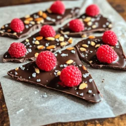 - 200g dark chocolate (70% cocoa or higher) - 1 cup fresh raspberries, gently washed and dried - 1/4 cup chopped nuts (choose between almonds or pistachios for a delightful crunch) - Sea salt (for flavor enhancement) - 1 tablespoon coconut oil (for a softer texture) When making Dark Chocolate Raspberry Bark, the right ingredients matter a lot. Start with high-quality dark chocolate. It should be at least 70% cocoa for a rich flavor. This chocolate will be the base of your bark, providing depth and sweetness. Next, you’ll need fresh raspberries. They add a burst of flavor and a beautiful pop of color. Make sure to wash and dry them gently. You want them fresh, not mushy. Chopped nuts give a nice crunch. You can use almonds or pistachios. Both add a unique taste and texture. If you like, sprinkle a little sea salt on top. It enhances the flavor and balances the sweetness. Finally, you might want to add coconut oil. This is optional but can give your bark a softer, creamier texture. It’s great if you want that melt-in-your-mouth feel. With these ingredients, you’re all set to create a delightful treat! - Line a baking sheet with parchment paper. - Gather all ingredients and equipment needed. Start by taking a baking sheet and placing parchment paper on it. This step keeps the chocolate from sticking. It also makes it easier to lift the bark off later. Next, make sure you have everything ready. You will need dark chocolate, fresh raspberries, chopped nuts, and sea salt. If you want a softer bark, grab some coconut oil too. - Microwave instructions for melting chocolate. - Tips for achieving a smooth, glossy finish. Put the dark chocolate into a microwave-safe bowl. If using coconut oil, add it now. Heat the chocolate in the microwave. Set it for 30 seconds at a time. After each session, stir the chocolate well. Keep going until it melts and looks shiny. Watch carefully! If you heat it too long, it can burn. - Instructions for spreading chocolate and adding toppings. - Sequence of adding raspberries and nuts. Once your chocolate is melted, pour it onto the lined baking sheet. Use a spatula to spread the chocolate evenly. Aim for about a 1/4 inch thick layer. Now, gently place the fresh raspberries on top. Press them down lightly so they stick. Next, sprinkle the chopped nuts over the raspberries. This adds a nice crunch. Finally, add a light sprinkle of sea salt. This step boosts the flavors of the chocolate and raspberries. Now, put the baking sheet in the fridge. Let it chill for about 30 minutes until it hardens. Once set, break the bark into pieces and store it in an airtight container. Enjoy your delicious dark chocolate raspberry bark! Using high-quality chocolate is key. Choose dark chocolate with at least 70% cocoa. This gives your bark a rich and deep flavor. Avoid using cheap chocolate, as it can affect the taste. To prevent overheating, melt the chocolate in a microwave. Start with 30-second intervals. Stir the chocolate well after each interval. This helps it melt evenly. Stop heating when the chocolate is smooth and glossy. For serving, arrange the bark on a pretty platter. You can garnish with fresh raspberries and chopped nuts for color. This adds an inviting touch to your dessert. You can also sprinkle a little sea salt on top. This gives a nice contrast to the sweet and tart flavors. Make sure to keep the display neat and appealing. If your chocolate doesn't set correctly, it may be too warm. Place it back in the fridge for a bit longer. If it still won't harden, it might need a little extra time in the cold. For clumpy chocolate, try re-melting it. Add a teaspoon of coconut oil to help smooth it out. Stir well until it's creamy again. This will save your bark and keep it looking great. {{image_4}} You can mix up the flavors in your dark chocolate raspberry bark. Try using strawberries instead of raspberries. They add a sweet touch. You can also add orange zest for a fresh twist. The zest gives a bright citrus flavor that pairs well with chocolate. For nuts, consider walnuts or pecans. Both add a great crunch and unique taste. Walnuts have a rich, earthy flavor, while pecans bring a hint of sweetness. If you want a vegan version, swap the dark chocolate for a vegan brand. Use a dairy-free chocolate that still has a high cocoa content. Instead of nuts, opt for seeds like pumpkin or sunflower seeds. For gluten-free options, make sure your chocolate is certified gluten-free. This bark can fit many diets, so feel free to adapt it to your needs. You can get creative with toppings. Try adding coconut flakes for a tropical flavor. Dried fruits like apricots or cranberries can add a chewy texture. If you like spice, sprinkle in some cinnamon for warmth or chili powder for heat. These additions can elevate the whole treat, making it even more exciting. Experiment with these options to discover your favorite mix! To keep your dark chocolate raspberry bark fresh, place it in an airtight container. This prevents air from making it stale. Make sure to store it in the fridge. If you do this, the flavor and texture will stay great. Avoid leaving it in a warm spot. Heat can cause the chocolate to melt or become soft. Your bark stays fresh in the fridge for about two weeks. After that, it might lose some flavor. If you want to keep it longer, you can freeze it. Just wrap the pieces in plastic wrap and then place them in a freezer-safe bag. You can freeze it for up to three months. When you're ready to eat it, let it thaw in the fridge before serving. You can enjoy the bark as a snack on its own. It’s also great in desserts. Try crumbling it on top of yogurt or ice cream. Pair it with fresh fruit like strawberries or bananas for a tasty treat. You can even serve it with coffee or tea for a nice afternoon snack. You can use milk chocolate, but the flavor changes. Milk chocolate is sweeter and creamier. It lacks the rich depth of dark chocolate. Dark chocolate has health benefits too. It has more antioxidants and less sugar. If you want a nice balance, choose dark chocolate with at least 70% cocoa. The bark takes about 30 minutes to set in the fridge. Factors like thickness and temperature affect this time. If you spread the chocolate too thick, it may take longer. Ensure your fridge is cold enough for a quick chill. Yes, you can make this bark ahead of time! It stores well in an airtight container. This keeps it fresh for a week in the fridge. You can even freeze it for longer storage. Just make sure to wrap it well to avoid freezer burn. You can find dark chocolate raspberry bark in many stores. Look in the candy aisle or the baking section. Specialty shops may have unique options too. Online stores like Amazon often sell pre-made bark. You can also check local artisan shops for homemade varieties. This blog post covered how to make dark chocolate raspberry bark. We explored the main ingredients like dark chocolate and fresh raspberries. You learned step-by-step instructions for melting and assembling the bark. Tips and tricks helped you achieve the perfect texture and presentation. Finally, we discussed variations, storage, and FAQs. Making this treat is fun and easy. Try different fruits and nuts to customize your bark! Enjoy your delicious creation.