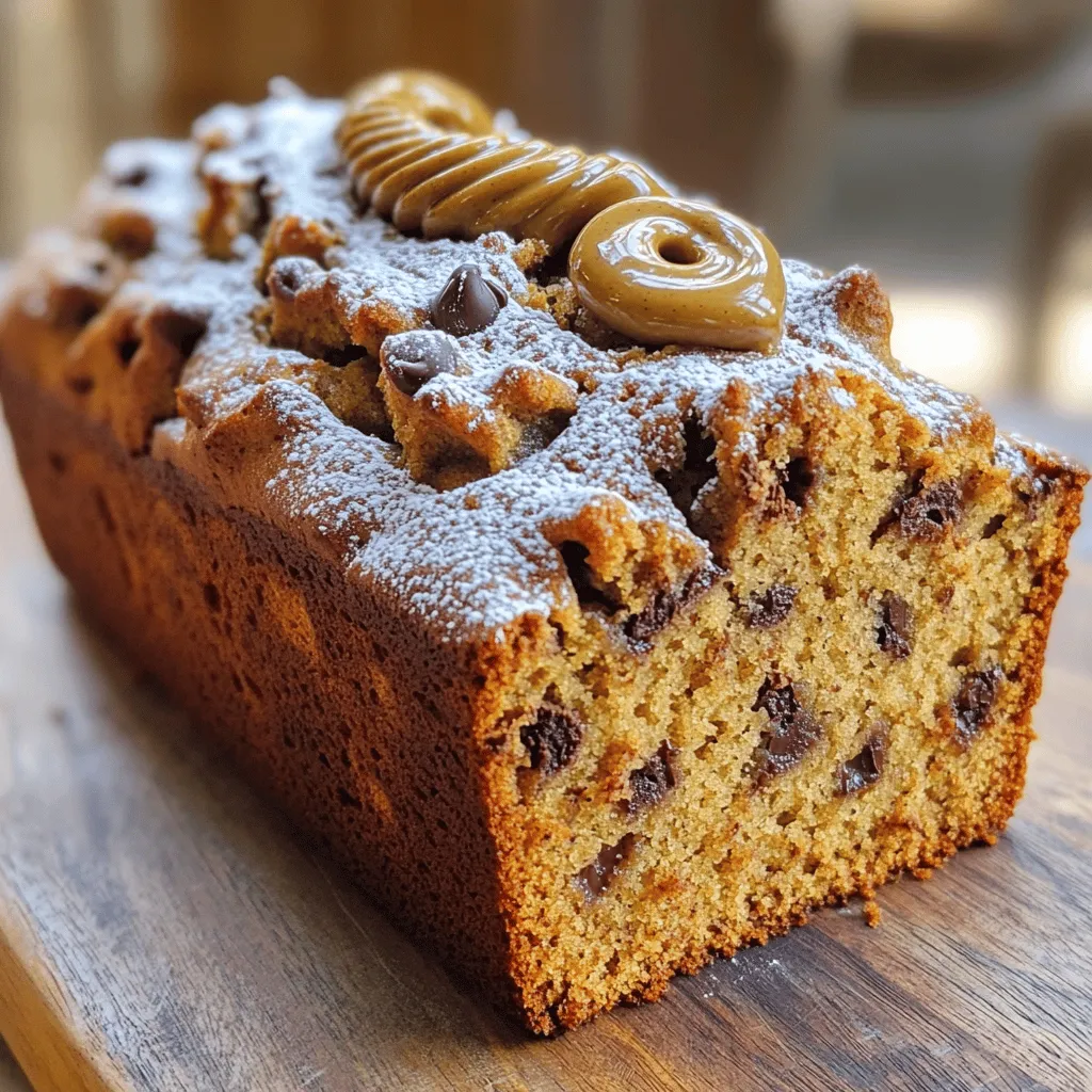 To make Cookie Butter Banana Bread, you'll need these simple ingredients: - 3 ripe bananas, mashed until smooth - 1 cup creamy cookie butter - 1/2 cup granulated sugar - 1/4 cup packed brown sugar - 2 large eggs, at room temperature - 1/2 cup unsalted butter, melted and slightly cooled - 1 teaspoon pure vanilla extract - 1 teaspoon baking soda - 1/2 teaspoon salt - 1 ½ cups all-purpose flour - 1/2 teaspoon ground cinnamon (optional, for warmth) - 1/2 cup chocolate chips (optional, for added sweetness) You can customize your banana bread. Here are some fun ideas: - Nuts: Chopped walnuts or pecans add a nice crunch. - Dried fruit: Raisins or cranberries can add sweetness. - Spices: A dash of nutmeg or cardamom can enhance flavor. The right bananas make all the difference. Here are my tips: - Look for brown spots: Choose bananas with brown spots on the peel. This means they are sweet and soft inside. - Avoid green bananas: Green bananas are not ripe and will not mash well. - Use overripe bananas: If your bananas are very brown, that’s perfect! They will make your bread taste even better. Using ripe bananas ensures your Cookie Butter Banana Bread is moist and delicious. Enjoy baking! Start by preheating your oven to 350°F (175°C). Grease a 9x5-inch loaf pan with butter or non-stick spray. Set it aside for later use. This step is key to ensure your banana bread comes out easily after baking. Next, take your ripe bananas. You want them to be very soft. Mash them in a bowl until they are smooth. This helps create a nice texture in your bread. Now, add 1 cup of creamy cookie butter to the bananas. Stir in 1/2 cup of granulated sugar and 1/4 cup of packed brown sugar. Mix this well until it is smooth. Now, it’s time for the eggs. Crack 2 large eggs into your banana mixture. Whisk them in until they blend well. Your mixture should look creamy and inviting. Next, drizzle in 1/2 cup of melted butter and 1 teaspoon of pure vanilla extract. Stir gently to combine all the liquids. In a separate bowl, whisk together 1 teaspoon of baking soda, 1/2 teaspoon of salt, and 1 ½ cups of all-purpose flour. If you want warmth, add 1/2 teaspoon of ground cinnamon. Mixing these dry items helps to spread them evenly in the batter. Gradually add the dry mix to the wet ingredients. Stir gently until you see no dry flour. Avoid overmixing, as this can make your bread tough. If you love sweets, fold in 1/2 cup of chocolate chips now for a tasty surprise in every slice. Pour the batter into your greased loaf pan. Use a spatula to smooth the top for an even bake. Place the pan in your preheated oven and bake for 60-70 minutes. To check if it’s done, insert a toothpick into the center. If it comes out clean, your banana bread is ready. Once baked, let the bread cool in the pan for about 10 minutes. After that, gently transfer it to a wire rack. Let it cool completely before slicing. Enjoy the warm, sweet aroma filling your kitchen! For the best banana bread, use ripe bananas. They should be brown and soft. This ripeness gives the bread a rich flavor. Mash the bananas well until smooth. This prevents lumps. Mix the wet and dry ingredients just until combined. Overmixing makes the bread tough. You want a light, fluffy texture. One common mistake is using cold eggs. Always use room temperature eggs. They mix better and help the batter rise. Another mistake is not measuring flour correctly. Too much flour can lead to a dry loaf. Use the spoon and level method for accurate measurement. Also, do not skip the baking soda. It is key for rising. Slice the banana bread and serve warm. A light dusting of powdered sugar adds charm. For a special treat, drizzle cookie butter on each slice. You can also add a scoop of ice cream for dessert. This makes a sweet combo. Enjoy your banana bread with coffee or tea for a cozy snack! {{image_4}} You can easily make this recipe nut-free. Simply skip any nuts and use creamy cookie butter. This keeps your banana bread smooth and delicious without nuts. If you want crunch, add some seeds like sunflower or pumpkin seeds. They add a nice texture without nuts. To make the banana bread gluten-free, swap the all-purpose flour for a gluten-free flour blend. Most blends work well in baking. Just make sure it has a good mix of starches and protein. You may need to add a bit of xanthan gum if your blend does not have it. This will help the bread hold together. You can play with flavors in banana bread. Try adding spices like nutmeg or cardamom for warmth. You can also mix in dried fruits like raisins or cranberries. For a twist, use different cookie butters, like speculoos or chocolate cookie butter. Each will give a unique taste to your bread, making it fun to try new things! To keep your cookie butter banana bread fresh, store it properly. Wrap the bread in plastic wrap. This helps retain moisture. Place the wrapped bread in an airtight container. This way, it stays soft and tasty. You can keep it at room temperature for up to three days. If you want it to last longer, the fridge is a good option. Just remember, the fridge can make it a bit dry. Freezing is a great way to save banana bread for later. First, let the bread cool completely. Then, wrap it tightly in plastic wrap. You can also use aluminum foil for extra protection. After wrapping, place it in a freezer-safe bag or container. Label it with the date. Frozen banana bread can last for up to three months. When you're ready to eat it, just thaw it in the fridge overnight. To enjoy warm banana bread again, here’s how to reheat it. If you want to use the oven, preheat it to 350°F (175°C). Slice the bread and place it on a baking sheet. Heat for about 10-15 minutes. You can also use a microwave. Just heat each slice for 10-15 seconds. Keep an eye on it, so it doesn’t get too hot. Enjoy your banana bread warm with a spread of cookie butter! Yes, you can use crunchy cookie butter. It adds a fun texture to your banana bread. The bits of cookie will create a nice contrast against the soft bread. Just keep in mind that the flavor might be slightly different. If you love that crunch, go for it! To check if your banana bread is done, insert a toothpick into the center. If it comes out clean or with a few moist crumbs, it’s ready. If it has wet batter on it, bake for a few more minutes. Remember, the bread will continue to cook a bit after you take it out. Cookie butter banana bread stays fresh for about 3-5 days at room temperature. Keep it wrapped in plastic wrap or in an airtight container. If you want it to last longer, you can freeze it for up to three months. Just make sure to slice it first for easy thawing later! In this blog post, we dove into crafting delicious banana bread. We covered the key ingredients, step-by-step instructions, and tips for perfect texture. We explored variations to suit different diets and shared proper storage methods. Remember, ripe bananas make for the best flavor, and avoiding common mistakes leads to great results. Enjoy your banana bread warm or cooled, and don’t be afraid to try new flavors. Each bite should be a treat that makes you smile. Happy baking!