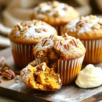 - 1 cup pumpkin puree - 1/2 cup packed brown sugar - 1/4 cup granulated sugar - 1/3 cup vegetable oil (or melted coconut oil for extra flavor) - 2 large eggs, at room temperature - 1 teaspoon pure vanilla extract In this recipe, the pumpkin puree is key. It gives the muffins their moist texture and rich flavor. Brown sugar adds a hint of caramel taste, while granulated sugar balances it out. Vegetable oil helps keep the muffins fluffy. Using eggs binds everything and adds richness. The vanilla extract rounds out the sweet notes. - 1 1/2 cups all-purpose flour - 1 teaspoon baking powder - 1/2 teaspoon baking soda - 1 teaspoon ground cinnamon - 1/2 teaspoon ground nutmeg - 1/4 teaspoon ground ginger - 1/4 teaspoon salt The flour is the base of the muffins, providing structure. Baking powder and baking soda help them rise. The spices—cinnamon, nutmeg, and ginger—give a warm, cozy flavor. Salt enhances all these tastes, making each bite better. - 1/2 cup chopped pecans (reserve a handful for topping) - Optional: 1/4 cup semisweet chocolate chips for added indulgence Chopped pecans add a nice crunch and nutty flavor. If you like chocolate, adding chips gives a sweet touch. Reserve some pecans to sprinkle on top for extra texture when baking. These add-ins make the muffins even more special and tasty. First, preheat your oven to 350°F (175°C). While it heats, prepare your muffin tin. Line it with paper liners or grease it lightly with cooking spray or oil. This step helps the muffins come out easily. In a large mixing bowl, combine the pumpkin puree, brown sugar, granulated sugar, vegetable oil, eggs, and vanilla extract. Use a whisk or an electric mixer to blend these until smooth. This mixture adds moisture and flavor to your muffins. In another bowl, whisk together the all-purpose flour, baking powder, baking soda, cinnamon, nutmeg, ginger, and salt. Mixing these dry ingredients well ensures that the flavors and leavening agents spread evenly through your muffins. Next, gradually fold the dry ingredients into the pumpkin mixture. Use a spatula or wooden spoon to mix gently. Stop once there are no dry spots. Overmixing can make your muffins tough, so be careful here. Spoon the batter into the prepared muffin cups, filling each about two-thirds full. If you want, add a few chopped pecans on top for extra crunch and a nice look. This small step makes a big difference in presentation. Now, place the muffin tin in the oven and bake for 18-22 minutes. To check if they are done, insert a toothpick into the center of a muffin. It should come out clean or with just a few moist crumbs. This tells you they are ready. To avoid dense muffins, use room temperature eggs. Cold eggs can make the batter thick. Also, measure the flour correctly. Too much flour makes muffins heavy. Use the spoon-and-level method for best results. The key to fluffy muffins is not overmixing the batter. Mix just until the dry ingredients disappear. You want some lumps. Overmixing makes the muffins tough. Serve your muffins warm for the best taste. A light dusting of powdered sugar adds charm. You can also spread cream cheese on top. For a sweet twist, drizzle honey over each muffin. Arranging the muffins on a colorful plate makes them more inviting. Adding whole pecans on top gives a nice crunch. To change up the flavor, add spices like cardamom or allspice. You can also swap pecans for walnuts or almonds. Adding 1/4 cup of dried cranberries or raisins gives a fruity touch. For chocolate lovers, mix in some chocolate chips. This adds richness to each bite. You can even try different extracts, like almond or maple. Each choice brings a new twist to this classic muffin. {{image_4}} For those with dietary needs, you can make these muffins fit your lifestyle. If you need gluten-free muffins, swap the all-purpose flour with a gluten-free blend. Many brands have great options that work well in baking. For vegan muffins, replace the eggs with flax eggs. To make a flax egg, mix one tablespoon of ground flaxseed with three tablespoons of water. Let it sit for a few minutes until it thickens. You can also use applesauce or mashed bananas instead of eggs for moisture. Want to change the taste? You can add spices like cardamom or allspice for a warm kick. Try using chopped walnuts or almonds instead of pecans for a different nutty flavor. If you want something fruity, you can swap pumpkin puree for applesauce or mashed bananas. This will give your muffins a new flavor while keeping them moist. Get creative with your spice blends! Try using pumpkin pie spice instead of individual spices for an easy mix. Add a pinch of cayenne pepper for heat or even some cocoa powder for a chocolate twist. These options will help you make pumpkin pecan muffins that suit your taste and dietary needs! To keep your pumpkin pecan muffins fresh, store them in an airtight container. Place parchment paper between layers if stacking. This helps avoid sogginess. Keep them at room temperature for up to three days. If you want them to last longer, consider freezing. To freeze muffins, let them cool completely first. Wrap each muffin in plastic wrap. Then, place them in a freezer bag. Squeeze out as much air as possible before sealing. They can stay frozen for up to three months. To reheat, take them out and let them thaw. You can warm them in the microwave for about 20 seconds or in an oven at 350°F for 10-15 minutes. These muffins stay fresh for about three days at room temperature. After that, they may start to dry out. If you freeze them, they can last much longer, and you’ll still enjoy that fresh-baked taste. You can use other purees like applesauce or sweet potato. These options give a nice flavor. You can also make your own pumpkin puree by cooking and blending fresh pumpkin. Yes, fresh pumpkin works well. To use it, cook the pumpkin until soft, then blend it into a smooth puree. This can add a fresh taste to your muffins. Check the muffins around 18 minutes. Insert a toothpick into the center. If it comes out clean or with a few crumbs, they are ready. You can easily make mini muffins. Just fill each cup about halfway and reduce the baking time to about 12-15 minutes. Check them often to avoid overbaking. To reheat, wrap the muffins in foil and warm them in the oven at 350°F. This keeps them moist and tasty. You can also use the microwave for about 10-15 seconds. You can make delicious pumpkin pecan muffins using easy steps. Start with the right ingredients like pumpkin puree, sugars, and spices. Follow my clear instructions for mixing, baking, and storing. Remember, avoid overmixing to keep your muffins light. You can customize them with nuts or flavors too. Overall, these muffins are a fun treat for everyone! Enjoy baking and sharing these tasty delights with friends and family.