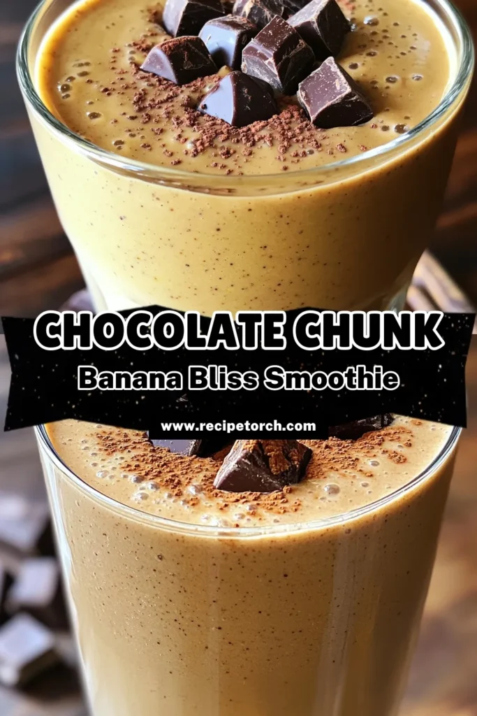 Indulge in a delicious High-Protein Chocolate Chunk Banana Smoothie that is perfect for any time of the day! This creamy blend of frozen bananas, chocolate protein powder, and rich dark chocolate chunks is not only nutritious but also satisfying. Ready in just 5 minutes, it's an ideal quick meal or snack. Click through to explore this easy recipe and enjoy a tasty boost of energy packed with flavor and health benefits!