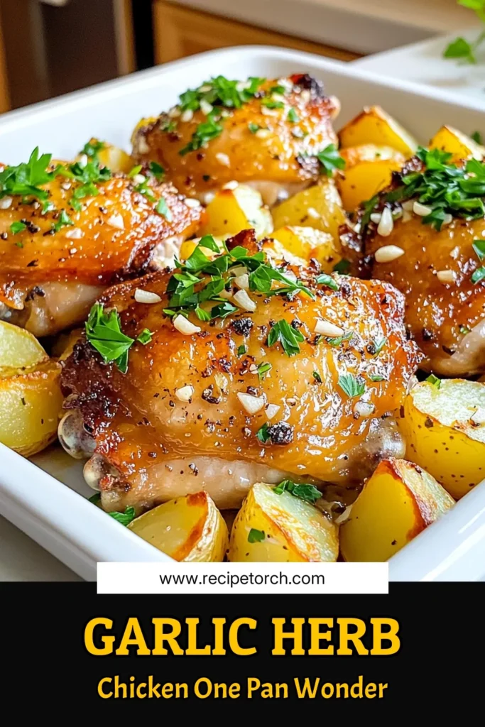 Indulge in a delicious Garlic Herb Chicken & Potatoes Delight that will make your dinner unforgettable! This easy recipe combines juicy chicken thighs with flavorful seasoned potatoes, perfect for any occasion. With just a few simple steps, you can create a mouthwatering meal that impresses. Don't miss out on trying this tasty dish—click to explore the full recipe now! #GarlicHerbChicken #EasyDinnerRecipes #SheetPanMeals #ComfortFood