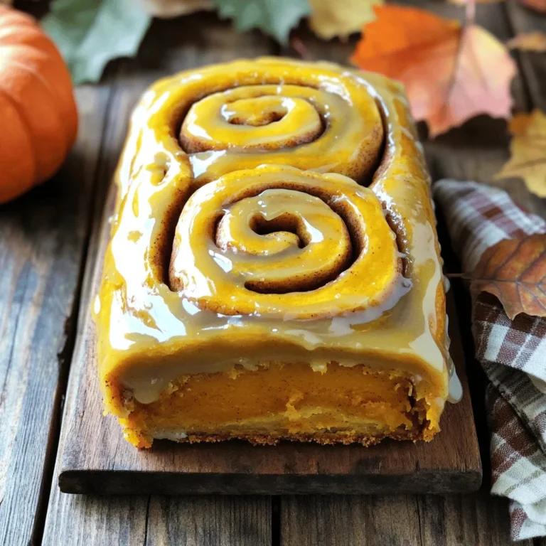 - 2 cups all-purpose flour - 1 cup pumpkin puree (canned or fresh) - 1/2 cup packed brown sugar - 1/4 cup granulated sugar - 1/2 cup buttermilk, at room temperature - 1/4 cup unsalted butter, melted and slightly cooled - 2 large eggs, at room temperature - 2 teaspoons baking powder - 1 teaspoon baking soda - 1 teaspoon ground cinnamon - 1 teaspoon ground nutmeg - 1/2 teaspoon ground ginger - 1/2 teaspoon salt - 1 cup powdered sugar (for glaze) - 2 tablespoons milk (for glaze) - 1 teaspoon vanilla extract (for glaze) The magic of this loaf lies in its spices. Ground cinnamon, nutmeg, and ginger create a warm, cozy taste. These spices pair perfectly with pumpkin. The sweetness from both brown and granulated sugar balances the flavors. Buttermilk gives the loaf a tender texture. Pumpkin adds moisture and a rich taste, making every bite special. You can switch out some ingredients if needed. Try using whole wheat flour for a heartier loaf. If you don’t have buttermilk, mix milk with a little vinegar or lemon juice. For a dairy-free option, use almond milk and coconut oil instead of butter. If you want a sweeter glaze, add more powdered sugar. Remember, these changes can still lead to a delicious treat! Start by preheating your oven to 350°F (175°C). Grease a standard loaf pan (9x5 inches) with butter or non-stick spray. This step helps prevent the loaf from sticking to the pan. In a large bowl, sift together these dry ingredients: - 2 cups all-purpose flour - 1/2 cup packed brown sugar - 1/4 cup granulated sugar - 2 teaspoons baking powder - 1 teaspoon baking soda - 1 teaspoon ground cinnamon - 1 teaspoon ground nutmeg - 1/2 teaspoon ground ginger - 1/2 teaspoon salt Whisk them well. This ensures the spices and leavening agents mix evenly. In another bowl, mix the wet ingredients: - 1 cup pumpkin puree - 1/2 cup buttermilk - 1/4 cup melted unsalted butter - 2 large eggs Whisk these until smooth. Make sure the melted butter is not too hot. For the filling, combine: - 1/4 cup brown sugar - 1 tablespoon ground cinnamon Pour half of the batter into the greased pan. Spread it evenly, then sprinkle half of the filling. Pour the remaining batter on top, smoothing it out. Add the rest of the filling on top. Use a knife to swirl through the batter gently. Place the loaf pan in the oven. Bake for 50-60 minutes. Check for doneness by inserting a toothpick into the center. It should come out clean. If the top browns too fast, cover it loosely with foil. After baking, remove the loaf from the oven. Let it cool in the pan for about 10 minutes. Then transfer it to a wire rack to cool completely. For the glaze, mix: - 1 cup powdered sugar - 2 tablespoons milk - 1 teaspoon vanilla extract Whisk until smooth. If it's too thick, add more milk, one teaspoon at a time. Once the loaf is cool, drizzle the glaze over the top. Let it set before slicing. Enjoy this cozy delight! For the best texture, use room temperature ingredients. This helps everything mix smoothly. Avoid overmixing the batter. A few lumps are okay! They will bake out, giving you a soft, fluffy loaf. To bake evenly, preheat your oven fully. Check your oven’s temperature with an oven thermometer. Place your loaf pan in the center of the oven. This allows hot air to circulate around it. If the top browns too fast, cover it loosely with foil. Make your loaf look extra special with simple touches. Drizzle the glaze evenly over the top. Add crushed pecans or walnuts for a nice crunch. A dollop of whipped cream on the side makes it more fun! Serve it warm for cozy comfort. {{image_4}} You can make this loaf gluten-free. Use a gluten-free flour blend instead of all-purpose flour. Look for a blend with xanthan gum. This helps mimic the texture of regular flour. It will still be soft and delicious. To make it dairy-free, swap buttermilk for almond milk or coconut milk. Use a dairy-free butter substitute instead of unsalted butter. Your loaf will still taste great, even without the dairy. You can add fun flavors to your loaf. Try mixing in 1/2 cup of chopped nuts like pecans or walnuts. Chocolate chips are another tasty option. Add 1/2 cup of dark chocolate chips for a sweet twist. You can even mix in dried fruit for added sweetness. These small changes make your loaf unique and special. To store leftovers, let the loaf cool completely. Wrap it tightly in plastic wrap. You can also place it in an airtight container. This keeps it fresh for up to three days at room temperature. If you want to keep it longer, consider freezing. For freezing, slice the loaf first. Wrap each slice in plastic wrap. Then place the wrapped slices in a freezer-safe bag or container. This method helps maintain flavor and texture. The loaf can stay frozen for up to three months. When ready to eat, just thaw in the fridge overnight. To reheat, you can use the microwave. Place a slice on a microwave-safe plate. Heat it for about 15-20 seconds. For a warm, soft loaf, consider using the oven. Preheat to 350°F (175°C). Wrap the loaf in foil and heat for about 10-15 minutes. Enjoy it warm with a drizzle of glaze! Yes, you can use fresh pumpkin. Just cook and puree it first. Fresh pumpkin can add a nice texture. Make sure to drain any extra moisture. This step helps keep the loaf from getting soggy. To add moisture, try these tips: - Use a bit more buttermilk or add yogurt. - Include some applesauce for an extra moist loaf. - Avoid overbaking, as this can dry it out. Check with a toothpick. If you don't have buttermilk, here are some easy swaps: - Mix one cup of milk with one tablespoon of vinegar or lemon juice. Let it sit for a few minutes. - Use plain yogurt or sour cream, thinned with some milk. The loaf can last about three days at room temperature. Keep it in an airtight container or wrapped well. This will help keep it fresh and moist. Absolutely! You can try different glazes. Here are some ideas: - Use cream cheese frosting for a rich taste. - A simple maple glaze can add a nice twist. - For a lighter option, sprinkle powdered sugar on top instead. This post covered how to make a delicious pumpkin spice cinnamon roll loaf. We explored the key ingredients, including flavor components and substitutions. I provided step-by-step instructions to guide you from prep to baking. You learned tips for the perfect texture and ways to personalize your loaf. Whether gluten-free or dairy-free, we discussed tasty variations. Lastly, I shared storage tips to keep your loaf fresh. Enjoy baking, and remember: small changes can make a big difference!