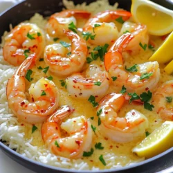 - Large shrimp: 1 lb, peeled and deveined - Butter: 4 tablespoons, unsalted - Garlic: 4 cloves, minced - Red pepper flakes: 1 teaspoon, adjust for spice level - Lemon juice: 1 tablespoon, freshly squeezed - Parsley: 1 tablespoon, fresh and finely chopped - Seasonings: Sea salt and freshly cracked black pepper - Serving options: Cooked rice or pasta In my kitchen, I love to keep it simple and fresh. Each ingredient plays a key role in the taste of garlic butter shrimp. The shrimp must be large and fresh for the best bite. Always peel and devein them before cooking. I use unsalted butter, as it lets the other flavors shine. Garlic is a must! I recommend fresh cloves, finely minced, for the best flavor. Red pepper flakes add a nice kick. You can adjust the amount based on your heat preference. Fresh lemon juice brightens the dish. A good squeeze balances the richness of the butter. Don't skip the parsley; it adds color and freshness. Lastly, season with sea salt and cracked black pepper for a perfect finish. When serving, I love pairing the shrimp with cooked rice or pasta. The buttery sauce soaks in, making every bite delicious. Enjoy cooking! - Step 1: Melting the Butter Start by placing a large skillet on medium heat. Add 4 tablespoons of unsalted butter. Let it melt slowly. Watch for the bubbles; you want it to bubble without browning. This step brings out the rich flavor of the butter. - Step 2: Sautéing the Garlic Once the butter is bubbling, add 4 cloves of finely minced garlic. Sauté the garlic for about 1 minute. You want it to smell amazing but not burn. The scent of garlic adds depth to our dish. - Step 3: Adding Spice with Red Pepper Flakes Now, add 1 teaspoon of red pepper flakes. Stir them into the bubbling garlic butter. This will give your dish a nice kick. Adjust the amount based on your heat preference. - Step 4: Cooking the Shrimp in Skillet Add 1 pound of peeled and deveined shrimp to the skillet. Spread them out in a single layer. Cook for about 2-3 minutes on each side. They should turn pink and opaque when done. This shows they are fully cooked. - Step 5: Finishing with Lemon Juice and Seasoning After cooking, drizzle 1 tablespoon of fresh lemon juice over the shrimp. Gently stir to mix in the flavors. Season with sea salt and freshly cracked black pepper to taste. This brightens the dish and enhances the flavors. - Step 6: Garnishing with Parsley Remove the skillet from heat. Sprinkle 1 tablespoon of finely chopped fresh parsley on top. This adds color and freshness, making your dish pop visually. - Step 7: Plating the Dish To serve, scoop the shrimp and garlic butter sauce over cooked rice or pasta. Make sure to drizzle any remaining sauce over the dish for extra flavor. For a nice touch, add lemon wedges and a bit more parsley on top. This makes your meal look inviting and tasty. Using fresh shrimp gives the best taste. Fresh shrimp has a sweet flavor and firm texture. If you must use frozen shrimp, thaw it fully before cooking. This helps it cook evenly. To get the best texture, don't overcrowd the skillet. Cook shrimp in a single layer. This allows each piece to sear perfectly. High heat helps create a golden crust. You can add herbs for more flavor. Fresh basil or thyme pairs well with shrimp. Try using different types of butter, too. Garlic herb butter can add a rich taste. You could even use spicy butter for a kick. A splash of white wine can also boost the sauce. It adds depth and brightness to the dish. Garnish your dish for a pop of color. Lemon wedges and parsley look great. Serve the shrimp in a wide bowl. This style makes it easy for guests to dig in. Drizzle extra garlic butter on top for a nice touch. It not only looks good but also gives a burst of flavor. {{image_4}} You can easily switch up the protein in this dish. If you want a different taste, try using scallops or chicken instead of shrimp. Scallops cook quickly and have a sweet flavor. Chicken adds a hearty touch and is widely loved. For herbs, you can choose cilantro or basil. Cilantro gives a fresh, bright flavor. Basil adds a sweet, aromatic note that works well with garlic and butter. Just chop the herbs finely and sprinkle them in at the end. If you need gluten-free options, serve this dish over rice instead of pasta. Rice is naturally gluten-free and pairs well with the garlic butter sauce. You can also use quinoa for a nutty flavor and added protein. For a low-carb option, try zucchini noodles. These noodles are made from zucchini and are a great way to cut carbs while enjoying the dish. You can spiralize the zucchini and cook it briefly in a skillet to soften. To spice things up, consider adding a lemon garlic chili sauce. It gives the dish a nice kick and enhances the flavor. Just drizzle it over the shrimp before serving. For a Mediterranean twist, add olives and capers. These ingredients bring briny and tangy notes to the dish. They complement the garlic and butter well, creating a unique flavor profile. To keep your garlic butter shrimp fresh, store it in an airtight container. This helps keep out air and moisture. Place it in the fridge right after it cools. Properly stored shrimp will last for 2 to 3 days. After this time, the shrimp may lose flavor and quality. When it’s time to enjoy your leftovers, use low heat to reheat the shrimp. You can use a skillet or microwave. If using a skillet, add a tiny bit of butter to keep it moist. Heat it gently for about 2 to 3 minutes. Avoid high heat to keep the shrimp tender. If you use a microwave, heat it in short bursts. This helps to avoid overcooking. You can also freeze garlic butter shrimp for later. Place the cooked shrimp in a freezer-safe bag. Try to remove as much air as possible before sealing. Frozen shrimp can last up to 2 months. To thaw, move it to the fridge overnight. You can also thaw it in cold water for a quicker option. Once thawed, reheat the shrimp gently to keep its taste and texture. I recommend using large shrimp. They cook evenly and taste great. Look for shrimp that are fresh, peeled, and deveined. This saves you time and makes cooking easier. Yes, you can prepare the garlic butter sauce ahead of time. Just keep it in the fridge. Cook the shrimp fresh for the best taste. Reheating shrimp can make them tough, so cook them right before serving. To serve more people, simply double the ingredients. Use 2 pounds of shrimp and increase the butter and spices. Make sure your skillet is large enough. You may need to cook in batches for even cooking. Garlic butter shrimp pairs well with cooked rice or pasta. You can also serve it with crusty bread to soak up the sauce. A fresh salad or steamed veggies adds a nice touch too. This recipe for garlic butter shrimp uses simple ingredients and easy steps. You can make it spicy or mild based on your taste. Feel free to switch proteins and herbs for fun flavors. Plus, there are handy tips for storage and reheating. In the end, cooking shrimp at home can be rewarding and tasty. Try it out and impress your family or guests! Enjoy this delightful dish and make it your own.