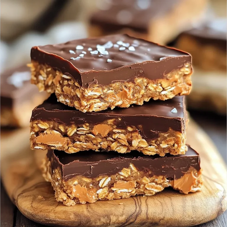 - 2 cups rolled oats - 1 cup natural peanut butter - 1/2 cup honey or maple syrup - 1/4 cup unsweetened cocoa powder - 1/2 teaspoon vanilla extract - 1/4 teaspoon salt - 1/2 cup dark chocolate chips (dairy-free option) - 1/4 cup chopped nuts (almonds, sunflower seeds) - Flaky sea salt for topping To create these no bake chocolate peanut butter oat bars, gather your core ingredients first. The rolled oats give the bars their base and texture. Natural peanut butter adds creaminess and flavor. Use honey or maple syrup for sweetness. Unsweetened cocoa powder provides the rich chocolate taste. Vanilla extract boosts the flavor, while salt enhances all the ingredients. Finally, dark chocolate chips add bursts of chocolatey goodness. You can also personalize your bars with optional add-ins. Chopped nuts or seeds give a nice crunch. A sprinkle of flaky sea salt on top adds a gourmet touch. These ingredients are easy to find and make the recipe fun. Feel free to mix and match based on your taste or what you have at home. Gather everything, and you're ready to make a delicious snack! - Preparation time: 15 minutes - Total time: 1 hour 15 minutes (includes chilling) First, take a large mixing bowl. Add 2 cups of rolled oats, 1/4 cup of cocoa powder, and 1/4 teaspoon of salt. Stir well until all the dry ingredients blend together nicely. This step sets the base for our delicious bars. Next, grab a microwave-safe bowl. Combine 1 cup of natural peanut butter and 1/2 cup of honey or maple syrup. Microwave this mix for about 30 seconds. Remove it and stir until smooth. This creates a sweet and creamy blend that adds flavor and texture. Now, pour the melted peanut butter and honey into the bowl with oats and cocoa. Don’t forget to add 1/2 teaspoon of vanilla extract. Mix everything together well until it forms a thick and slightly sticky mixture. This means all the ingredients are nicely combined. Take an 8x8 inch square baking dish and line it with parchment paper. Make sure some paper hangs over the edges for easy removal. Transfer your mixture into the dish. Use a spatula or your hands to press it down firmly. This will help shape the bars and keep them together. Cover the baking dish with plastic wrap or a lid. Place it in the fridge for at least 1 hour. This step is important so the bars can set and hold their shape. After chilling, lift the bars out using the parchment overhang. Cut into squares or rectangles based on your preference. Enjoy your tasty creation! You can change the amount of honey or maple syrup to fit your taste. If you like it sweeter, add more. If you want less sweetness, reduce it. This flexibility lets you make the bars just right for you. Press the mixture firmly into the dish. This step is key. If you pack it tightly, your bars will hold together better. Use your hands or a spatula to flatten it evenly. A good press means no crumbling when you cut the bars. Store your bars in an airtight container in the fridge. This keeps them fresh for up to a week. If you have extras, try freezing them for later. Just remember to wrap them well to avoid freezer burn. Enjoy them chilled or at room temperature! {{image_4}} You can easily change the flavor of these bars. Try using different nut butters, like almond or cashew. They will add a unique taste and a new twist. You can also mix in dried fruits such as cranberries or raisins for a fruity burst. These additions bring color and extra nutrients. If you want to switch things up, consider using white chocolate chips or carob chips. Each option offers a different taste and sweetness level. White chocolate adds creaminess, while carob chips bring a more earthy flavor. Experimenting with these options makes each batch special. You can make these bars vegan-friendly with simple swaps. Use maple syrup instead of honey for sweetness. For the chocolate, choose dairy-free chocolate to keep it plant-based. These changes make the bars suitable for a wider audience without losing that delicious flavor. To keep your no bake chocolate peanut butter oat bars fresh, store them in an airtight container in the refrigerator. This helps maintain their flavor and texture. Avoid leaving them out at room temperature, as they can become too soft and lose their shape. You can freeze these bars for longer shelf life. Cut them into squares before freezing. Wrap each piece in plastic wrap or foil. Place them in a freezer-safe bag or container. They can last for up to three months in the freezer. These bars last up to 1 week in the fridge. If you notice any changes in smell or texture, it’s best to toss them. Enjoy your bars as a quick snack or a healthy treat! Yes, you can use quick oats. They cook faster and can make your bars softer. Rolled oats give a chewier texture. Quick oats blend in easily but may not hold shape as well. If you want a firmer bar, stick with rolled oats. To cut the bars, first chill them well. Use a sharp knife for clean edges. Lifting the bars out with parchment helps. Start by cutting into squares or rectangles. For easier serving, cut smaller pieces. This way, everyone gets a tasty bite! If you have nut allergies, try sunflower seed butter. It has a similar taste and texture. You can also use soy nut butter or tahini. These options keep the bars creamy and delicious. Choose what works best for your needs! Absolutely! These bars are great for meal prep. Make a batch and store them in the fridge. They last up to a week. Just grab a bar for a quick snack or breakfast. This makes your week easier and more delicious! In this post, we explored how to make easy and tasty energy bars. We covered the key ingredients, from oats to cocoa powder, and shared step-by-step instructions. You learned tips to customize sweetness and ensure sturdy bars. You can also consider flavor variations and proper storage methods. Now, you have all the tools to create your own delicious energy bars at home. Enjoy creating your snacks and share them with friends!