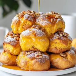 - 3 cups all-purpose flour - 2 teaspoons baking powder - 1 teaspoon baking soda - 1 teaspoon salt - 1 teaspoon ground cinnamon - 1/2 teaspoon ground nutmeg - 1/2 teaspoon ground ginger You need the right dry mix for great bread. All-purpose flour gives it structure. Baking powder and baking soda help it rise. Salt adds flavor. Spices like cinnamon, nutmeg, and ginger bring warmth. They make your kitchen smell amazing. - 1 cup pumpkin puree (canned or homemade) - 1/2 cup milk - 1/4 cup unsalted butter, melted - 1 large egg - 1 teaspoon vanilla extract For the wet mix, pumpkin puree is key. It adds moisture and flavor. Milk and melted butter make it rich. The egg binds everything together. Lastly, vanilla extract adds a sweet touch. - 1/2 cup granulated sugar - 1/2 cup brown sugar, packed - 1 teaspoon pumpkin pie spice - Optional: 1/2 cup chopped walnuts Sweetness comes from granulated and brown sugar. Brown sugar adds depth and moisture. Pumpkin pie spice is a great flavor boost. If you want crunch, add walnuts. They give your bread a nice texture. {{ingredient_image_2}} Start by greasing a 9x5 inch loaf pan with butter. You can also line it with parchment paper for easy removal later. Then, preheat your oven to 350°F (175°C). This step is key for baking the bread evenly. In a large bowl, combine 3 cups of all-purpose flour with 2 teaspoons of baking powder and 1 teaspoon of baking soda. Add 1 teaspoon of salt, 1 teaspoon of ground cinnamon, 1/2 teaspoon of ground nutmeg, and 1/2 teaspoon of ground ginger. Finally, include 1/2 cup of granulated sugar. Whisk these dry ingredients together until there are no clumps. In a separate bowl, whisk together 1 cup of pumpkin puree, 1/2 cup of milk, 1/4 cup of melted unsalted butter, 1 large egg, and 1 teaspoon of vanilla extract. Mix until the mixture is smooth and well combined. This blend will add moisture and flavor to your bread. Gently pour the wet mixture into the dry bowl. Use a spatula to fold the two mixtures together. Be careful not to over-mix; it's fine if a few lumps remain. Next, take small pieces of dough, about 1-2 inches in size. Roll each piece into a ball between your palms. Now, arrange your dough balls in the greased loaf pan. Between each layer, sprinkle a mix of brown sugar and pumpkin pie spice. If you like, add some chopped walnuts for a crunchy texture. Continue layering until all the dough balls are used up. Bake your bread in the preheated oven for 30-35 minutes. Check for doneness by inserting a toothpick into the center. If it comes out clean, your bread is ready. Once baked, cool it in the pan for about 10 minutes. Then, transfer it to a wire rack to cool completely. This step helps keep the bread's texture perfect. Over-mixing can ruin your bread. When you mix too much, the dough gets tough. Instead, fold the wet and dry ingredients together gently. You want to mix just until you see no dry flour. A few lumps are okay! This keeps your bread light and fluffy. Want to tweak the flavor? Start by adding more spices. You can increase cinnamon, nutmeg, or ginger for a stronger taste. If you want a sweeter bread, add a bit more brown sugar. To change the dough's texture, adjust the milk. Add a splash more if it's too thick. A softer dough makes for a softer bread. What should you drink with your bread? A hot cup of coffee or tea pairs wonderfully. It warms you up and enhances the spices. For serving, place your warm bread on a rustic wooden board. Dust some powdered sugar on top, and drizzle with maple syrup for extra sweetness. This makes it look great and taste even better! Pro Tips Use Fresh Pumpkin: If possible, use fresh pumpkin puree instead of canned for a richer flavor and better texture. Roast the pumpkin until tender, then blend until smooth. Don’t Overmix: When combining wet and dry ingredients, mix just until incorporated. Overmixing can lead to a dense bread texture. Layering Technique: For a more visually appealing loaf, ensure the dough balls are evenly distributed and well-layered. This creates beautiful pockets of flavor throughout the bread. Storage Tips: To keep the bread fresh, store it in an airtight container at room temperature for up to 3 days. For longer storage, wrap tightly and freeze for up to 2 months. {{image_4}} You can enjoy this bread without dairy. Simply swap out the milk and butter. Use almond milk or oat milk instead of regular milk. For butter, try coconut oil or a dairy-free margarine. These substitutes keep the flavor rich and the texture soft. If you need a gluten-free bread, you have options. Use gluten-free all-purpose flour. This type of flour mixes well with other ingredients. Look for brands that include xanthan gum for better texture. You can also try almond flour or coconut flour, but you may need to adjust the liquid. Want to mix things up? Add chocolate chips or dried cranberries for a sweet twist. These ingredients add depth and flavor. You can adjust spices too. If you like more heat, add extra ginger or cinnamon. For a milder taste, reduce the pumpkin pie spice. You can create a version just for you! To keep your pumpkin spice pull apart bread fresh, store it at room temperature. Place it in a bread box or wrap it in plastic wrap. This keeps the bread soft and moist. It will stay fresh for about three days. If you notice it getting stale, simply toast a piece for a warm treat. If you want to save some for later, freezing is a great option. Wrap the bread tightly in plastic wrap, then place it in a freezer bag. This helps prevent freezer burn. You can freeze it for up to three months. When you are ready to enjoy it, remove it from the freezer. Let it thaw in the fridge overnight or at room temperature for a few hours. This keeps the flavor intact. For the best taste, reheat your bread before serving. Preheat your oven to 350°F (175°C). Wrap the bread in foil and heat it for about 10-15 minutes. This method keeps the outside crisp and the inside soft. You can also use a microwave, but it may make the bread a bit chewy. Heat it in short bursts of 10 seconds. Enjoy your warm, flavorful bread! Yes, you can use fresh pumpkin. To do this, cut a pumpkin in half and remove the seeds. Roast the halves until soft. Let it cool, then scoop out the flesh. Blend it until smooth. One cup of fresh pumpkin will replace one cup of canned pumpkin. Just remember, fresh pumpkin might have a bit more water. You may need to adjust the flour slightly to get the right dough. Check for doneness by looking for a golden brown top. You can also do the toothpick test. Insert a toothpick into the center of the bread. If it comes out clean, the bread is ready. The sides should pull away slightly from the pan. If it’s not done, bake for a few more minutes. The baking time is usually 30-35 minutes. Yes, you can prepare the dough a day in advance. After mixing, cover it with plastic wrap and store it in the fridge. When you are ready to bake, let it sit at room temperature for about 30 minutes. This helps the dough rise again. You can also bake the bread and store it. Just wrap it well and keep it at room temperature for up to three days. Pumpkin spice pull apart bread uses basic ingredients and steps. You mix dry and wet items, shape the dough, and bake. Each step brings rich flavor and fun texture. Perfect it with tips on mixing and serving. You can even try variations like gluten-free options. Store it well for fresh enjoyment. This recipe is flexible for all tastes. Dive in and create your bread masterpiece!