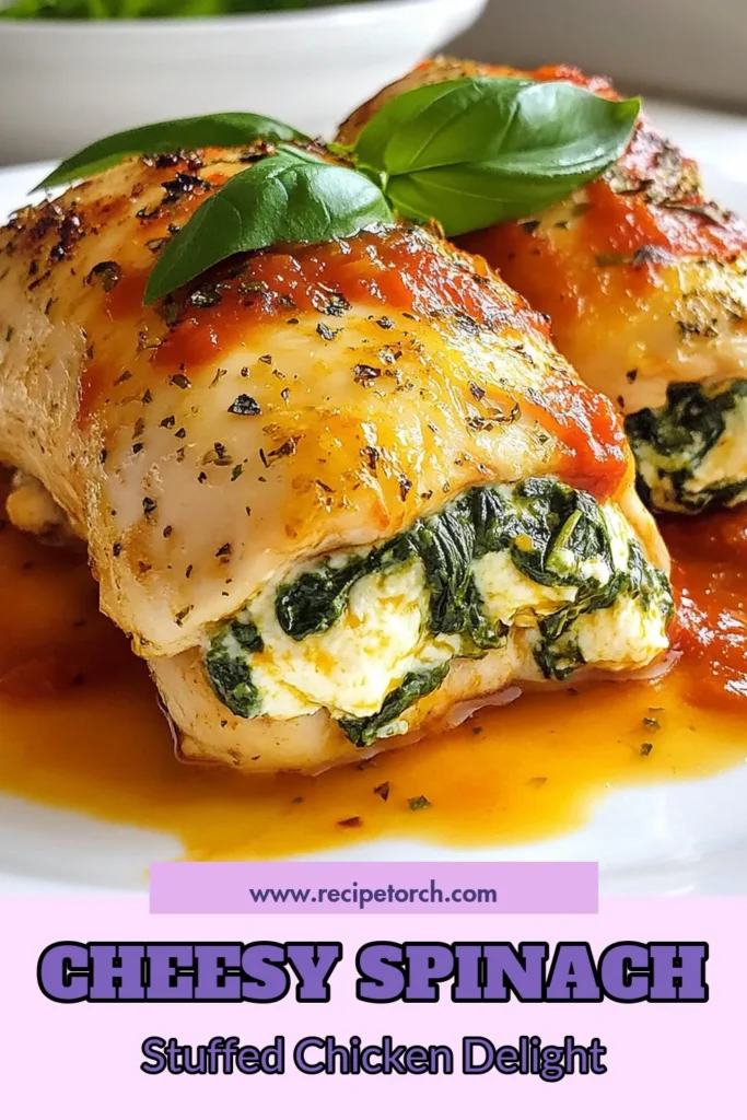 Discover a delicious Spinach and Ricotta Stuffed Chicken that will elevate your meals! This easy chicken recipe features succulent stuffed chicken breasts filled with creamy ricotta and fresh spinach, topped with marinara sauce for a delightful finish. Perfect for healthy chicken dinner ideas, this stuffed chicken breast recipe is guaranteed to impress. Try it tonight and savor the flavors! Save and share this amazing dish! #StuffedChicken #HealthyRecipes #EasyChickenRecipes #DinnerIdeas