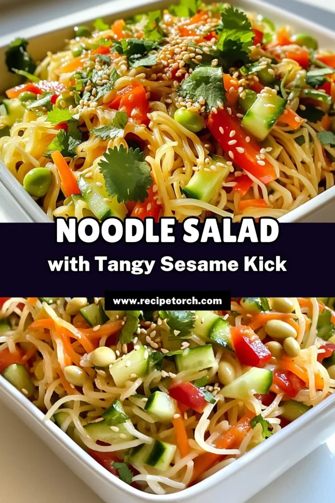 Delight in a fresh and vibrant Sesame Ginger Noodle Salad that’s perfect for any occasion! With rice noodles, crisp veggies, and a zesty dressing, this colorful dish is easy to make and bursting with flavor. Perfect for meal prep or a light lunch, it takes just 25 minutes to whip up. Ready to make this delicious salad? Click through for the full recipe and impress your family and friends today! #NoodleSalad #HealthyEating #EasyRecipes #MealPrep