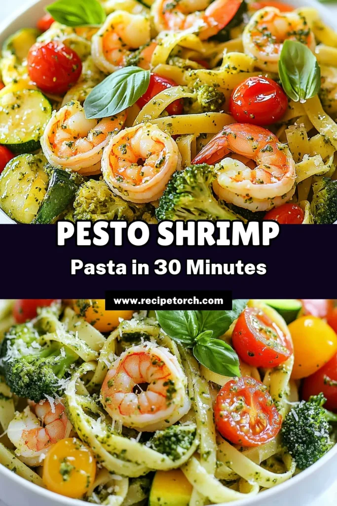 Looking for a delicious and quick dinner? Try this vibrant pesto shrimp pasta primavera! With tender shrimp, fresh vegetables, and creamy pesto, this healthy shrimp pasta dish is perfect for busy weeknights. Our shrimp pasta primavera recipe combines fettuccine with shrimp and vegetables for a colorful meal that's ready in just 30 minutes. Save this quick pasta recipe with shrimp and impress your family tonight! #PestoShrimpPasta #HealthyShrimpPasta #ShrimpPastaPrimavera #QuickDinnerIdeas