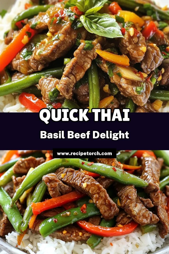 Discover this delicious Thai Basil Beef Stir Fry, a quick Thai beef recipe perfect for any weeknight dinner! In just 25 minutes, you can whip up this easy stir fry recipe featuring tender beef sirloin and fresh Thai basil, served over jasmine rice. This dish is packed with flavor and makes a fantastic addition to your Thai basil recipes collection. Save this recipe for your next meal prep! #ThaiBasilBeefStirFry #EasyStirFryRecipes #QuickThaiBeefRecipe #JasmineRiceDishes