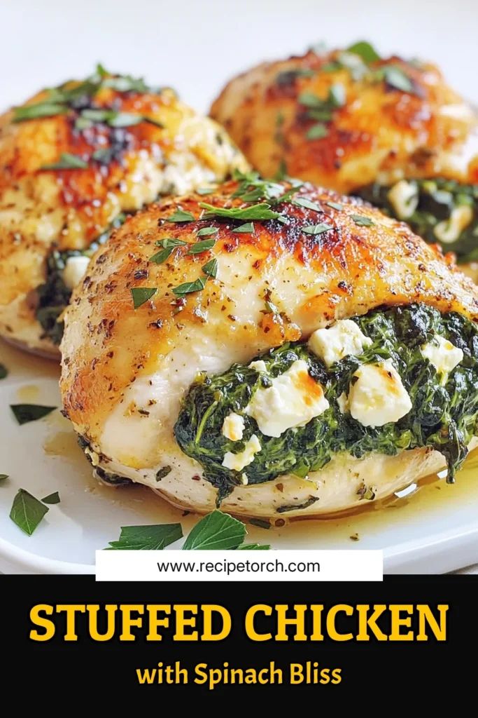 Discover the deliciousness of Spinach and Feta Stuffed Chicken, a perfect balance of flavor and nutrition! This easy recipe combines tender chicken breasts with a creamy filling of spinach, feta, and sun-dried tomatoes, all baked to perfection. Ready in just 45 minutes, this dish is ideal for impressing guests or treating your family. Click to explore the full recipe and elevate your dinner tonight! #StuffedChicken #HealthyRecipes #DinnerIdeas #EasyCooking