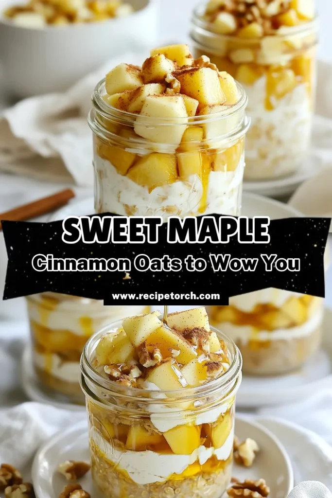 Start your mornings right with these Maple Cinnamon Overnight Oats! This easy overnight oats recipe combines healthy ingredients like rolled oats, almond milk, and juicy apples, making it a perfect healthy breakfast option. Packed with flavors, it's a great addition to your quick oats recipes collection. With just 10 minutes of prep, you can enjoy delicious, creamy oats by morning! Save this recipe now for a delightful breakfast! #HealthyBreakfast #OvernightOats #QuickOats #MapleCinnamonOats