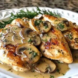 - 4 boneless, skinless chicken breasts - 2 cups mushrooms, sliced (cremini or button mushrooms recommended) - 4 cloves garlic, minced - 1 tablespoon fresh thyme leaves (or 1 teaspoon dried thyme) - 1 tablespoon fresh rosemary, finely chopped (or 1 teaspoon dried rosemary) - 1/4 cup chicken broth - 1/4 cup heavy cream - 2 tablespoons olive oil - Salt and pepper - Fresh parsley, chopped (for garnish) The main ingredients in this recipe create a rich flavor. The chicken breasts provide protein and a nice base. Mushrooms give an earthy taste that pairs well with garlic. Fresh herbs like thyme and rosemary add depth and aroma. You'll need chicken broth to make the sauce creamy and flavorful. Heavy cream brings a smooth texture to the dish. Olive oil helps cook the chicken and adds richness. For seasoning, salt and pepper are key. They enhance all the flavors in the dish. Don't forget fresh parsley! It adds a pop of color and freshness when you serve. Gather all these ingredients to create a delightful meal that is simple yet impressive. {{ingredient_image_2}} - Seasoning the chicken Start by seasoning both sides of the chicken breasts with salt and pepper. This step is key to enhancing the chicken's natural flavor. Use a good amount of salt and pepper for the best taste. - Searing the chicken in the skillet Heat 2 tablespoons of olive oil in a large skillet over medium-high heat. When the oil is shimmering, add the seasoned chicken breasts. Sear each side for about 5-6 minutes until they turn a lovely golden brown. Make sure they cook all the way through. Once done, take the chicken out and place it on a plate. - Sautéing mushrooms and garlic In the same skillet, add 2 cups of sliced mushrooms. Cook them for about 4-5 minutes. Stir occasionally until they soften and turn golden. Next, add 4 cloves of minced garlic, 1 tablespoon of fresh thyme, and 1 tablespoon of rosemary. Sauté for 1-2 minutes. The garlic should smell great and soften nicely. - Adding chicken broth and cream Pour in 1/4 cup of chicken broth. Use a wooden spoon to scrape any brown bits from the skillet. This adds deep flavor to your sauce. Then, stir in 1/4 cup of heavy cream. Let this mixture come to a gentle simmer and thicken for about 3 minutes. - Returning chicken to the skillet Place the seared chicken breasts back in the skillet. Spoon the mushroom sauce over them. Let everything simmer together for about 2-3 minutes. This step helps the chicken absorb all the delicious flavors. - Adjusting sauce seasoning Taste the sauce and adjust it if needed. Add more salt and pepper to make it just right. This ensures every bite is flavorful and satisfying. - Ensuring perfect chicken doneness: To check if the chicken is done, use a meat thermometer. The internal temperature should reach 165°F (75°C). If you don’t have a thermometer, cut into the chicken. The juices should run clear, and the meat should no longer be pink. Always let the chicken rest for a few minutes after cooking. This keeps it juicy. - Enhancing flavor with herbs and spices: Fresh herbs like thyme and rosemary make a big difference. If you use dried herbs, remember they are stronger. Use about a third of the amount. Garlic adds a nice punch to the dish. Sauté it just until it smells fragrant. Be careful not to burn it; that can make it bitter. - Serving suggestions with rice or vegetables: For a beautiful plate, slice the chicken. Lay the slices over fluffy rice or steamed veggies. The creamy mushroom sauce can drizzle over the top. This adds color and makes the dish pop. - Garnishing for a restaurant-style look: Fresh parsley adds a burst of color and freshness. Sprinkle it on top just before serving. You can also add a lemon wedge on the side for a touch of brightness. This simple garnish gives a fancy finish to your meal. Pro Tips Rest the Chicken: Allow the chicken breasts to rest for a few minutes after cooking. This helps the juices redistribute, ensuring moist and flavorful meat. Use Fresh Herbs: For the best flavor, opt for fresh herbs like thyme and rosemary. They provide a vibrant taste that dried herbs may lack. Adjust Sauce Consistency: If the sauce is too thick, add a splash more chicken broth or cream to reach your desired consistency. Pair with Sides: This dish pairs wonderfully with rice, mashed potatoes, or steamed vegetables to soak up the delicious sauce. {{image_4}} Dairy-free options You can make this dish without dairy. Use coconut cream instead of heavy cream. This gives a rich texture with a hint of sweetness. You can also use vegetable broth in place of chicken broth for a full dairy-free meal. Low-carb alternatives To make this a low-carb dish, eliminate the heavy cream. You can use cauliflower puree instead. It gives a creamy texture without the carbs. Pair the chicken with zucchini noodles or steamed broccoli for a light and healthy meal. Additional herbs and spices Feel free to get creative with herbs! You can add oregano, basil, or even some red pepper flakes for heat. Fresh herbs like tarragon or dill also work well. These will elevate the flavor and add a unique twist to the dish. Incorporating vegetables You can add more veggies for a heartier meal. Spinach, bell peppers, or asparagus are great choices. Just sauté them with the mushrooms. This adds color and nutrients, making your dish even more appealing and healthy. To keep your Garlic Herb Mushroom Chicken fresh, follow these steps: - Cool Completely: Let the dish cool down to room temperature. - Use Airtight Containers: Place leftovers in airtight containers. - Refrigerate: Store in the fridge for up to 3 days. - Label: Write the date on the container to track freshness. When you want to enjoy your leftovers, here’s how to reheat safely: - Microwave Method: Place the chicken in a microwave-safe dish. Cover it with a lid or microwave-safe wrap. Heat on medium for 2-3 minutes. Check if it’s warm throughout. - Stovetop Method: Add the chicken with sauce back into a skillet. Heat on low for about 5 minutes, turning gently. This keeps the sauce creamy. - Oven Method: Preheat the oven to 350°F (175°C). Place the chicken in a baking dish and cover with foil. Heat for 15-20 minutes. This method helps keep the chicken moist. By following these tips, you ensure your meal stays tasty and safe to eat again! Can I use different types of mushrooms? Yes, you can use different mushrooms. Cremini and button mushrooms work well. You could also try shiitake or portobello mushrooms for a richer flavor. Each type of mushroom brings its own taste. Mix a few kinds for more depth in your dish. How can I make this recipe spicy? To make this dish spicy, add red pepper flakes. Start with a pinch and taste. You can also add jalapeños or hot sauce. For a smoky flavor, try smoked paprika. This adds heat without overpowering the dish. Caloric content and serving size Each serving of Garlic Herb Mushroom Chicken has about 330 calories. This is based on a meal size of one chicken breast with sauce. Adjusting the cream or oil can change the calorie count. Health benefits of the ingredients - Chicken: A great source of lean protein. - Mushrooms: Packed with vitamins and antioxidants. - Garlic: Known for its immune-boosting properties. - Fresh herbs: Add flavor and nutrients with fewer calories. What sides complement this dish? Pair Garlic Herb Mushroom Chicken with fluffy rice or mashed potatoes. Steamed vegetables like broccoli or green beans make great sides too. A simple salad with vinaigrette can add freshness to your meal. Wine or beverage pairings to enhance the meal For wine, a light white like Sauvignon Blanc works well. It balances the creamy sauce. If you prefer something non-alcoholic, try sparkling water with a slice of lemon. This adds a refreshing touch to your meal. This blog post shared a simple recipe for Garlic Herb Mushroom Chicken. We covered your key ingredients, step-by-step cooking instructions, and helpful tips. You learned how to store leftovers safely and explore variations for dietary needs. Cooking can be fun and rewarding. With this dish, you can impress your family or friends easily. Enjoy your flavorful meal!