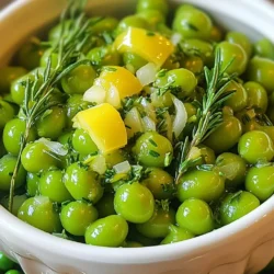 - 4 cups fresh or frozen peas - 2 tablespoons unsalted butter - 1 small onion, finely chopped - 2 garlic cloves, minced - 1 teaspoon fresh thyme leaves - 1 teaspoon fresh rosemary, finely chopped - 1 tablespoon fresh lemon juice - Salt and black pepper, to taste - Zest of 1 lemon, for garnish Thanksgiving Herbed Peas need simple, fresh ingredients. Start with the peas. You can use fresh or frozen peas. Fresh peas taste great if you can find them. Next, butter adds rich flavor. Unsalted butter lets you control the salt level. Onions and garlic are key for depth. Use one small onion, finely chopped. Two minced garlic cloves pack a punch. Fresh herbs like thyme and rosemary elevate the dish. They bring bright, earthy flavors. You will need one teaspoon of each herb. Lemon juice adds a fresh twist. One tablespoon gives a zesty kick. Salt and black pepper balance the flavors. You can adjust these to your taste. Finally, lemon zest makes a lovely garnish. It adds color and a burst of citrus aroma. These ingredients create a light and tasty side. They work perfectly for any Thanksgiving feast. {{ingredient_image_2}} Start by placing unsalted butter in a large skillet. Set the heat to medium. Watch the butter as it melts. You will see it foam up. This foaming stage is important. It shows that the butter is hot and ready for the next step. If it starts to brown, lower the heat. You want it melted, not burnt. Next, add finely chopped onion to the skillet. Stir it well to coat with butter. Saut&eacute; the onion for 4-5 minutes. You want it soft and clear, not brown. Keep stirring to avoid sticking. When the onion is ready, add minced garlic. Saut&eacute; for 1-2 minutes. Garlic cooks fast and can burn easily, so stay alert! Now, it's time for the peas. If you use fresh peas, add them now and cook for 5-7 minutes. Stir often to ensure they cook evenly. If frozen, add them for 3-4 minutes until heated through. Stirring helps mix the flavors from the onion and garlic with the peas. After the peas are cooked, sprinkle fresh thyme and rosemary on top. Stir gently to mix the herbs throughout. This helps distribute the flavors evenly. Then, season with salt and black pepper. Finally, drizzle fresh lemon juice over the peas. This adds a bright taste that balances the dish. When done, remove the skillet from heat. Add lemon zest as the final touch. It gives a wonderful aroma and flavor. Transfer the herbed peas to a serving dish. For a beautiful presentation, keep the colors bright and fresh. Enjoy this vibrant side dish with your Thanksgiving meal! - Overcooking peas: Cook peas just until tender. Fresh peas take about 5-7 minutes. Frozen peas need only 3-4 minutes. Overcooked peas lose their bright color and crunch. - Burning garlic: Garlic cooks fast. Saut&eacute; it for just 1-2 minutes. If it turns brown, it tastes bitter. Keep an eye on it to avoid burning. - Adding other herbs or spices: Consider fresh basil or parsley for a fresh twist. A pinch of red pepper flakes adds heat. Experiment to find your favorite mix! - Adjusting seasoning for taste: Taste your dish before serving. Add more salt, pepper, or lemon juice if needed. Small adjustments can make a big difference in flavor. - Ideal pairings for Thanksgiving: These herbed peas go well with turkey, stuffing, and mashed potatoes. Their fresh taste cuts through rich flavors. - Creative serving ideas: Serve in a colorful bowl and sprinkle extra lemon zest on top. You can also garnish with fresh herbs for a pop of color. This adds charm to your Thanksgiving table! Pro Tips Fresh vs. Frozen Peas: Fresh peas tend to have a sweeter flavor and a vibrant color, while frozen peas are convenient and can be just as tasty. Choose based on availability and your cooking timeline. Herb Substitutions: If you don&rsquo;t have fresh herbs on hand, dried herbs can be used as a substitute. Use about one-third of the amount since dried herbs are more concentrated in flavor. Adjusting Acidity: If you prefer a tangier flavor, feel free to add more lemon juice or even a splash of white wine. This can elevate the dish and brighten the overall taste. Serving Suggestions: These herbed peas pair well with a variety of proteins such as roasted turkey, chicken, or even as a topping for pasta dishes, making them a versatile side dish for any meal. {{image_4}} You can switch out the herbs in this recipe for fresh ones. Try using fresh parsley, basil, or dill. These herbs can add a new twist to your dish. If fresh herbs are not available, dried herbs work too. Use about one-third of the amount of dried herbs compared to fresh. For example, use one teaspoon of dried thyme or rosemary. You can make your herbed peas more colorful and tasty by adding other vegetables. Consider adding diced carrots, bell peppers, or even corn. Just chop them small so they cook evenly. When adding vegetables, adjust your cooking time. Add them when you saut&eacute; the onion. This way, they will cook through before adding the peas. To make this recipe vegan, swap the butter for olive oil or coconut oil. Both will add rich flavor without using dairy. You can also use vegan butter if you prefer. It&rsquo;s an easy change that keeps the dish tasty. Just remember to check labels for any hidden dairy ingredients. After your feast, store any leftover herbed peas in the fridge. Use an airtight container for best results. This keeps them fresh. They can last for about 3 to 5 days in the fridge. If you want to enjoy them later, freezing is a great option. Just make sure to cool them first before freezing. When it's time to enjoy your leftover peas, reheating is key. You can use a microwave or a skillet. If using a skillet, add a splash of water. This helps keep the peas moist. Heat on low, stirring often. For the microwave, cover the bowl with a lid or plate. Heat in short bursts, checking for warmth. This way, you keep their bright flavor and texture. If you decide to freeze herbed peas, start by cooling them completely. Place them in freezer-safe bags or containers. Remove as much air as possible to prevent freezer burn. They can stay in the freezer for about 2 to 3 months. When you're ready to use them, take them out and thaw in the fridge overnight. You can also heat them directly from frozen. Just cook them a little longer to warm through. Fresh peas can last about 3 to 5 days in the fridge. Store them in a sealed bag or container to keep them fresh. Avoid washing them before storage; moisture can lead to spoilage. Use them quickly for the best flavor and texture. Yes, you can make Thanksgiving Herbed Peas ahead of time. Cook them as normal, then let them cool. Store them in an airtight container in the fridge for up to 2 days. When ready to serve, reheat them gently on the stove or in the microwave. Add a splash of lemon juice after reheating for a fresh taste. Thanksgiving Herbed Peas pair well with many dishes. Try them with roasted turkey or glazed ham. They also go great with mashed potatoes or stuffing. For a colorful plate, add some cranberry sauce or a salad. Mixing flavors makes your Thanksgiving meal even better! In this article, we explored the ingredients and steps for making herbed peas. You learned how to melt butter, saut&eacute; onions, and cook peas perfectly. I shared tips to avoid common mistakes and enhance flavor. You can make adjustments for dietary needs, store leftovers, and find great ways to serve them. Remember, these herbed peas can elevate your meals and fit any occasion. Keep experimenting with flavors to create your own twist. Enjoy making this dish and sharing it with others!