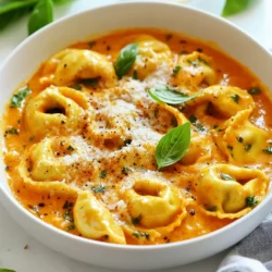 - 1 package (9 oz) cheese tortellini - 2 tablespoons extra-virgin olive oil - 3 cloves garlic, finely minced - 1 can (14 oz) crushed tomatoes - 1 cup heavy cream - 1 teaspoon dried Italian herb blend (oregano, basil, thyme) - 1/2 teaspoon red pepper flakes (optional for heat) - 1 cup fresh basil leaves, roughly chopped - Salt and freshly ground black pepper to taste - Freshly grated Parmesan cheese, for serving - Extra basil leaves for garnish You can add red pepper flakes for some heat. This gives the dish a nice kick. If you love a deeper flavor, consider adding chopped onions when you saut&eacute; the garlic. It adds sweetness and depth. If you need a gluten-free option, use gluten-free tortellini. For a lighter dish, swap heavy cream with half-and-half or a non-dairy cream. If you want to skip dairy, try using nutritional yeast for a cheesy flavor. {{ingredient_image_2}} Start by boiling water in a large pot. Add a pinch of salt to the water. Once it boils, drop in the cheese tortellini. Cook them according to the package instructions, usually for 3-5 minutes. Stir the tortellini gently to keep them from sticking. When they are al dente, drain them using a colander. Set the tortellini aside, keeping them warm. In a large skillet, heat 2 tablespoons of extra-virgin olive oil over medium heat. Once hot, add 3 cloves of finely minced garlic. Saut&eacute; the garlic for about 1 minute, just until it becomes fragrant. Be careful not to let it burn! Next, pour in one can of crushed tomatoes. Stir in 1 teaspoon of dried Italian herbs and add 1/2 teaspoon of red pepper flakes if you like heat. Let the sauce simmer for 5 minutes. This helps the flavors blend well. Now, lower the heat and gradually pour in 1 cup of heavy cream. Stir well until the cream mixes into the sauce. This step makes the sauce rich and creamy. Gently add the drained tortellini to the skillet. Toss them carefully in the sauce, ensuring they are well-coated. Fold in 1 cup of roughly chopped fresh basil leaves. Season everything with salt and freshly ground black pepper to taste. Let the tortellini cook in the sauce for another 2-3 minutes. This allows the flavors to come together beautifully. Serve your dish right away, topped with freshly grated Parmesan cheese and extra basil leaves for garnish. Enjoy! To get a creamy sauce, use heavy cream. This gives the dish a rich taste. Pour the cream slowly into the skillet. Stir it well to mix with the tomatoes. This helps avoid lumps and keeps it smooth. For even more creaminess, add a bit of pasta water. The starchy water helps the sauce stick to the tortellini. One mistake is cooking the garlic too long. Garlic can burn fast, turning bitter. Saut&eacute; it just until fragrant. Another mistake is not seasoning the sauce. Always taste and add salt and pepper. This brings out the flavors. Lastly, don&rsquo;t skip the fresh basil. It adds a bright taste that makes the dish pop. Fresh herbs are key to great flavor. Always use fresh basil if you can. Add it at the end of cooking to keep its flavor strong. You can also try adding parsley or a bit of thyme for extra depth. A little lemon zest can brighten the dish, too! Experiment with your favorite herbs to make your sauce unique. Pro Tips Cook Tortellini Al Dente: Make sure to cook the tortellini just until al dente for the perfect texture. This way, they will hold up well in the creamy sauce without becoming mushy. Fresh Garlic for Flavor: Use fresh garlic instead of garlic powder for a more robust and aromatic flavor. Saut&eacute; it just until fragrant to avoid bitterness. Adjust Creaminess: If you prefer a lighter sauce, you can substitute half of the heavy cream with vegetable broth. This will still give you a creamy texture without being too rich. Basil Addition: Add the fresh basil leaves at the end of cooking to preserve their vibrant flavor and color. This keeps the dish aromatic and appealing. {{image_4}} You can make this dish heartier by adding protein. Chicken and shrimp work well. For chicken, use cooked, shredded meat. Toss it in with the tortellini. For shrimp, saut&eacute; them in the oil before adding garlic. This keeps them juicy and flavorful. Both options add richness and flavor to the creamy sauce. If you prefer a vegan or dairy-free dish, you can swap the cream. Use coconut cream for a rich texture. For cheese tortellini, choose a plant-based version. You can also add nutritional yeast. This gives a cheesy flavor without dairy. Don't forget to adjust the seasonings to balance the flavors. Enhance your meal by adding seasonal veggies. Spinach, zucchini, or bell peppers work great. Saut&eacute; them with the garlic to soften. They will soak up the sauce's flavor, adding color and nutrients. This is a fantastic way to use fresh produce. It makes your dish not only tasty but also healthy. To keep your Creamy Tomato Basil Tortellini fresh, store it in an airtight container. Allow the dish to cool to room temperature before sealing. Place the container in the fridge. Your leftovers can last up to three days this way. Make sure to label the container with the date. When you're ready to enjoy your leftovers, reheat them gently. Use a skillet over low heat for even warming. Add a splash of water or cream if the sauce seems thick. Stir frequently to ensure even heating. You can also use the microwave. Heat in short bursts, stirring in between, until hot. If you want to save some for later, freezing is a great option. Portion the tortellini into freezer-safe containers. Leave some space at the top, as the sauce may expand. Your dish can last up to two months in the freezer. To thaw, move it to the fridge overnight. Reheat as mentioned above for the best taste. Creamy Tomato Basil Tortellini will last about 3 to 5 days in the fridge. To keep it fresh, store it in an airtight container. Make sure it cools down before sealing. This way, you can enjoy it later without losing flavor. Yes, you can make this recipe ahead. Prepare the sauce and tortellini separately. Store them in the fridge. When you're ready to serve, just heat the sauce and toss in the tortellini. This keeps everything fresh and tasty. You can serve this dish with a simple green salad. Garlic bread also makes a great side. A light wine, like a crisp white, pairs well too. You can make your meal complete and enjoyable with these easy sides. We covered everything from ingredients to cooking tips for Creamy Tomato Basil Tortellini. You have options for flavors, substitutions, and storage. Remember to avoid common mistakes for the best sauce. Try adding protein or veggies to mix it up. With these steps, you can create a dish everyone will love. Enjoy your cooking and delight in the creamy goodness of your meal!
